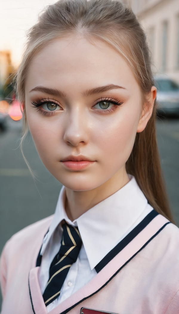 Tags: 21872187, SDXL
{"3": {"inputs": {"seed": 933455431659479, "steps": 32, "cfg": 6.44, "sampler_name": "dpmpp_2m", "scheduler": "karras", "denoise": 1.0, "model": ["27", 0], "positive": ["6", 0], "negative": ["7", 0], "latent_image": ["5", 0]}, "class_type": "KSampler"}, "4": {"inputs": {"ckpt_name": "juggernautxl.safetensors"}, "class_type": "CheckpointLoaderSimple"}, "5": {"inputs": {"width": 768, "height": 1344, "batch_size": 1}, "class_type": "EmptyLatentImage"}, "6": {"inputs": {"text": "22 year old girl, (russian:1.12), (slim:1.05), (blush:1.11), (seductive facial expression:1.11), (seductive pose:1.12), (beautiful eyes:1.08), (detailed face:0.97), (eyelashes:1.11), (idol:1.03), (pale skin:1.05), (temptress:1.12), (double eyelids:1.10), (in a seductive pose:0.99), (large perky breasts:1.05), (cleavage:1.03), (thigh gap:1.01), (school uniform:1.14), choker, busy street, (detailed skin:1.04), (portra:1.06), (RAW:1.09), (natural looking skin:1.05), (skin fuzz:1.00), (soft lighting:1.02), (film:1.04), (textured skin:1.00), (candid cinema:1.09)", "clip": ["27", 1]}, "class_type": "CLIPTextEncode"}, "7": {"inputs": {"text": "(worst quality:1.05), (distorted:1.11), (twisted:1.05), (bad hands:1.11), (watermark:1.05), (low resolution:1.08), (open mouth:1.08)", "clip": ["27", 1]}, "class_type": "CLIPTextEncode"}, "8": {"inputs": {"samples": ["3", 0], "vae": ["4", 2]}, "class_type": "VAEDecode"}, "25": {"inputs": {"lora_name": "nudify_xl.safetensors", "strength_model": 0.03, "strength_clip": 0.0, "model": ["4", 0], "clip": ["4", 1]}, "class_type": "LoraLoader"}, "26": {"inputs": {"lora_name": "shirtlift_SDXL_v2.safetensors", "strength_model": 0.08, "strength_clip": 0.16, "model": ["25", 0], "clip": ["25", 1]}, "class_type": "LoraLoader"}, "27": {"inputs": {"lora_name": "PerfectEyesXL.safetensors", "strength_model": 0.01, "strength_clip": 0.05, "model": ["26", 0], "clip": ["26", 1]}, "class_type": "LoraLoader"}, "30": {"inputs": {"model_name": "4x_NMKD-Superscale-SP_178000_G.pth"}, "class_type": "UpscaleModelLoader"}, "31": {"inputs": {"upscale_model": ["30", 0], "image": ["8", 0]}, "class_type": "ImageUpscaleWithModel"}, "32": {"inputs": {"upscale_method": "lanczos", "scale_by": 0.5, "image": ["31", 0]}, "class_type": "ImageScaleBy"}, "33": {"inputs": {"pixels": ["32", 0], "vae": ["4", 2]}, "class_type": "VAEEncode"}, "34": {"inputs": {"seed": 933455431659479, "steps": 32, "cfg": 6.44, "sampler_name": "dpmpp_2m", "scheduler": "karras", "denoise": 0.3, "model": ["27", 0], "positive": ["6", 0], "negative": ["7", 0], "latent_image": ["33", 0]}, "class_type": "KSampler"}, "36": {"inputs": {"samples": ["34", 0], "vae": ["4", 2]}, "class_type": "VAEDecode"}, "39": {"inputs": {"filename_prefix": "comfyapi-1733097867114", "images": ["36", 0]}, "class_type": "SaveImage"}}