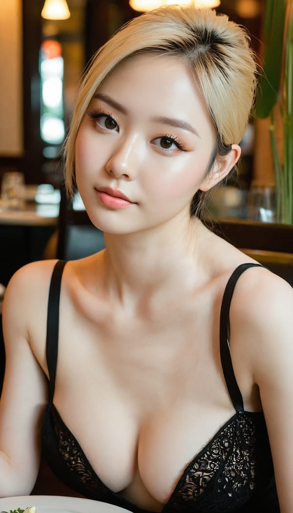 Tags: 21872187, SDXL
{"3": {"inputs": {"seed": 355478057760736, "steps": 32, "cfg": 7.29, "sampler_name": "dpmpp_2m", "scheduler": "karras", "denoise": 1.0, "model": ["27", 0], "positive": ["6", 0], "negative": ["7", 0], "latent_image": ["5", 0]}, "class_type": "KSampler"}, "4": {"inputs": {"ckpt_name": "juggernautxl.safetensors"}, "class_type": "CheckpointLoaderSimple"}, "5": {"inputs": {"width": 768, "height": 1344, "batch_size": 1}, "class_type": "EmptyLatentImage"}, "6": {"inputs": {"text": "28 year old girl, (idol:1.01), (double eyelids:1.01), (beautiful eyes:1.03), (eyelashes:1.06), (detailed face:1.10), (temptress:0.95), (seductive facial expression:1.06), (slim:1.11), (cute:0.98), (pale skin:1.06), (sexy lips:0.97), (seductive pose:0.98), (on all fours:1.10), (spreading ass cheeks:1.06), (from behind:1.07), (backboob:1.07), (wearing a little black dress:1.05) at a fine dining restaurant, (natural looking skin:1.08), (textured skin:1.06), (film:1.06), (soft lighting:1.09), (skin fuzz:1.08), (RAW:1.03), (candid cinema:1.02), (detailed skin:1.09), (portra:1.00)", "clip": ["27", 1]}, "class_type": "CLIPTextEncode"}, "7": {"inputs": {"text": "(low resolution:1.07), (watermark:1.14), (twisted:1.12), (worst quality:1.12), (distorted:1.06), (open mouth:1.13), (bad hands:1.07)", "clip": ["27", 1]}, "class_type": "CLIPTextEncode"}, "8": {"inputs": {"samples": ["3", 0], "vae": ["4", 2]}, "class_type": "VAEDecode"}, "25": {"inputs": {"lora_name": "nudify_xl.safetensors", "strength_model": 0.3, "strength_clip": 0.33, "model": ["4", 0], "clip": ["4", 1]}, "class_type": "LoraLoader"}, "26": {"inputs": {"lora_name": "shirtlift_SDXL_v2.safetensors", "strength_model": 0.01, "strength_clip": 0.06, "model": ["25", 0], "clip": ["25", 1]}, "class_type": "LoraLoader"}, "27": {"inputs": {"lora_name": "PerfectEyesXL.safetensors", "strength_model": 0.11, "strength_clip": 0.14, "model": ["26", 0], "clip": ["26", 1]}, "class_type": "LoraLoader"}, "30": {"inputs": {"model_name": "4x_NMKD-Superscale-SP_178000_G.pth"}, "class_type": "UpscaleModelLoader"}, "31": {"inputs": {"upscale_model": ["30", 0], "image": ["8", 0]}, "class_type": "ImageUpscaleWithModel"}, "32": {"inputs": {"upscale_method": "lanczos", "scale_by": 0.5, "image": ["31", 0]}, "class_type": "ImageScaleBy"}, "33": {"inputs": {"pixels": ["32", 0], "vae": ["4", 2]}, "class_type": "VAEEncode"}, "34": {"inputs": {"seed": 355478057760736, "steps": 32, "cfg": 7.29, "sampler_name": "dpmpp_2m", "scheduler": "karras", "denoise": 0.3, "model": ["27", 0], "positive": ["6", 0], "negative": ["7", 0], "latent_image": ["33", 0]}, "class_type": "KSampler"}, "36": {"inputs": {"samples": ["34", 0], "vae": ["4", 2]}, "class_type": "VAEDecode"}, "39": {"inputs": {"filename_prefix": "comfyapi-1713758586563", "images": ["36", 0]}, "class_type": "SaveImage"}}