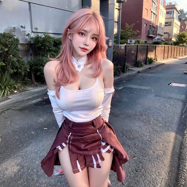 Tags: 21872187
<lora:koreanDollLikeness:0.78>, <lora:taiwanDollLikeness_v20:0.23>, <lora:YaeMiko_Test:0.68>, (school uniform:1.17), (large breasts:1.10), choker, busy street in urban city, <lora:Mooning:0.55>, <lora:Addams:0.26>, ass, from behind, clothes pull, looking back, pants pull, anus, pussy, undressing, extremely detailed eyes, extremely detailed face, cute, (photorealistic:0.90), sexy lips, seductive smile, double eyelids, eyelashes, perky breasts, full body portrait, 4K, sharp, (long slim legs:1.16), (thigh gap:1.05), blush, delicate and beautiful girl, solo, (stunningly attractive:1.14)
Negative prompt: fat, disfigured, (worst quality:1.91)
Steps: 32, Sampler: DPM++ 2M Karras, CFG scale: 6.56, Seed: 3674569214, Size: 768x768, Model hash: fc2511737a, Model: chilloutmix_NiPrunedFp32Fix, Seed resize from: -1x-1, Denoising strength: 0.4, Version: v1.2.1, Hires upscale: 2.5, Hires steps: 16, Hires upscaler: ESRGAN_4x