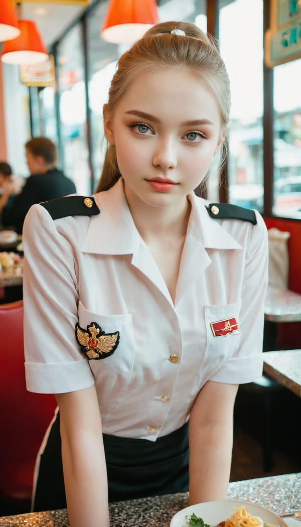 Tags: 21872187, SDXL
{"3": {"inputs": {"seed": 158973804464421, "steps": 64, "cfg": 7.74, "sampler_name": "dpmpp_2m", "scheduler": "karras", "denoise": 1.0, "model": ["27", 0], "positive": ["6", 0], "negative": ["7", 0], "latent_image": ["5", 0]}, "class_type": "KSampler"}, "4": {"inputs": {"ckpt_name": "juggernautxl.safetensors"}, "class_type": "CheckpointLoaderSimple"}, "5": {"inputs": {"width": 768, "height": 1344, "batch_size": 1}, "class_type": "EmptyLatentImage"}, "6": {"inputs": {"text": "18 year old girl, (russian:1.11), (beautiful eyes:1.14), (detailed face:1.11), (seductive facial expression:0.99), (seductive pose:1.12), (idol:0.95), (cute:1.13), (blush:1.06), (temptress:1.07), (slim:1.13), (double eyelids:1.01), (sexy lips:1.11), (pale skin:1.08), (on all fours:1.06), (spreading ass cheeks:1.04), (from behind:1.09), (backboob:1.03), (a waitress in uniform:1.12) working at a restaurant, (skin fuzz:1.03), (natural looking skin:1.03), (film:1.02), (candid cinema:1.08), (portra:1.06), (soft lighting:1.01), (textured skin:1.03), (RAW:1.03), (detailed skin:1.03)", "clip": ["27", 1]}, "class_type": "CLIPTextEncode"}, "7": {"inputs": {"text": "(watermark:1.14), (worst quality:1.10), (distorted:1.12), (open mouth:1.13), (twisted:1.06), (bad hands:1.05), (low resolution:1.07)", "clip": ["27", 1]}, "class_type": "CLIPTextEncode"}, "8": {"inputs": {"samples": ["3", 0], "vae": ["4", 2]}, "class_type": "VAEDecode"}, "25": {"inputs": {"lora_name": "nudify_xl.safetensors", "strength_model": 0.15, "strength_clip": 0.18, "model": ["4", 0], "clip": ["4", 1]}, "class_type": "LoraLoader"}, "26": {"inputs": {"lora_name": "shirtlift_SDXL_v2.safetensors", "strength_model": 0.08, "strength_clip": 0.16, "model": ["25", 0], "clip": ["25", 1]}, "class_type": "LoraLoader"}, "27": {"inputs": {"lora_name": "PerfectEyesXL.safetensors", "strength_model": 0.07, "strength_clip": 0.1, "model": ["26", 0], "clip": ["26", 1]}, "class_type": "LoraLoader"}, "30": {"inputs": {"model_name": "4x_NMKD-Superscale-SP_178000_G.pth"}, "class_type": "UpscaleModelLoader"}, "31": {"inputs": {"upscale_model": ["30", 0], "image": ["8", 0]}, "class_type": "ImageUpscaleWithModel"}, "32": {"inputs": {"upscale_method": "lanczos", "scale_by": 0.5, "image": ["31", 0]}, "class_type": "ImageScaleBy"}, "33": {"inputs": {"pixels": ["32", 0], "vae": ["4", 2]}, "class_type": "VAEEncode"}, "34": {"inputs": {"seed": 158973804464421, "steps": 64, "cfg": 7.74, "sampler_name": "dpmpp_2m", "scheduler": "karras", "denoise": 0.3, "model": ["27", 0], "positive": ["6", 0], "negative": ["7", 0], "latent_image": ["33", 0]}, "class_type": "KSampler"}, "36": {"inputs": {"samples": ["34", 0], "vae": ["4", 2]}, "class_type": "VAEDecode"}, "39": {"inputs": {"filename_prefix": "comfyapi-1714190441816", "images": ["36", 0]}, "class_type": "SaveImage"}}