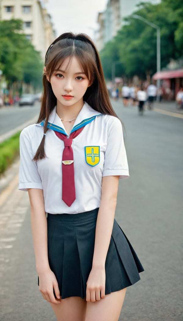 Tags: 21872187, SDXL
{"3": {"inputs": {"seed": 281260233717237, "steps": 64, "cfg": 5.93, "sampler_name": "dpmpp_2m", "scheduler": "karras", "denoise": 1.0, "model": ["27", 0], "positive": ["6", 0], "negative": ["7", 0], "latent_image": ["5", 0]}, "class_type": "KSampler"}, "4": {"inputs": {"ckpt_name": "leosamsHelloworldSDXL_helloworldSDXL32DPO.safetensors"}, "class_type": "CheckpointLoaderSimple"}, "5": {"inputs": {"width": 768, "height": 1344, "batch_size": 1}, "class_type": "EmptyLatentImage"}, "6": {"inputs": {"text": "19 year old girl, (ukrainian:1.13), (taiwanese:1.00), (beautiful eyes:0.96), (cute:1.13), (seductive facial expression:1.09), (idol:1.11), (sexy lips:1.11), (pale skin:1.09), (seductive pose:1.13), (double eyelids:1.14), (blush:1.10), (temptress:1.04), (detailed face:1.03), (in a seductive pose:0.99), (large perky breasts:0.97), (cleavage:1.03), (thigh gap:1.08), (school uniform:1.06), choker, busy street, (film:1.04), (textured skin:1.05), (detailed skin:1.03), (portra:1.04), (natural looking skin:1.00), (candid cinema:1.03), (skin fuzz:1.06), (RAW:1.02), (soft lighting:1.07)", "clip": ["27", 1]}, "class_type": "CLIPTextEncode"}, "7": {"inputs": {"text": "(worst quality:1.09), (low resolution:1.09), (open mouth:1.13), (bad hands:1.11), (watermark:1.09), (twisted:1.11), (distorted:1.11)", "clip": ["27", 1]}, "class_type": "CLIPTextEncode"}, "8": {"inputs": {"samples": ["3", 0], "vae": ["4", 2]}, "class_type": "VAEDecode"}, "25": {"inputs": {"lora_name": "nudify_xl.safetensors", "strength_model": 0.36, "strength_clip": 0.06, "model": ["4", 0], "clip": ["4", 1]}, "class_type": "LoraLoader"}, "26": {"inputs": {"lora_name": "shirtlift_SDXL_v2.safetensors", "strength_model": 0.14, "strength_clip": 0.02, "model": ["25", 0], "clip": ["25", 1]}, "class_type": "LoraLoader"}, "27": {"inputs": {"lora_name": "PerfectEyesXL.safetensors", "strength_model": 0.09, "strength_clip": 0.04, "model": ["26", 0], "clip": ["26", 1]}, "class_type": "LoraLoader"}, "30": {"inputs": {"model_name": "4x_NMKD-Superscale-SP_178000_G.pth"}, "class_type": "UpscaleModelLoader"}, "31": {"inputs": {"upscale_model": ["30", 0], "image": ["8", 0]}, "class_type": "ImageUpscaleWithModel"}, "32": {"inputs": {"upscale_method": "lanczos", "scale_by": 0.5, "image": ["31", 0]}, "class_type": "ImageScaleBy"}, "33": {"inputs": {"pixels": ["32", 0], "vae": ["4", 2]}, "class_type": "VAEEncode"}, "34": {"inputs": {"seed": 281260233717237, "steps": 64, "cfg": 5.93, "sampler_name": "dpmpp_2m", "scheduler": "karras", "denoise": 0.3, "model": ["27", 0], "positive": ["6", 0], "negative": ["7", 0], "latent_image": ["33", 0]}, "class_type": "KSampler"}, "36": {"inputs": {"samples": ["34", 0], "vae": ["4", 2]}, "class_type": "VAEDecode"}, "39": {"inputs": {"filename_prefix": "comfyapi-1708095314454", "images": ["36", 0]}, "class_type": "SaveImage"}}