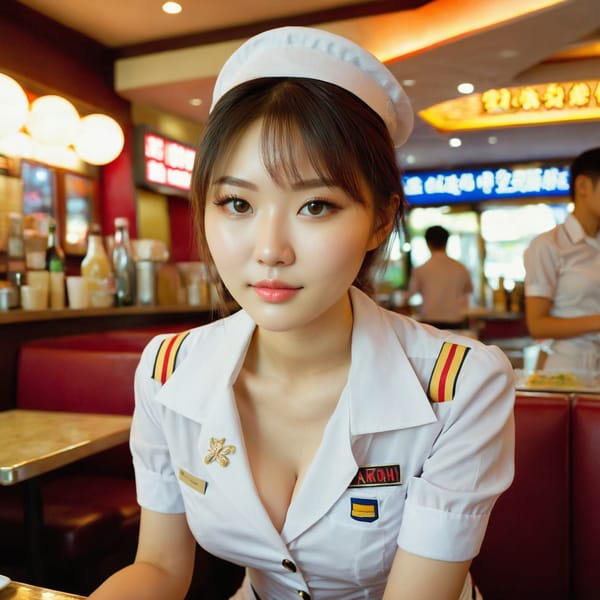 Tags: 21872187, SDXL
{"3": {"inputs": {"seed": 564605348191057, "steps": 32, "cfg": 6.94, "sampler_name": "dpmpp_2m", "scheduler": "karras", "denoise": 1.0, "model": ["27", 0], "positive": ["6", 0], "negative": ["7", 0], "latent_image": ["5", 0]}, "class_type": "KSampler"}, "4": {"inputs": {"ckpt_name": "juggernautxl.safetensors"}, "class_type": "CheckpointLoaderSimple"}, "5": {"inputs": {"width": 1024, "height": 1024, "batch_size": 1}, "class_type": "EmptyLatentImage"}, "6": {"inputs": {"text": "19 year old girl, (taiwanese:1.01), (ukrainian:1.11), (temptress:1.06), (seductive facial expression:1.14), (cute:0.96), (detailed face:1.09), (blush:1.11), (sexy lips:0.97), (eyelashes:1.02), (slim:1.03), (pale skin:1.14), (double eyelids:1.08), (seductive pose:0.95), (in a seductive pose:0.97), (large perky breasts:0.95), (cleavage:1.04), (thigh gap:0.97), (a waitress in uniform:1.12) working at a restaurant, (candid cinema:1.05), (skin fuzz:1.08), (portra:1.08), (textured skin:1.00), (soft lighting:1.07), (detailed skin:1.02), (film:1.05), (natural looking skin:1.04), (RAW:1.08)", "clip": ["27", 1]}, "class_type": "CLIPTextEncode"}, "7": {"inputs": {"text": "(open mouth:1.11), (bad hands:1.09), (worst quality:1.09), (low resolution:1.10), (watermark:1.05), (twisted:1.14)", "clip": ["27", 1]}, "class_type": "CLIPTextEncode"}, "8": {"inputs": {"samples": ["3", 0], "vae": ["4", 2]}, "class_type": "VAEDecode"}, "25": {"inputs": {"lora_name": "nudify_xl.safetensors", "strength_model": 0.13, "strength_clip": 0.1, "model": ["4", 0], "clip": ["4", 1]}, "class_type": "LoraLoader"}, "26": {"inputs": {"lora_name": "shirtlift_SDXL_v2.safetensors", "strength_model": 0.16, "strength_clip": 0.16, "model": ["25", 0], "clip": ["25", 1]}, "class_type": "LoraLoader"}, "27": {"inputs": {"lora_name": "PerfectEyesXL.safetensors", "strength_model": 0.05, "strength_clip": 0.06, "model": ["26", 0], "clip": ["26", 1]}, "class_type": "LoraLoader"}, "30": {"inputs": {"model_name": "4x_NMKD-Superscale-SP_178000_G.pth"}, "class_type": "UpscaleModelLoader"}, "31": {"inputs": {"upscale_model": ["30", 0], "image": ["8", 0]}, "class_type": "ImageUpscaleWithModel"}, "32": {"inputs": {"upscale_method": "lanczos", "scale_by": 0.5, "image": ["31", 0]}, "class_type": "ImageScaleBy"}, "33": {"inputs": {"pixels": ["32", 0], "vae": ["4", 2]}, "class_type": "VAEEncode"}, "34": {"inputs": {"seed": 564605348191057, "steps": 32, "cfg": 6.94, "sampler_name": "dpmpp_2m", "scheduler": "karras", "denoise": 0.3, "model": ["27", 0], "positive": ["6", 0], "negative": ["7", 0], "latent_image": ["33", 0]}, "class_type": "KSampler"}, "36": {"inputs": {"samples": ["34", 0], "vae": ["4", 2]}, "class_type": "VAEDecode"}, "39": {"inputs": {"filename_prefix": "comfyapi-1714586785483", "images": ["36", 0]}, "class_type": "SaveImage"}}