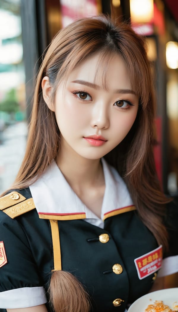 Tags: 21872187, SDXL
{"3": {"inputs": {"seed": 967981389094691, "steps": 32, "cfg": 6.79, "sampler_name": "dpmpp_2m", "scheduler": "karras", "denoise": 1.0, "model": ["27", 0], "positive": ["6", 0], "negative": ["7", 0], "latent_image": ["5", 0]}, "class_type": "KSampler"}, "4": {"inputs": {"ckpt_name": "juggernautxl.safetensors"}, "class_type": "CheckpointLoaderSimple"}, "5": {"inputs": {"width": 768, "height": 1344, "batch_size": 1}, "class_type": "EmptyLatentImage"}, "6": {"inputs": {"text": "18 year old girl, (korean:0.96), (blush:1.07), (pale skin:1.03), (double eyelids:1.13), (seductive pose:1.14), (beautiful eyes:1.05), (idol:1.00), (detailed face:1.05), (sexy lips:0.98), (slim:1.05), (cute:1.13), (temptress:1.10), (seductive facial expression:1.02), (eyelashes:1.12), (in a seductive pose:1.04), (large perky breasts:1.00), (cleavage:1.01), (thigh gap:1.08), (a waitress in uniform:1.13) working at a restaurant, (natural looking skin:1.03), (textured skin:1.09), (candid cinema:1.08), (RAW:1.02), (film:1.09), (soft lighting:1.07), (skin fuzz:1.01), (portra:1.09), (detailed skin:1.05)", "clip": ["27", 1]}, "class_type": "CLIPTextEncode"}, "7": {"inputs": {"text": "(worst quality:1.12), (open mouth:1.12), (bad hands:1.13), (distorted:1.08), (twisted:1.11), (low resolution:1.09), (watermark:1.10)", "clip": ["27", 1]}, "class_type": "CLIPTextEncode"}, "8": {"inputs": {"samples": ["3", 0], "vae": ["4", 2]}, "class_type": "VAEDecode"}, "25": {"inputs": {"lora_name": "nudify_xl.safetensors", "strength_model": 0.07, "strength_clip": 0.01, "model": ["4", 0], "clip": ["4", 1]}, "class_type": "LoraLoader"}, "26": {"inputs": {"lora_name": "shirtlift_SDXL_v2.safetensors", "strength_model": 0.01, "strength_clip": 0.08, "model": ["25", 0], "clip": ["25", 1]}, "class_type": "LoraLoader"}, "27": {"inputs": {"lora_name": "PerfectEyesXL.safetensors", "strength_model": 0.11, "strength_clip": 0.14, "model": ["26", 0], "clip": ["26", 1]}, "class_type": "LoraLoader"}, "30": {"inputs": {"model_name": "4x_NMKD-Superscale-SP_178000_G.pth"}, "class_type": "UpscaleModelLoader"}, "31": {"inputs": {"upscale_model": ["30", 0], "image": ["8", 0]}, "class_type": "ImageUpscaleWithModel"}, "32": {"inputs": {"upscale_method": "lanczos", "scale_by": 0.5, "image": ["31", 0]}, "class_type": "ImageScaleBy"}, "33": {"inputs": {"pixels": ["32", 0], "vae": ["4", 2]}, "class_type": "VAEEncode"}, "34": {"inputs": {"seed": 967981389094691, "steps": 32, "cfg": 6.79, "sampler_name": "dpmpp_2m", "scheduler": "karras", "denoise": 0.3, "model": ["27", 0], "positive": ["6", 0], "negative": ["7", 0], "latent_image": ["33", 0]}, "class_type": "KSampler"}, "36": {"inputs": {"samples": ["34", 0], "vae": ["4", 2]}, "class_type": "VAEDecode"}, "39": {"inputs": {"filename_prefix": "comfyapi-1727825300232", "images": ["36", 0]}, "class_type": "SaveImage"}}