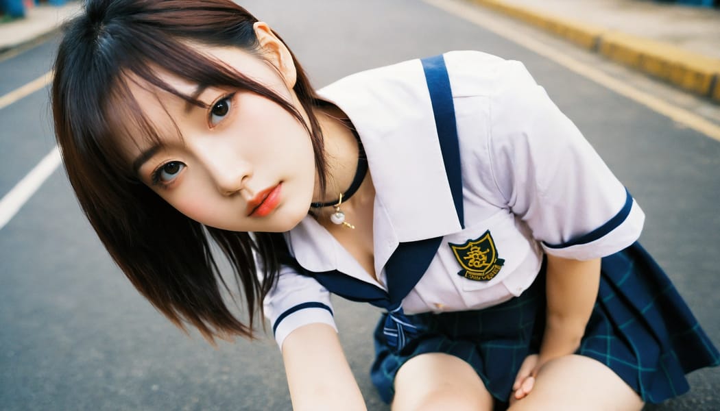 Tags: 21872187, SDXL
{"3": {"inputs": {"seed": 240259444959475, "steps": 64, "cfg": 7.93, "sampler_name": "dpmpp_2m", "scheduler": "karras", "denoise": 1.0, "model": ["27", 0], "positive": ["6", 0], "negative": ["7", 0], "latent_image": ["5", 0]}, "class_type": "KSampler"}, "4": {"inputs": {"ckpt_name": "helloworldxl.safetensors"}, "class_type": "CheckpointLoaderSimple"}, "5": {"inputs": {"width": 1344, "height": 768, "batch_size": 1}, "class_type": "EmptyLatentImage"}, "6": {"inputs": {"text": "23 year old girl, (chinese:1.04), (irish:0.98), (slim:1.05), (cute:1.03), (beautiful eyes:0.99), (seductive facial expression:0.97), (sexy lips:0.98), (blush:0.97), (double eyelids:0.97), (idol:1.00), (seductive pose:0.96), (eyelashes:1.02), (temptress:1.07), (pale skin:0.97), (in a seductive pose:1.06), (large perky breasts:0.97), (cleavage:1.10), (thigh gap:0.95), (school uniform:1.11), choker, busy street, (skin fuzz:1.03), (soft lighting:1.06), (portra:1.06), (detailed skin:1.02), (candid cinema:1.08), (natural looking skin:1.00), (film:1.05), (textured skin:1.01), (RAW:1.06)", "clip": ["27", 1]}, "class_type": "CLIPTextEncode"}, "7": {"inputs": {"text": "(bad hands:1.11), (twisted:1.13), (worst quality:1.08), (watermark:1.11), (distorted:1.09), (open mouth:1.12), (low resolution:1.14)", "clip": ["27", 1]}, "class_type": "CLIPTextEncode"}, "8": {"inputs": {"samples": ["3", 0], "vae": ["4", 2]}, "class_type": "VAEDecode"}, "25": {"inputs": {"lora_name": "nudify_xl.safetensors", "strength_model": 0.22, "strength_clip": 0.05, "model": ["4", 0], "clip": ["4", 1]}, "class_type": "LoraLoader"}, "26": {"inputs": {"lora_name": "shirtlift_SDXL_v2.safetensors", "strength_model": 0.01, "strength_clip": 0.08, "model": ["25", 0], "clip": ["25", 1]}, "class_type": "LoraLoader"}, "27": {"inputs": {"lora_name": "PerfectEyesXL.safetensors", "strength_model": 0.12, "strength_clip": 0.06, "model": ["26", 0], "clip": ["26", 1]}, "class_type": "LoraLoader"}, "30": {"inputs": {"model_name": "4x_NMKD-Superscale-SP_178000_G.pth"}, "class_type": "UpscaleModelLoader"}, "31": {"inputs": {"upscale_model": ["30", 0], "image": ["8", 0]}, "class_type": "ImageUpscaleWithModel"}, "32": {"inputs": {"upscale_method": "lanczos", "scale_by": 0.5, "image": ["31", 0]}, "class_type": "ImageScaleBy"}, "33": {"inputs": {"pixels": ["32", 0], "vae": ["4", 2]}, "class_type": "VAEEncode"}, "34": {"inputs": {"seed": 240259444959475, "steps": 64, "cfg": 7.93, "sampler_name": "dpmpp_2m", "scheduler": "karras", "denoise": 0.3, "model": ["27", 0], "positive": ["6", 0], "negative": ["7", 0], "latent_image": ["33", 0]}, "class_type": "KSampler"}, "36": {"inputs": {"samples": ["34", 0], "vae": ["4", 2]}, "class_type": "VAEDecode"}, "39": {"inputs": {"filename_prefix": "comfyapi-1716021199243", "images": ["36", 0]}, "class_type": "SaveImage"}}