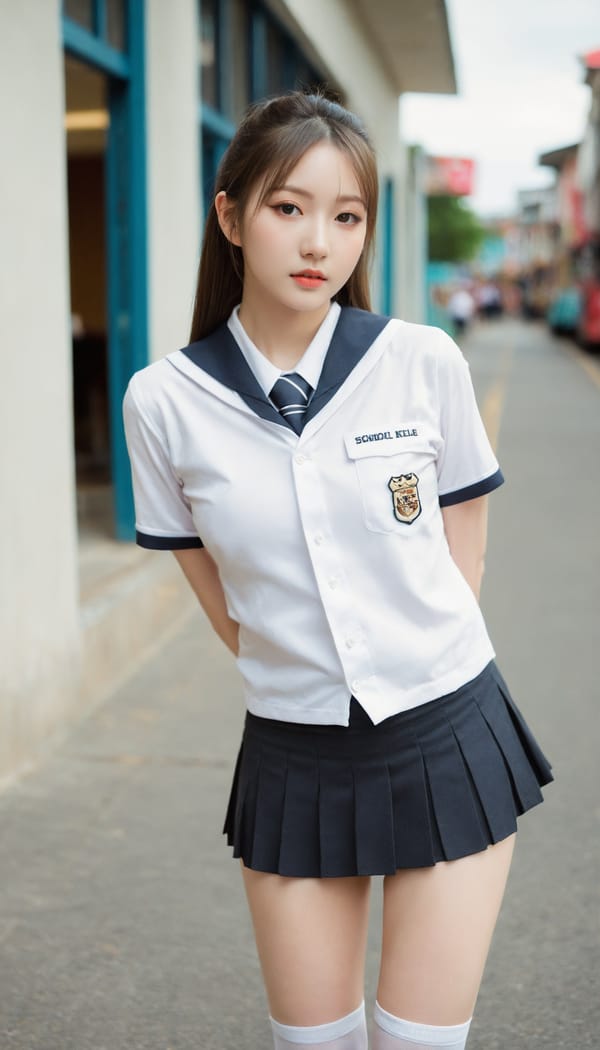 Tags: 21872187, SDXL
{"3": {"inputs": {"seed": 973389268773299, "steps": 32, "cfg": 6.83, "sampler_name": "dpmpp_2m", "scheduler": "karras", "denoise": 1.0, "model": ["27", 0], "positive": ["6", 0], "negative": ["7", 0], "latent_image": ["5", 0]}, "class_type": "KSampler"}, "4": {"inputs": {"ckpt_name": "leosamsHelloworldSDXL_helloworldSDXL32DPO.safetensors"}, "class_type": "CheckpointLoaderSimple"}, "5": {"inputs": {"width": 768, "height": 1344, "batch_size": 1}, "class_type": "EmptyLatentImage"}, "6": {"inputs": {"text": "28 year old girl, (detailed face:0.96), (seductive facial expression:1.11), (sexy lips:1.01), (double eyelids:1.13), (seductive pose:1.05), (temptress:0.98), (idol:1.02), (blush:1.04), (beautiful eyes:1.05), (eyelashes:1.06), (pale skin:1.08), (slim:0.95), (cute:1.09), (perky ass:1.08), (exposed ass:1.14), (looking back:1.12), (sexy ass:0.95), (thigh gap:1.04), (school uniform:1.08), choker, busy street, (RAW:1.08), (film:1.08), (natural looking skin:1.01), (textured skin:1.06), (skin fuzz:1.09), (candid cinema:1.06), (soft lighting:1.03), (detailed skin:1.00), (portra:1.00)", "clip": ["27", 1]}, "class_type": "CLIPTextEncode"}, "7": {"inputs": {"text": "(worst quality:1.11), (twisted:1.07), (distorted:1.07), (watermark:1.05), (low resolution:1.07), (open mouth:1.09), (bad hands:1.13)", "clip": ["27", 1]}, "class_type": "CLIPTextEncode"}, "8": {"inputs": {"samples": ["3", 0], "vae": ["4", 2]}, "class_type": "VAEDecode"}, "25": {"inputs": {"lora_name": "nudify_xl.safetensors", "strength_model": 0.0, "strength_clip": 0.35, "model": ["4", 0], "clip": ["4", 1]}, "class_type": "LoraLoader"}, "26": {"inputs": {"lora_name": "shirtlift_SDXL_v2.safetensors", "strength_model": 0.1, "strength_clip": 0.12, "model": ["25", 0], "clip": ["25", 1]}, "class_type": "LoraLoader"}, "27": {"inputs": {"lora_name": "PerfectEyesXL.safetensors", "strength_model": 0.13, "strength_clip": 0.08, "model": ["26", 0], "clip": ["26", 1]}, "class_type": "LoraLoader"}, "30": {"inputs": {"model_name": "4x_NMKD-Superscale-SP_178000_G.pth"}, "class_type": "UpscaleModelLoader"}, "31": {"inputs": {"upscale_model": ["30", 0], "image": ["8", 0]}, "class_type": "ImageUpscaleWithModel"}, "32": {"inputs": {"upscale_method": "lanczos", "scale_by": 0.5, "image": ["31", 0]}, "class_type": "ImageScaleBy"}, "33": {"inputs": {"pixels": ["32", 0], "vae": ["4", 2]}, "class_type": "VAEEncode"}, "34": {"inputs": {"seed": 973389268773299, "steps": 32, "cfg": 6.83, "sampler_name": "dpmpp_2m", "scheduler": "karras", "denoise": 0.3, "model": ["27", 0], "positive": ["6", 0], "negative": ["7", 0], "latent_image": ["33", 0]}, "class_type": "KSampler"}, "36": {"inputs": {"samples": ["34", 0], "vae": ["4", 2]}, "class_type": "VAEDecode"}, "39": {"inputs": {"filename_prefix": "comfyapi-1707849925504", "images": ["36", 0]}, "class_type": "SaveImage"}}