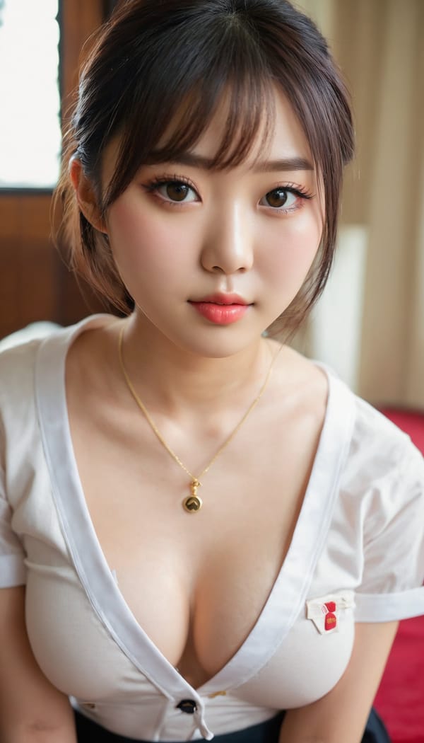 Tags: 21872187, SDXL
{"3": {"inputs": {"seed": 871156737439570, "steps": 64, "cfg": 5.49, "sampler_name": "dpmpp_2m", "scheduler": "karras", "denoise": 1.0, "model": ["27", 0], "positive": ["6", 0], "negative": ["7", 0], "latent_image": ["5", 0]}, "class_type": "KSampler"}, "4": {"inputs": {"ckpt_name": "juggernautxl.safetensors"}, "class_type": "CheckpointLoaderSimple"}, "5": {"inputs": {"width": 768, "height": 1344, "batch_size": 1}, "class_type": "EmptyLatentImage"}, "6": {"inputs": {"text": "26 year old girl, (japanese:1.14), (seductive facial expression:1.05), (eyelashes:0.96), (detailed face:1.11), (double eyelids:0.99), (beautiful eyes:1.14), (sexy lips:1.11), (seductive pose:1.12), (idol:1.10), (blush:1.10), (temptress:1.07), (slim:1.07), (cute:1.06), (pale skin:0.96), (in a seductive pose:1.13), (large perky breasts:0.95), (cleavage:0.96), (thigh gap:1.13), (school uniform:0.98), choker, busy street, (candid cinema:1.09), (film:1.08), (natural looking skin:1.01), (soft lighting:1.02), (skin fuzz:1.04), (portra:1.03), (detailed skin:1.00), (RAW:1.06), (textured skin:1.04)", "clip": ["27", 1]}, "class_type": "CLIPTextEncode"}, "7": {"inputs": {"text": "(bad hands:1.07), (distorted:1.14), (twisted:1.11), (open mouth:1.12), (watermark:1.12), (worst quality:1.07), (low resolution:1.09)", "clip": ["27", 1]}, "class_type": "CLIPTextEncode"}, "8": {"inputs": {"samples": ["3", 0], "vae": ["4", 2]}, "class_type": "VAEDecode"}, "25": {"inputs": {"lora_name": "nudify_xl.safetensors", "strength_model": 0.25, "strength_clip": 0.2, "model": ["4", 0], "clip": ["4", 1]}, "class_type": "LoraLoader"}, "26": {"inputs": {"lora_name": "shirtlift_SDXL_v2.safetensors", "strength_model": 0.08, "strength_clip": 0.19, "model": ["25", 0], "clip": ["25", 1]}, "class_type": "LoraLoader"}, "27": {"inputs": {"lora_name": "PerfectEyesXL.safetensors", "strength_model": 0.03, "strength_clip": 0.05, "model": ["26", 0], "clip": ["26", 1]}, "class_type": "LoraLoader"}, "30": {"inputs": {"model_name": "4x_NMKD-Superscale-SP_178000_G.pth"}, "class_type": "UpscaleModelLoader"}, "31": {"inputs": {"upscale_model": ["30", 0], "image": ["8", 0]}, "class_type": "ImageUpscaleWithModel"}, "32": {"inputs": {"upscale_method": "lanczos", "scale_by": 0.5, "image": ["31", 0]}, "class_type": "ImageScaleBy"}, "33": {"inputs": {"pixels": ["32", 0], "vae": ["4", 2]}, "class_type": "VAEEncode"}, "34": {"inputs": {"seed": 871156737439570, "steps": 64, "cfg": 5.49, "sampler_name": "dpmpp_2m", "scheduler": "karras", "denoise": 0.3, "model": ["27", 0], "positive": ["6", 0], "negative": ["7", 0], "latent_image": ["33", 0]}, "class_type": "KSampler"}, "36": {"inputs": {"samples": ["34", 0], "vae": ["4", 2]}, "class_type": "VAEDecode"}, "39": {"inputs": {"filename_prefix": "comfyapi-1716398109198", "images": ["36", 0]}, "class_type": "SaveImage"}}