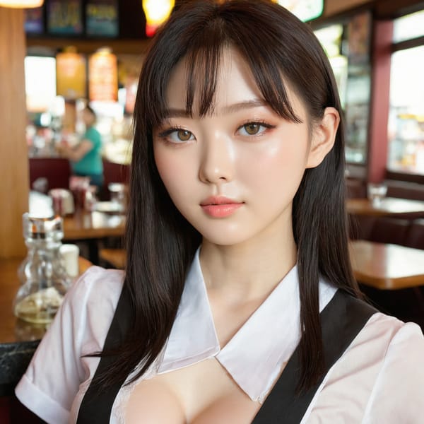 Tags: 21872187, SDXL
{"3": {"inputs": {"seed": 657578214521920, "steps": 64, "cfg": 6.52, "sampler_name": "dpmpp_2m", "scheduler": "karras", "denoise": 1.0, "model": ["27", 0], "positive": ["6", 0], "negative": ["7", 0], "latent_image": ["5", 0]}, "class_type": "KSampler"}, "4": {"inputs": {"ckpt_name": "juggernautxl.safetensors"}, "class_type": "CheckpointLoaderSimple"}, "5": {"inputs": {"width": 1024, "height": 1024, "batch_size": 1}, "class_type": "EmptyLatentImage"}, "6": {"inputs": {"text": "23 year old girl, (irish:0.96), (korean:1.05), (blush:1.03), (beautiful eyes:1.09), (double eyelids:0.99), (sexy lips:0.95), (seductive facial expression:0.99), (temptress:0.97), (idol:1.10), (seductive pose:1.08), (cute:1.00), (pale skin:1.02), (slim:0.96), (detailed face:0.99), (in a seductive pose:0.95), (large perky breasts:1.09), (cleavage:1.08), (thigh gap:1.10), (a waitress in uniform:0.95) working at a restaurant, (skin fuzz:1.08), (candid cinema:1.00), (portra:1.08), (textured skin:1.05), (RAW:1.01), (soft lighting:1.00), (detailed skin:1.07), (film:1.03), (natural looking skin:1.04)", "clip": ["27", 1]}, "class_type": "CLIPTextEncode"}, "7": {"inputs": {"text": "(watermark:1.08), (low resolution:1.10), (open mouth:1.08), (worst quality:1.07), (distorted:1.13), (bad hands:1.09), (twisted:1.10)", "clip": ["27", 1]}, "class_type": "CLIPTextEncode"}, "8": {"inputs": {"samples": ["3", 0], "vae": ["4", 2]}, "class_type": "VAEDecode"}, "25": {"inputs": {"lora_name": "nudify_xl.safetensors", "strength_model": 0.04, "strength_clip": 0.19, "model": ["4", 0], "clip": ["4", 1]}, "class_type": "LoraLoader"}, "26": {"inputs": {"lora_name": "shirtlift_SDXL_v2.safetensors", "strength_model": 0.09, "strength_clip": 0.12, "model": ["25", 0], "clip": ["25", 1]}, "class_type": "LoraLoader"}, "27": {"inputs": {"lora_name": "PerfectEyesXL.safetensors", "strength_model": 0.05, "strength_clip": 0.16, "model": ["26", 0], "clip": ["26", 1]}, "class_type": "LoraLoader"}, "30": {"inputs": {"model_name": "4x_NMKD-Superscale-SP_178000_G.pth"}, "class_type": "UpscaleModelLoader"}, "31": {"inputs": {"upscale_model": ["30", 0], "image": ["8", 0]}, "class_type": "ImageUpscaleWithModel"}, "32": {"inputs": {"upscale_method": "lanczos", "scale_by": 0.5, "image": ["31", 0]}, "class_type": "ImageScaleBy"}, "33": {"inputs": {"pixels": ["32", 0], "vae": ["4", 2]}, "class_type": "VAEEncode"}, "34": {"inputs": {"seed": 657578214521920, "steps": 64, "cfg": 6.52, "sampler_name": "dpmpp_2m", "scheduler": "karras", "denoise": 0.3, "model": ["27", 0], "positive": ["6", 0], "negative": ["7", 0], "latent_image": ["33", 0]}, "class_type": "KSampler"}, "36": {"inputs": {"samples": ["34", 0], "vae": ["4", 2]}, "class_type": "VAEDecode"}, "39": {"inputs": {"filename_prefix": "comfyapi-1714123481779", "images": ["36", 0]}, "class_type": "SaveImage"}}