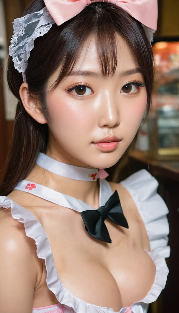 Tags: 21872187, SDXL
{"3": {"inputs": {"seed": 738454770755274, "steps": 32, "cfg": 6.59, "sampler_name": "dpmpp_2m", "scheduler": "karras", "denoise": 1.0, "model": ["27", 0], "positive": ["6", 0], "negative": ["7", 0], "latent_image": ["5", 0]}, "class_type": "KSampler"}, "4": {"inputs": {"ckpt_name": "juggernautxl.safetensors"}, "class_type": "CheckpointLoaderSimple"}, "5": {"inputs": {"width": 768, "height": 1344, "batch_size": 1}, "class_type": "EmptyLatentImage"}, "6": {"inputs": {"text": "22 year old girl, (korean:1.11), (double eyelids:1.00), (seductive facial expression:1.09), (beautiful eyes:0.95), (cute:0.98), (temptress:1.11), (idol:1.01), (eyelashes:1.12), (slim:0.95), (sexy lips:1.04), (detailed face:1.02), (blush:1.02), (in a seductive pose:0.99), (large perky breasts:1.09), (cleavage:1.13), (thigh gap:1.13), in a (skimpy maid costume:1.11) working at a maid cafe, choker, bowtie, headband, pleated skirt, (portra:1.07), (skin fuzz:1.02), (candid cinema:1.02), (detailed skin:1.03), (soft lighting:1.09), (natural looking skin:1.02), (textured skin:1.02), (RAW:1.07), (film:1.00)", "clip": ["27", 1]}, "class_type": "CLIPTextEncode"}, "7": {"inputs": {"text": "(low resolution:1.07), (open mouth:1.13), (watermark:1.05), (worst quality:1.05), (twisted:1.08), (bad hands:1.10), (distorted:1.05)", "clip": ["27", 1]}, "class_type": "CLIPTextEncode"}, "8": {"inputs": {"samples": ["3", 0], "vae": ["4", 2]}, "class_type": "VAEDecode"}, "25": {"inputs": {"lora_name": "nudify_xl.safetensors", "strength_model": 0.0, "strength_clip": 0.01, "model": ["4", 0], "clip": ["4", 1]}, "class_type": "LoraLoader"}, "26": {"inputs": {"lora_name": "shirtlift_SDXL_v2.safetensors", "strength_model": 0.0, "strength_clip": 0.03, "model": ["25", 0], "clip": ["25", 1]}, "class_type": "LoraLoader"}, "27": {"inputs": {"lora_name": "PerfectEyesXL.safetensors", "strength_model": 0.1, "strength_clip": 0.14, "model": ["26", 0], "clip": ["26", 1]}, "class_type": "LoraLoader"}, "30": {"inputs": {"model_name": "4x_NMKD-Superscale-SP_178000_G.pth"}, "class_type": "UpscaleModelLoader"}, "31": {"inputs": {"upscale_model": ["30", 0], "image": ["8", 0]}, "class_type": "ImageUpscaleWithModel"}, "32": {"inputs": {"upscale_method": "lanczos", "scale_by": 0.5, "image": ["31", 0]}, "class_type": "ImageScaleBy"}, "33": {"inputs": {"pixels": ["32", 0], "vae": ["4", 2]}, "class_type": "VAEEncode"}, "34": {"inputs": {"seed": 738454770755274, "steps": 32, "cfg": 6.59, "sampler_name": "dpmpp_2m", "scheduler": "karras", "denoise": 0.3, "model": ["27", 0], "positive": ["6", 0], "negative": ["7", 0], "latent_image": ["33", 0]}, "class_type": "KSampler"}, "36": {"inputs": {"samples": ["34", 0], "vae": ["4", 2]}, "class_type": "VAEDecode"}, "39": {"inputs": {"filename_prefix": "comfyapi-1724149211767", "images": ["36", 0]}, "class_type": "SaveImage"}}