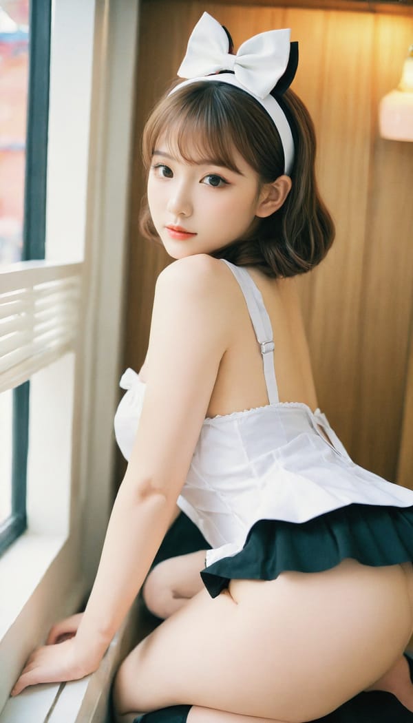 Tags: 21872187, SDXL
{"3": {"inputs": {"seed": 432235080614112, "steps": 32, "cfg": 5.53, "sampler_name": "dpmpp_2m", "scheduler": "karras", "denoise": 1.0, "model": ["27", 0], "positive": ["6", 0], "negative": ["7", 0], "latent_image": ["5", 0]}, "class_type": "KSampler"}, "4": {"inputs": {"ckpt_name": "leosamsHelloworldSDXL_helloworldSDXL32DPO.safetensors"}, "class_type": "CheckpointLoaderSimple"}, "5": {"inputs": {"width": 768, "height": 1344, "batch_size": 1}, "class_type": "EmptyLatentImage"}, "6": {"inputs": {"text": "24 year old girl, (beautiful eyes:1.09), (slim:1.14), (blush:1.03), (idol:1.08), (double eyelids:0.95), (cute:1.12), (eyelashes:1.08), (sexy lips:1.05), (pale skin:1.02), (seductive pose:1.01), (seductive facial expression:1.04), (detailed face:1.07), (temptress:1.01), (on all fours:0.98), (spreading ass cheeks:1.07), (from behind:1.00), (backboob:0.98), in a (skimpy maid costume:1.10) working at a maid cafe, choker, bowtie, headband, pleated skirt, (soft lighting:1.06), (skin fuzz:1.05), (portra:1.03), (detailed skin:1.02), (candid cinema:1.06), (natural looking skin:1.08), (film:1.02), (textured skin:1.01), (RAW:1.09)", "clip": ["27", 1]}, "class_type": "CLIPTextEncode"}, "7": {"inputs": {"text": "(distorted:1.09), (bad hands:1.09), (low resolution:1.08), (worst quality:1.06), (twisted:1.09), (watermark:1.11), (open mouth:1.07)", "clip": ["27", 1]}, "class_type": "CLIPTextEncode"}, "8": {"inputs": {"samples": ["3", 0], "vae": ["4", 2]}, "class_type": "VAEDecode"}, "25": {"inputs": {"lora_name": "nudify_xl.safetensors", "strength_model": 0.29, "strength_clip": 0.27, "model": ["4", 0], "clip": ["4", 1]}, "class_type": "LoraLoader"}, "26": {"inputs": {"lora_name": "shirtlift_SDXL_v2.safetensors", "strength_model": 0.0, "strength_clip": 0.02, "model": ["25", 0], "clip": ["25", 1]}, "class_type": "LoraLoader"}, "27": {"inputs": {"lora_name": "PerfectEyesXL.safetensors", "strength_model": 0.03, "strength_clip": 0.11, "model": ["26", 0], "clip": ["26", 1]}, "class_type": "LoraLoader"}, "30": {"inputs": {"model_name": "4x_NMKD-Superscale-SP_178000_G.pth"}, "class_type": "UpscaleModelLoader"}, "31": {"inputs": {"upscale_model": ["30", 0], "image": ["8", 0]}, "class_type": "ImageUpscaleWithModel"}, "32": {"inputs": {"upscale_method": "lanczos", "scale_by": 0.5, "image": ["31", 0]}, "class_type": "ImageScaleBy"}, "33": {"inputs": {"pixels": ["32", 0], "vae": ["4", 2]}, "class_type": "VAEEncode"}, "34": {"inputs": {"seed": 432235080614112, "steps": 32, "cfg": 5.53, "sampler_name": "dpmpp_2m", "scheduler": "karras", "denoise": 0.3, "model": ["27", 0], "positive": ["6", 0], "negative": ["7", 0], "latent_image": ["33", 0]}, "class_type": "KSampler"}, "36": {"inputs": {"samples": ["34", 0], "vae": ["4", 2]}, "class_type": "VAEDecode"}, "39": {"inputs": {"filename_prefix": "comfyapi-1708062358964", "images": ["36", 0]}, "class_type": "SaveImage"}}