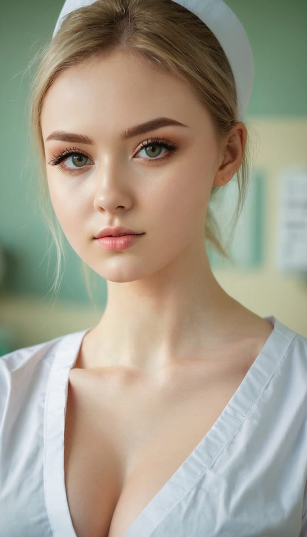 Tags: 21872187, SDXL
{"3": {"inputs": {"seed": 773444396658952, "steps": 64, "cfg": 6.09, "sampler_name": "dpmpp_2m", "scheduler": "karras", "denoise": 1.0, "model": ["27", 0], "positive": ["6", 0], "negative": ["7", 0], "latent_image": ["5", 0]}, "class_type": "KSampler"}, "4": {"inputs": {"ckpt_name": "juggernautxl.safetensors"}, "class_type": "CheckpointLoaderSimple"}, "5": {"inputs": {"width": 768, "height": 1344, "batch_size": 1}, "class_type": "EmptyLatentImage"}, "6": {"inputs": {"text": "21 year old girl, (ukrainian:1.01), (irish:0.99), (seductive facial expression:0.96), (temptress:1.04), (seductive pose:1.12), (blush:1.03), (double eyelids:1.05), (eyelashes:1.12), (beautiful eyes:0.95), (detailed face:1.08), (slim:1.14), (pale skin:1.05), (idol:0.99), (sexy lips:1.00), (cute:1.10), (in a seductive pose:1.10), (large perky breasts:0.96), (cleavage:1.07), (thigh gap:1.09), (nurse in uniform:1.10) working in a hospital ward, (soft lighting:1.00), (natural looking skin:1.08), (detailed skin:1.07), (candid cinema:1.05), (textured skin:1.03), (portra:1.00), (skin fuzz:1.07), (RAW:1.08)", "clip": ["27", 1]}, "class_type": "CLIPTextEncode"}, "7": {"inputs": {"text": "(worst quality:1.07), (twisted:1.09), (watermark:1.07), (bad hands:1.09), (low resolution:1.06), (open mouth:1.09), (distorted:1.05)", "clip": ["27", 1]}, "class_type": "CLIPTextEncode"}, "8": {"inputs": {"samples": ["3", 0], "vae": ["4", 2]}, "class_type": "VAEDecode"}, "25": {"inputs": {"lora_name": "nudify_xl.safetensors", "strength_model": 0.27, "strength_clip": 0.26, "model": ["4", 0], "clip": ["4", 1]}, "class_type": "LoraLoader"}, "26": {"inputs": {"lora_name": "shirtlift_SDXL_v2.safetensors", "strength_model": 0.12, "strength_clip": 0.01, "model": ["25", 0], "clip": ["25", 1]}, "class_type": "LoraLoader"}, "27": {"inputs": {"lora_name": "PerfectEyesXL.safetensors", "strength_model": 0.17, "strength_clip": 0.13, "model": ["26", 0], "clip": ["26", 1]}, "class_type": "LoraLoader"}, "30": {"inputs": {"model_name": "4x_NMKD-Superscale-SP_178000_G.pth"}, "class_type": "UpscaleModelLoader"}, "31": {"inputs": {"upscale_model": ["30", 0], "image": ["8", 0]}, "class_type": "ImageUpscaleWithModel"}, "32": {"inputs": {"upscale_method": "lanczos", "scale_by": 0.5, "image": ["31", 0]}, "class_type": "ImageScaleBy"}, "33": {"inputs": {"pixels": ["32", 0], "vae": ["4", 2]}, "class_type": "VAEEncode"}, "34": {"inputs": {"seed": 773444396658952, "steps": 64, "cfg": 6.09, "sampler_name": "dpmpp_2m", "scheduler": "karras", "denoise": 0.3, "model": ["27", 0], "positive": ["6", 0], "negative": ["7", 0], "latent_image": ["33", 0]}, "class_type": "KSampler"}, "36": {"inputs": {"samples": ["34", 0], "vae": ["4", 2]}, "class_type": "VAEDecode"}, "39": {"inputs": {"filename_prefix": "comfyapi-1713996811978", "images": ["36", 0]}, "class_type": "SaveImage"}}