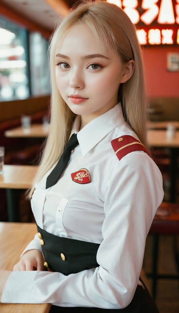 Tags: 21872187, SDXL
{"3": {"inputs": {"seed": 641601397092412, "steps": 32, "cfg": 5.44, "sampler_name": "dpmpp_2m", "scheduler": "karras", "denoise": 1.0, "model": ["27", 0], "positive": ["6", 0], "negative": ["7", 0], "latent_image": ["5", 0]}, "class_type": "KSampler"}, "4": {"inputs": {"ckpt_name": "juggernautxl.safetensors"}, "class_type": "CheckpointLoaderSimple"}, "5": {"inputs": {"width": 768, "height": 1344, "batch_size": 1}, "class_type": "EmptyLatentImage"}, "6": {"inputs": {"text": "21 year old girl, (russian:0.96), (sexy lips:1.14), (idol:1.07), (seductive pose:1.01), (double eyelids:1.14), (seductive facial expression:0.98), (eyelashes:1.06), (detailed face:1.00), (slim:1.08), (cute:1.08), (blush:1.11), (pale skin:1.06), (perky ass:1.12), (exposed ass:1.01), (looking back:1.08), (sexy ass:0.95), (thigh gap:1.00), (a waitress in uniform:0.97) working at a restaurant, (portra:1.04), (candid cinema:1.07), (detailed skin:1.06), (natural looking skin:1.00), (soft lighting:1.08), (RAW:1.00), (skin fuzz:1.03), (film:1.07), (textured skin:1.00)", "clip": ["27", 1]}, "class_type": "CLIPTextEncode"}, "7": {"inputs": {"text": "(twisted:1.12), (bad hands:1.13), (worst quality:1.11), (open mouth:1.05), (low resolution:1.13), (watermark:1.09), (distorted:1.14)", "clip": ["27", 1]}, "class_type": "CLIPTextEncode"}, "8": {"inputs": {"samples": ["3", 0], "vae": ["4", 2]}, "class_type": "VAEDecode"}, "25": {"inputs": {"lora_name": "nudify_xl.safetensors", "strength_model": 0.19, "strength_clip": 0.22, "model": ["4", 0], "clip": ["4", 1]}, "class_type": "LoraLoader"}, "26": {"inputs": {"lora_name": "shirtlift_SDXL_v2.safetensors", "strength_model": 0.1, "strength_clip": 0.16, "model": ["25", 0], "clip": ["25", 1]}, "class_type": "LoraLoader"}, "27": {"inputs": {"lora_name": "PerfectEyesXL.safetensors", "strength_model": 0.05, "strength_clip": 0.0, "model": ["26", 0], "clip": ["26", 1]}, "class_type": "LoraLoader"}, "30": {"inputs": {"model_name": "4x_NMKD-Superscale-SP_178000_G.pth"}, "class_type": "UpscaleModelLoader"}, "31": {"inputs": {"upscale_model": ["30", 0], "image": ["8", 0]}, "class_type": "ImageUpscaleWithModel"}, "32": {"inputs": {"upscale_method": "lanczos", "scale_by": 0.5, "image": ["31", 0]}, "class_type": "ImageScaleBy"}, "33": {"inputs": {"pixels": ["32", 0], "vae": ["4", 2]}, "class_type": "VAEEncode"}, "34": {"inputs": {"seed": 641601397092412, "steps": 32, "cfg": 5.44, "sampler_name": "dpmpp_2m", "scheduler": "karras", "denoise": 0.3, "model": ["27", 0], "positive": ["6", 0], "negative": ["7", 0], "latent_image": ["33", 0]}, "class_type": "KSampler"}, "36": {"inputs": {"samples": ["34", 0], "vae": ["4", 2]}, "class_type": "VAEDecode"}, "39": {"inputs": {"filename_prefix": "comfyapi-1725881110351", "images": ["36", 0]}, "class_type": "SaveImage"}}