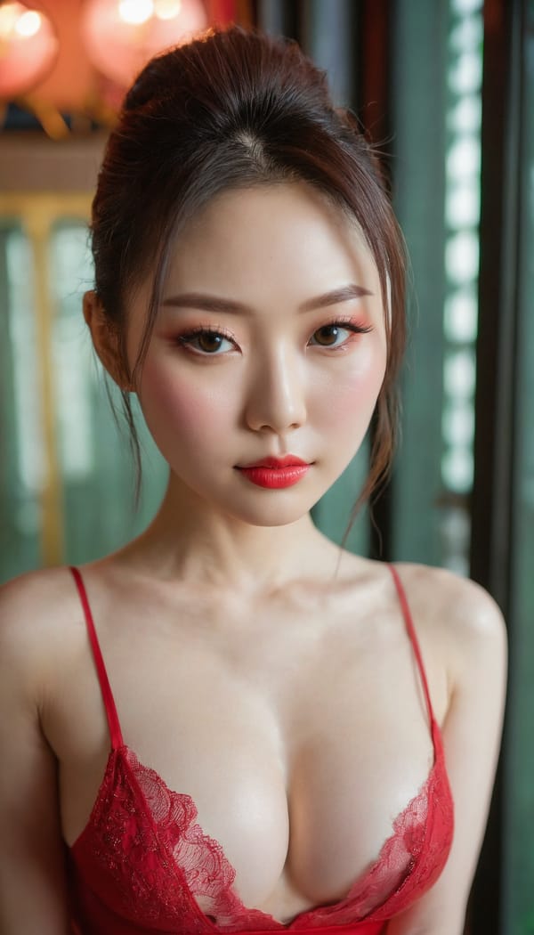 Tags: 21872187, SDXL
{"3": {"inputs": {"seed": 532239389931519, "steps": 32, "cfg": 5.91, "sampler_name": "dpmpp_2m", "scheduler": "karras", "denoise": 1.0, "model": ["27", 0], "positive": ["6", 0], "negative": ["7", 0], "latent_image": ["5", 0]}, "class_type": "KSampler"}, "4": {"inputs": {"ckpt_name": "juggernautxl.safetensors"}, "class_type": "CheckpointLoaderSimple"}, "5": {"inputs": {"width": 768, "height": 1344, "batch_size": 1}, "class_type": "EmptyLatentImage"}, "6": {"inputs": {"text": "27 year old girl, (japanese:1.11), (ukrainian:0.97), (sexy lips:1.10), (slim:1.06), (seductive pose:0.96), (pale skin:1.06), (blush:1.07), (double eyelids:1.03), (temptress:0.96), (idol:1.00), (eyelashes:1.07), (seductive facial expression:1.04), (beautiful eyes:1.03), (in a seductive pose:0.95), (large perky breasts:1.02), (cleavage:1.11), (thigh gap:1.02), (wearing a low-cut red dress:0.95) at a ballroom, (natural looking skin:1.05), (soft lighting:1.04), (RAW:1.05), (skin fuzz:1.03), (portra:1.05), (textured skin:1.07), (candid cinema:1.05), (detailed skin:1.03), (film:1.05)", "clip": ["27", 1]}, "class_type": "CLIPTextEncode"}, "7": {"inputs": {"text": "(low resolution:1.11), (twisted:1.08), (watermark:1.13), (bad hands:1.11), (open mouth:1.10), (worst quality:1.10), (distorted:1.10)", "clip": ["27", 1]}, "class_type": "CLIPTextEncode"}, "8": {"inputs": {"samples": ["3", 0], "vae": ["4", 2]}, "class_type": "VAEDecode"}, "25": {"inputs": {"lora_name": "nudify_xl.safetensors", "strength_model": 0.28, "strength_clip": 0.28, "model": ["4", 0], "clip": ["4", 1]}, "class_type": "LoraLoader"}, "26": {"inputs": {"lora_name": "shirtlift_SDXL_v2.safetensors", "strength_model": 0.07, "strength_clip": 0.09, "model": ["25", 0], "clip": ["25", 1]}, "class_type": "LoraLoader"}, "27": {"inputs": {"lora_name": "PerfectEyesXL.safetensors", "strength_model": 0.02, "strength_clip": 0.08, "model": ["26", 0], "clip": ["26", 1]}, "class_type": "LoraLoader"}, "30": {"inputs": {"model_name": "4x_NMKD-Superscale-SP_178000_G.pth"}, "class_type": "UpscaleModelLoader"}, "31": {"inputs": {"upscale_model": ["30", 0], "image": ["8", 0]}, "class_type": "ImageUpscaleWithModel"}, "32": {"inputs": {"upscale_method": "lanczos", "scale_by": 0.5, "image": ["31", 0]}, "class_type": "ImageScaleBy"}, "33": {"inputs": {"pixels": ["32", 0], "vae": ["4", 2]}, "class_type": "VAEEncode"}, "34": {"inputs": {"seed": 532239389931519, "steps": 32, "cfg": 5.91, "sampler_name": "dpmpp_2m", "scheduler": "karras", "denoise": 0.3, "model": ["27", 0], "positive": ["6", 0], "negative": ["7", 0], "latent_image": ["33", 0]}, "class_type": "KSampler"}, "36": {"inputs": {"samples": ["34", 0], "vae": ["4", 2]}, "class_type": "VAEDecode"}, "39": {"inputs": {"filename_prefix": "comfyapi-1734725342734", "images": ["36", 0]}, "class_type": "SaveImage"}}