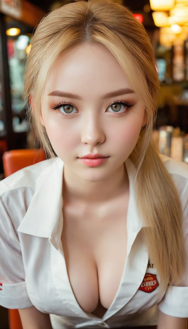 Tags: 21872187, SDXL
{"3": {"inputs": {"seed": 982247894479007, "steps": 64, "cfg": 5.26, "sampler_name": "dpmpp_2m", "scheduler": "karras", "denoise": 1.0, "model": ["27", 0], "positive": ["6", 0], "negative": ["7", 0], "latent_image": ["5", 0]}, "class_type": "KSampler"}, "4": {"inputs": {"ckpt_name": "juggernautxl.safetensors"}, "class_type": "CheckpointLoaderSimple"}, "5": {"inputs": {"width": 768, "height": 1344, "batch_size": 1}, "class_type": "EmptyLatentImage"}, "6": {"inputs": {"text": "19 year old girl, (beautiful eyes:1.01), (cute:1.08), (eyelashes:0.97), (seductive facial expression:1.03), (idol:0.96), (detailed face:0.99), (sexy lips:1.05), (slim:0.95), (temptress:1.06), (double eyelids:0.96), (blush:0.97), (pale skin:1.09), (seductive pose:1.06), (on all fours:0.99), (spreading ass cheeks:0.98), (from behind:1.00), (backboob:1.14), (a waitress in uniform:0.97) working at a restaurant, (portra:1.00), (film:1.00), (skin fuzz:1.08), (textured skin:1.01), (natural looking skin:1.09), (soft lighting:1.01), (RAW:1.02), (detailed skin:1.07), (candid cinema:1.00)", "clip": ["27", 1]}, "class_type": "CLIPTextEncode"}, "7": {"inputs": {"text": "(twisted:1.14), (open mouth:1.13), (distorted:1.07), (watermark:1.08), (low resolution:1.11), (worst quality:1.13)", "clip": ["27", 1]}, "class_type": "CLIPTextEncode"}, "8": {"inputs": {"samples": ["3", 0], "vae": ["4", 2]}, "class_type": "VAEDecode"}, "25": {"inputs": {"lora_name": "nudify_xl.safetensors", "strength_model": 0.37, "strength_clip": 0.11, "model": ["4", 0], "clip": ["4", 1]}, "class_type": "LoraLoader"}, "26": {"inputs": {"lora_name": "shirtlift_SDXL_v2.safetensors", "strength_model": 0.18, "strength_clip": 0.12, "model": ["25", 0], "clip": ["25", 1]}, "class_type": "LoraLoader"}, "27": {"inputs": {"lora_name": "PerfectEyesXL.safetensors", "strength_model": 0.09, "strength_clip": 0.04, "model": ["26", 0], "clip": ["26", 1]}, "class_type": "LoraLoader"}, "30": {"inputs": {"model_name": "4x_NMKD-Superscale-SP_178000_G.pth"}, "class_type": "UpscaleModelLoader"}, "31": {"inputs": {"upscale_model": ["30", 0], "image": ["8", 0]}, "class_type": "ImageUpscaleWithModel"}, "32": {"inputs": {"upscale_method": "lanczos", "scale_by": 0.5, "image": ["31", 0]}, "class_type": "ImageScaleBy"}, "33": {"inputs": {"pixels": ["32", 0], "vae": ["4", 2]}, "class_type": "VAEEncode"}, "34": {"inputs": {"seed": 982247894479007, "steps": 64, "cfg": 5.26, "sampler_name": "dpmpp_2m", "scheduler": "karras", "denoise": 0.3, "model": ["27", 0], "positive": ["6", 0], "negative": ["7", 0], "latent_image": ["33", 0]}, "class_type": "KSampler"}, "36": {"inputs": {"samples": ["34", 0], "vae": ["4", 2]}, "class_type": "VAEDecode"}, "39": {"inputs": {"filename_prefix": "comfyapi-1727471874763", "images": ["36", 0]}, "class_type": "SaveImage"}}