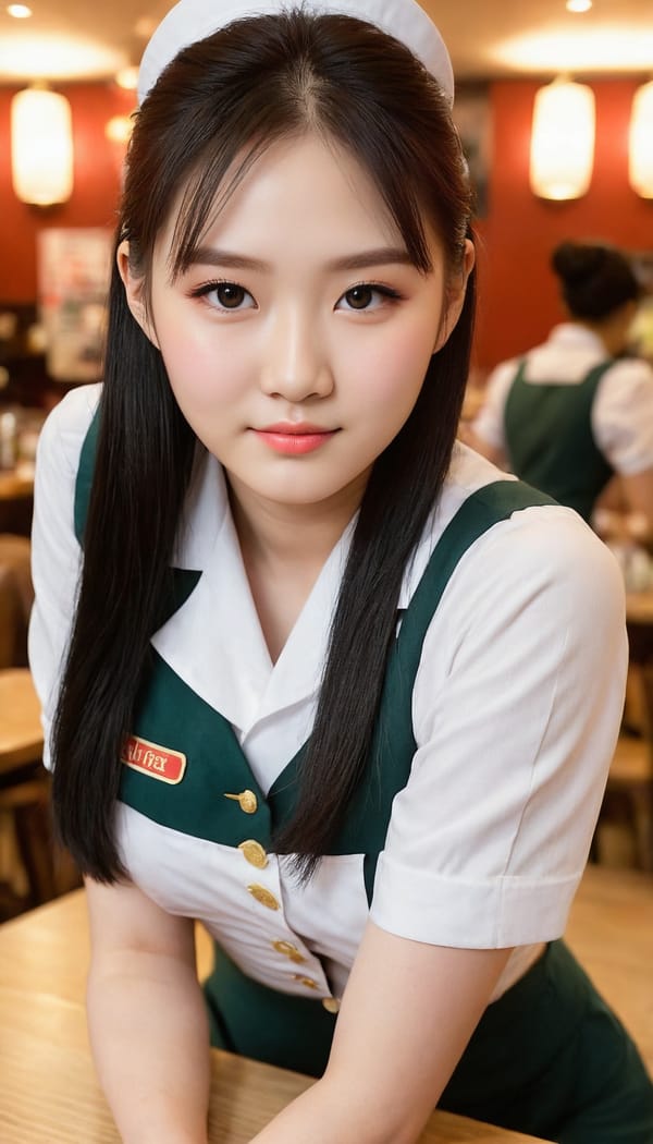 Tags: 21872187, SDXL
{"3": {"inputs": {"seed": 379024535896441, "steps": 32, "cfg": 5.56, "sampler_name": "dpmpp_2m", "scheduler": "karras", "denoise": 1.0, "model": ["27", 0], "positive": ["6", 0], "negative": ["7", 0], "latent_image": ["5", 0]}, "class_type": "KSampler"}, "4": {"inputs": {"ckpt_name": "juggernautXL_v8Rundiffusion.safetensors"}, "class_type": "CheckpointLoaderSimple"}, "5": {"inputs": {"width": 768, "height": 1344, "batch_size": 1}, "class_type": "EmptyLatentImage"}, "6": {"inputs": {"text": "20 year old girl, (taiwanese:0.97), (irish:1.05), (double eyelids:0.98), (beautiful eyes:1.09), (idol:1.03), (seductive pose:1.06), (blush:1.14), (detailed face:1.11), (temptress:1.14), (pale skin:1.01), (eyelashes:1.10), (slim:1.00), (cute:0.95), (sexy lips:1.01), (seductive facial expression:1.03), (on all fours:0.96), (spreading ass cheeks:1.10), (from behind:0.96), (backboob:1.13), (a waitress in uniform:1.14) working at a restaurant, (portra:1.08), (candid cinema:1.05), (soft lighting:1.00), (RAW:1.02), (skin fuzz:1.05), (detailed skin:1.07), (film:1.09), (textured skin:1.04), (natural looking skin:1.04)", "clip": ["27", 1]}, "class_type": "CLIPTextEncode"}, "7": {"inputs": {"text": "(distorted:1.07), (watermark:1.06), (twisted:1.07), (bad hands:1.13), (worst quality:1.09), (open mouth:1.11), (low resolution:1.07)", "clip": ["27", 1]}, "class_type": "CLIPTextEncode"}, "8": {"inputs": {"samples": ["3", 0], "vae": ["4", 2]}, "class_type": "VAEDecode"}, "25": {"inputs": {"lora_name": "nudify_xl.safetensors", "strength_model": 0.32, "strength_clip": 0.18, "model": ["4", 0], "clip": ["4", 1]}, "class_type": "LoraLoader"}, "26": {"inputs": {"lora_name": "shirtlift_SDXL_v2.safetensors", "strength_model": 0.01, "strength_clip": 0.01, "model": ["25", 0], "clip": ["25", 1]}, "class_type": "LoraLoader"}, "27": {"inputs": {"lora_name": "PerfectEyesXL.safetensors", "strength_model": 0.1, "strength_clip": 0.12, "model": ["26", 0], "clip": ["26", 1]}, "class_type": "LoraLoader"}, "30": {"inputs": {"model_name": "4x_NMKD-Superscale-SP_178000_G.pth"}, "class_type": "UpscaleModelLoader"}, "31": {"inputs": {"upscale_model": ["30", 0], "image": ["8", 0]}, "class_type": "ImageUpscaleWithModel"}, "32": {"inputs": {"upscale_method": "lanczos", "scale_by": 0.5, "image": ["31", 0]}, "class_type": "ImageScaleBy"}, "33": {"inputs": {"pixels": ["32", 0], "vae": ["4", 2]}, "class_type": "VAEEncode"}, "34": {"inputs": {"seed": 379024535896441, "steps": 32, "cfg": 5.56, "sampler_name": "dpmpp_2m", "scheduler": "karras", "denoise": 0.3, "model": ["27", 0], "positive": ["6", 0], "negative": ["7", 0], "latent_image": ["33", 0]}, "class_type": "KSampler"}, "36": {"inputs": {"samples": ["34", 0], "vae": ["4", 2]}, "class_type": "VAEDecode"}, "39": {"inputs": {"filename_prefix": "comfyapi-1707920311638", "images": ["36", 0]}, "class_type": "SaveImage"}}