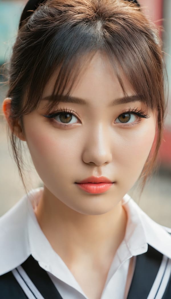 Tags: 21872187, SDXL
{"3": {"inputs": {"seed": 420545407685682, "steps": 32, "cfg": 5.6, "sampler_name": "dpmpp_2m", "scheduler": "karras", "denoise": 1.0, "model": ["27", 0], "positive": ["6", 0], "negative": ["7", 0], "latent_image": ["5", 0]}, "class_type": "KSampler"}, "4": {"inputs": {"ckpt_name": "juggernautxl.safetensors"}, "class_type": "CheckpointLoaderSimple"}, "5": {"inputs": {"width": 768, "height": 1344, "batch_size": 1}, "class_type": "EmptyLatentImage"}, "6": {"inputs": {"text": "28 year old girl, (irish:0.98), (ukrainian:1.14), (korean:1.08), (sexy lips:1.02), (eyelashes:1.02), (cute:0.98), (seductive pose:1.07), (seductive facial expression:1.09), (temptress:1.05), (detailed face:0.96), (slim:0.96), (blush:0.95), (idol:1.09), (double eyelids:1.03), (beautiful eyes:1.14), (in a seductive pose:0.95), (large perky breasts:0.96), (cleavage:1.03), (thigh gap:1.06), (school uniform:1.07), choker, busy street, (skin fuzz:1.00), (detailed skin:1.03), (RAW:1.08), (candid cinema:1.07), (portra:1.05), (film:1.07), (textured skin:1.02), (natural looking skin:1.04), (soft lighting:1.04)", "clip": ["27", 1]}, "class_type": "CLIPTextEncode"}, "7": {"inputs": {"text": "(twisted:1.06), (distorted:1.09), (open mouth:1.13), (low resolution:1.12), (watermark:1.08), (bad hands:1.07), (worst quality:1.10)", "clip": ["27", 1]}, "class_type": "CLIPTextEncode"}, "8": {"inputs": {"samples": ["3", 0], "vae": ["4", 2]}, "class_type": "VAEDecode"}, "25": {"inputs": {"lora_name": "nudify_xl.safetensors", "strength_model": 0.32, "strength_clip": 0.3, "model": ["4", 0], "clip": ["4", 1]}, "class_type": "LoraLoader"}, "26": {"inputs": {"lora_name": "shirtlift_SDXL_v2.safetensors", "strength_model": 0.01, "strength_clip": 0.11, "model": ["25", 0], "clip": ["25", 1]}, "class_type": "LoraLoader"}, "27": {"inputs": {"lora_name": "PerfectEyesXL.safetensors", "strength_model": 0.19, "strength_clip": 0.18, "model": ["26", 0], "clip": ["26", 1]}, "class_type": "LoraLoader"}, "30": {"inputs": {"model_name": "4x_NMKD-Superscale-SP_178000_G.pth"}, "class_type": "UpscaleModelLoader"}, "31": {"inputs": {"upscale_model": ["30", 0], "image": ["8", 0]}, "class_type": "ImageUpscaleWithModel"}, "32": {"inputs": {"upscale_method": "lanczos", "scale_by": 0.5, "image": ["31", 0]}, "class_type": "ImageScaleBy"}, "33": {"inputs": {"pixels": ["32", 0], "vae": ["4", 2]}, "class_type": "VAEEncode"}, "34": {"inputs": {"seed": 420545407685682, "steps": 32, "cfg": 5.6, "sampler_name": "dpmpp_2m", "scheduler": "karras", "denoise": 0.3, "model": ["27", 0], "positive": ["6", 0], "negative": ["7", 0], "latent_image": ["33", 0]}, "class_type": "KSampler"}, "36": {"inputs": {"samples": ["34", 0], "vae": ["4", 2]}, "class_type": "VAEDecode"}, "39": {"inputs": {"filename_prefix": "comfyapi-1716822539997", "images": ["36", 0]}, "class_type": "SaveImage"}}