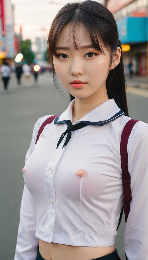 Tags: 21872187, SDXL
{"3": {"inputs": {"seed": 979233845789878, "steps": 32, "cfg": 7.41, "sampler_name": "dpmpp_2m", "scheduler": "karras", "denoise": 1.0, "model": ["27", 0], "positive": ["6", 0], "negative": ["7", 0], "latent_image": ["5", 0]}, "class_type": "KSampler"}, "4": {"inputs": {"ckpt_name": "juggernautxl.safetensors"}, "class_type": "CheckpointLoaderSimple"}, "5": {"inputs": {"width": 768, "height": 1344, "batch_size": 1}, "class_type": "EmptyLatentImage"}, "6": {"inputs": {"text": "21 year old girl, (korean:0.97), (russian:1.10), (cute:1.05), (idol:1.07), (blush:1.06), (sexy lips:1.04), (double eyelids:0.96), (eyelashes:1.01), (seductive pose:1.02), (beautiful eyes:1.02), (temptress:0.96), (pale skin:1.00), (slim:1.04), (detailed face:0.97), (seductive facial expression:1.02), (perky ass:0.99), (exposed ass:1.06), (looking back:1.04), (sexy ass:1.09), (thigh gap:1.09), (school uniform:1.12), choker, busy street, (soft lighting:1.01), (film:1.02), (candid cinema:1.06), (skin fuzz:1.05), (natural looking skin:1.03), (textured skin:1.04), (RAW:1.00), (portra:1.03), (detailed skin:1.03)", "clip": ["27", 1]}, "class_type": "CLIPTextEncode"}, "7": {"inputs": {"text": "(open mouth:1.11), (watermark:1.08), (twisted:1.13), (distorted:1.06), (bad hands:1.12), (low resolution:1.10), (worst quality:1.10)", "clip": ["27", 1]}, "class_type": "CLIPTextEncode"}, "8": {"inputs": {"samples": ["3", 0], "vae": ["4", 2]}, "class_type": "VAEDecode"}, "25": {"inputs": {"lora_name": "nudify_xl.safetensors", "strength_model": 0.22, "strength_clip": 0.19, "model": ["4", 0], "clip": ["4", 1]}, "class_type": "LoraLoader"}, "26": {"inputs": {"lora_name": "shirtlift_SDXL_v2.safetensors", "strength_model": 0.06, "strength_clip": 0.06, "model": ["25", 0], "clip": ["25", 1]}, "class_type": "LoraLoader"}, "27": {"inputs": {"lora_name": "PerfectEyesXL.safetensors", "strength_model": 0.17, "strength_clip": 0.02, "model": ["26", 0], "clip": ["26", 1]}, "class_type": "LoraLoader"}, "30": {"inputs": {"model_name": "4x_NMKD-Superscale-SP_178000_G.pth"}, "class_type": "UpscaleModelLoader"}, "31": {"inputs": {"upscale_model": ["30", 0], "image": ["8", 0]}, "class_type": "ImageUpscaleWithModel"}, "32": {"inputs": {"upscale_method": "lanczos", "scale_by": 0.5, "image": ["31", 0]}, "class_type": "ImageScaleBy"}, "33": {"inputs": {"pixels": ["32", 0], "vae": ["4", 2]}, "class_type": "VAEEncode"}, "34": {"inputs": {"seed": 979233845789878, "steps": 32, "cfg": 7.41, "sampler_name": "dpmpp_2m", "scheduler": "karras", "denoise": 0.3, "model": ["27", 0], "positive": ["6", 0], "negative": ["7", 0], "latent_image": ["33", 0]}, "class_type": "KSampler"}, "36": {"inputs": {"samples": ["34", 0], "vae": ["4", 2]}, "class_type": "VAEDecode"}, "39": {"inputs": {"filename_prefix": "comfyapi-1726297884638", "images": ["36", 0]}, "class_type": "SaveImage"}}