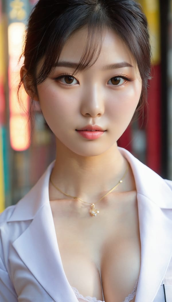 Tags: 21872187, SDXL
{"3": {"inputs": {"seed": 434786012169888, "steps": 64, "cfg": 7.6, "sampler_name": "dpmpp_2m", "scheduler": "karras", "denoise": 1.0, "model": ["27", 0], "positive": ["6", 0], "negative": ["7", 0], "latent_image": ["5", 0]}, "class_type": "KSampler"}, "4": {"inputs": {"ckpt_name": "juggernautxl.safetensors"}, "class_type": "CheckpointLoaderSimple"}, "5": {"inputs": {"width": 768, "height": 1344, "batch_size": 1}, "class_type": "EmptyLatentImage"}, "6": {"inputs": {"text": "27 year old girl, (korean:1.13), (taiwanese:1.02), (temptress:1.05), (slim:1.03), (detailed face:1.05), (blush:0.97), (beautiful eyes:1.08), (seductive facial expression:0.95), (pale skin:1.14), (cute:0.99), (sexy lips:1.03), (idol:0.98), (double eyelids:1.14), (seductive pose:1.02), (in a seductive pose:0.96), (large perky breasts:0.99), (cleavage:1.02), (thigh gap:0.97), (school uniform:1.06), choker, busy street, (RAW:1.01), (film:1.08), (soft lighting:1.08), (textured skin:1.09), (detailed skin:1.04), (candid cinema:1.08), (natural looking skin:1.03), (skin fuzz:1.02), (portra:1.06)", "clip": ["27", 1]}, "class_type": "CLIPTextEncode"}, "7": {"inputs": {"text": "(open mouth:1.12), (distorted:1.07), (twisted:1.11), (bad hands:1.11), (watermark:1.06), (worst quality:1.12), (low resolution:1.06)", "clip": ["27", 1]}, "class_type": "CLIPTextEncode"}, "8": {"inputs": {"samples": ["3", 0], "vae": ["4", 2]}, "class_type": "VAEDecode"}, "25": {"inputs": {"lora_name": "nudify_xl.safetensors", "strength_model": 0.26, "strength_clip": 0.15, "model": ["4", 0], "clip": ["4", 1]}, "class_type": "LoraLoader"}, "26": {"inputs": {"lora_name": "shirtlift_SDXL_v2.safetensors", "strength_model": 0.06, "strength_clip": 0.13, "model": ["25", 0], "clip": ["25", 1]}, "class_type": "LoraLoader"}, "27": {"inputs": {"lora_name": "PerfectEyesXL.safetensors", "strength_model": 0.08, "strength_clip": 0.18, "model": ["26", 0], "clip": ["26", 1]}, "class_type": "LoraLoader"}, "30": {"inputs": {"model_name": "4x_NMKD-Superscale-SP_178000_G.pth"}, "class_type": "UpscaleModelLoader"}, "31": {"inputs": {"upscale_model": ["30", 0], "image": ["8", 0]}, "class_type": "ImageUpscaleWithModel"}, "32": {"inputs": {"upscale_method": "lanczos", "scale_by": 0.5, "image": ["31", 0]}, "class_type": "ImageScaleBy"}, "33": {"inputs": {"pixels": ["32", 0], "vae": ["4", 2]}, "class_type": "VAEEncode"}, "34": {"inputs": {"seed": 434786012169888, "steps": 64, "cfg": 7.6, "sampler_name": "dpmpp_2m", "scheduler": "karras", "denoise": 0.3, "model": ["27", 0], "positive": ["6", 0], "negative": ["7", 0], "latent_image": ["33", 0]}, "class_type": "KSampler"}, "36": {"inputs": {"samples": ["34", 0], "vae": ["4", 2]}, "class_type": "VAEDecode"}, "39": {"inputs": {"filename_prefix": "comfyapi-1713615410978", "images": ["36", 0]}, "class_type": "SaveImage"}}