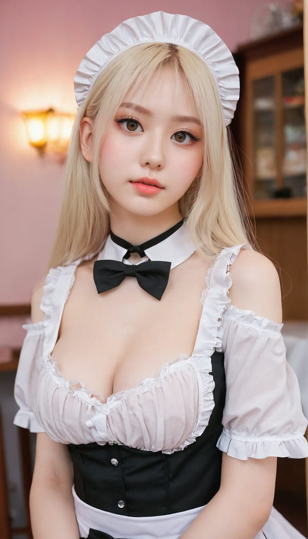 Tags: 21872187, SDXL
{"3": {"inputs": {"seed": 771364935356087, "steps": 32, "cfg": 5.03, "sampler_name": "dpmpp_2m", "scheduler": "karras", "denoise": 1.0, "model": ["27", 0], "positive": ["6", 0], "negative": ["7", 0], "latent_image": ["5", 0]}, "class_type": "KSampler"}, "4": {"inputs": {"ckpt_name": "juggernautxl.safetensors"}, "class_type": "CheckpointLoaderSimple"}, "5": {"inputs": {"width": 768, "height": 1344, "batch_size": 1}, "class_type": "EmptyLatentImage"}, "6": {"inputs": {"text": "20 year old girl, (blush:1.02), (temptress:1.06), (eyelashes:0.97), (slim:1.08), (idol:1.08), (detailed face:1.13), (sexy lips:0.98), (cute:1.04), (double eyelids:0.99), (seductive pose:1.07), (beautiful eyes:1.09), (pale skin:0.97), (seductive facial expression:0.99), (in a seductive pose:0.99), (large perky breasts:1.02), (cleavage:1.07), (thigh gap:1.06), in a (skimpy maid costume:1.14) working at a maid cafe, choker, bowtie, headband, pleated skirt, (film:1.02), (detailed skin:1.03), (natural looking skin:1.02), (candid cinema:1.03), (portra:1.06), (skin fuzz:1.08), (RAW:1.07), (textured skin:1.04), (soft lighting:1.07)", "clip": ["27", 1]}, "class_type": "CLIPTextEncode"}, "7": {"inputs": {"text": "(watermark:1.07), (bad hands:1.08), (low resolution:1.12), (distorted:1.12), (worst quality:1.09), (open mouth:1.06), (twisted:1.11)", "clip": ["27", 1]}, "class_type": "CLIPTextEncode"}, "8": {"inputs": {"samples": ["3", 0], "vae": ["4", 2]}, "class_type": "VAEDecode"}, "25": {"inputs": {"lora_name": "nudify_xl.safetensors", "strength_model": 0.34, "strength_clip": 0.17, "model": ["4", 0], "clip": ["4", 1]}, "class_type": "LoraLoader"}, "26": {"inputs": {"lora_name": "shirtlift_SDXL_v2.safetensors", "strength_model": 0.03, "strength_clip": 0.03, "model": ["25", 0], "clip": ["25", 1]}, "class_type": "LoraLoader"}, "27": {"inputs": {"lora_name": "PerfectEyesXL.safetensors", "strength_model": 0.13, "strength_clip": 0.03, "model": ["26", 0], "clip": ["26", 1]}, "class_type": "LoraLoader"}, "30": {"inputs": {"model_name": "4x_NMKD-Superscale-SP_178000_G.pth"}, "class_type": "UpscaleModelLoader"}, "31": {"inputs": {"upscale_model": ["30", 0], "image": ["8", 0]}, "class_type": "ImageUpscaleWithModel"}, "32": {"inputs": {"upscale_method": "lanczos", "scale_by": 0.5, "image": ["31", 0]}, "class_type": "ImageScaleBy"}, "33": {"inputs": {"pixels": ["32", 0], "vae": ["4", 2]}, "class_type": "VAEEncode"}, "34": {"inputs": {"seed": 771364935356087, "steps": 32, "cfg": 5.03, "sampler_name": "dpmpp_2m", "scheduler": "karras", "denoise": 0.3, "model": ["27", 0], "positive": ["6", 0], "negative": ["7", 0], "latent_image": ["33", 0]}, "class_type": "KSampler"}, "36": {"inputs": {"samples": ["34", 0], "vae": ["4", 2]}, "class_type": "VAEDecode"}, "39": {"inputs": {"filename_prefix": "comfyapi-1731359999483", "images": ["36", 0]}, "class_type": "SaveImage"}}