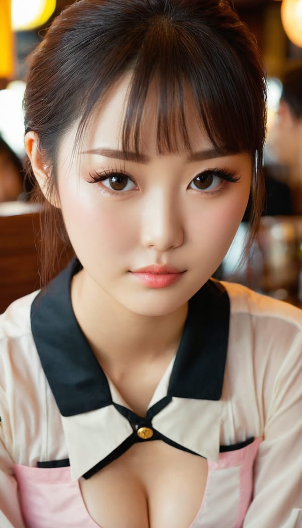 Tags: 21872187, SDXL
{"3": {"inputs": {"seed": 994781669558746, "steps": 64, "cfg": 5.79, "sampler_name": "dpmpp_2m", "scheduler": "karras", "denoise": 1.0, "model": ["27", 0], "positive": ["6", 0], "negative": ["7", 0], "latent_image": ["5", 0]}, "class_type": "KSampler"}, "4": {"inputs": {"ckpt_name": "juggernautxl.safetensors"}, "class_type": "CheckpointLoaderSimple"}, "5": {"inputs": {"width": 768, "height": 1344, "batch_size": 1}, "class_type": "EmptyLatentImage"}, "6": {"inputs": {"text": "20 year old girl, (japanese:0.95), (seductive pose:0.97), (sexy lips:1.08), (detailed face:1.02), (blush:1.08), (eyelashes:1.07), (idol:1.09), (double eyelids:1.11), (temptress:0.95), (cute:0.98), (pale skin:1.03), (slim:0.96), (seductive facial expression:1.13), (in a seductive pose:1.11), (large perky breasts:1.09), (cleavage:1.09), (thigh gap:1.08), (a waitress in uniform:1.07) working at a restaurant, (textured skin:1.08), (soft lighting:1.09), (candid cinema:1.05), (detailed skin:1.08), (skin fuzz:1.01), (natural looking skin:1.04), (film:1.04), (portra:1.04), (RAW:1.07)", "clip": ["27", 1]}, "class_type": "CLIPTextEncode"}, "7": {"inputs": {"text": "(open mouth:1.10), (distorted:1.07), (low resolution:1.12), (twisted:1.07), (bad hands:1.14), (watermark:1.12), (worst quality:1.13)", "clip": ["27", 1]}, "class_type": "CLIPTextEncode"}, "8": {"inputs": {"samples": ["3", 0], "vae": ["4", 2]}, "class_type": "VAEDecode"}, "25": {"inputs": {"lora_name": "nudify_xl.safetensors", "strength_model": 0.27, "strength_clip": 0.32, "model": ["4", 0], "clip": ["4", 1]}, "class_type": "LoraLoader"}, "26": {"inputs": {"lora_name": "shirtlift_SDXL_v2.safetensors", "strength_model": 0.01, "strength_clip": 0.1, "model": ["25", 0], "clip": ["25", 1]}, "class_type": "LoraLoader"}, "27": {"inputs": {"lora_name": "PerfectEyesXL.safetensors", "strength_model": 0.19, "strength_clip": 0.11, "model": ["26", 0], "clip": ["26", 1]}, "class_type": "LoraLoader"}, "30": {"inputs": {"model_name": "4x_NMKD-Superscale-SP_178000_G.pth"}, "class_type": "UpscaleModelLoader"}, "31": {"inputs": {"upscale_model": ["30", 0], "image": ["8", 0]}, "class_type": "ImageUpscaleWithModel"}, "32": {"inputs": {"upscale_method": "lanczos", "scale_by": 0.5, "image": ["31", 0]}, "class_type": "ImageScaleBy"}, "33": {"inputs": {"pixels": ["32", 0], "vae": ["4", 2]}, "class_type": "VAEEncode"}, "34": {"inputs": {"seed": 994781669558746, "steps": 64, "cfg": 5.79, "sampler_name": "dpmpp_2m", "scheduler": "karras", "denoise": 0.3, "model": ["27", 0], "positive": ["6", 0], "negative": ["7", 0], "latent_image": ["33", 0]}, "class_type": "KSampler"}, "36": {"inputs": {"samples": ["34", 0], "vae": ["4", 2]}, "class_type": "VAEDecode"}, "39": {"inputs": {"filename_prefix": "comfyapi-1715879512871", "images": ["36", 0]}, "class_type": "SaveImage"}}