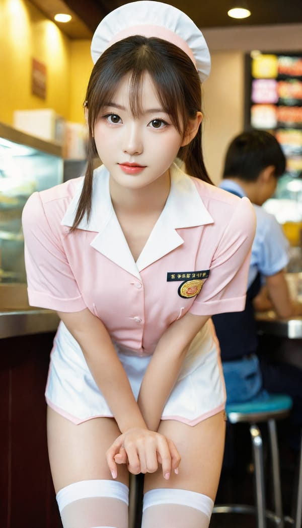 Tags: 21872187, SDXL
{"3": {"inputs": {"seed": 572957758967083, "steps": 64, "cfg": 7.1, "sampler_name": "dpmpp_2m", "scheduler": "karras", "denoise": 1.0, "model": ["27", 0], "positive": ["6", 0], "negative": ["7", 0], "latent_image": ["5", 0]}, "class_type": "KSampler"}, "4": {"inputs": {"ckpt_name": "leosamsHelloworldSDXL_helloworldSDXL32DPO.safetensors"}, "class_type": "CheckpointLoaderSimple"}, "5": {"inputs": {"width": 768, "height": 1344, "batch_size": 1}, "class_type": "EmptyLatentImage"}, "6": {"inputs": {"text": "18 year old girl, (japanese:0.99), (taiwanese:1.01), (chinese:1.00), (seductive facial expression:1.07), (blush:1.11), (cute:1.04), (temptress:1.07), (idol:1.00), (sexy lips:0.95), (detailed face:1.00), (double eyelids:1.11), (seductive pose:1.08), (beautiful eyes:1.02), (slim:1.08), (pale skin:1.09), (perky ass:1.02), (exposed ass:0.98), (looking back:1.12), (sexy ass:1.02), (thigh gap:1.08), (a waitress in uniform:1.07) working at a restaurant, (film:1.01), (candid cinema:1.09), (RAW:1.01), (portra:1.08), (natural looking skin:1.00), (detailed skin:1.08), (skin fuzz:1.03), (soft lighting:1.00), (textured skin:1.04)", "clip": ["27", 1]}, "class_type": "CLIPTextEncode"}, "7": {"inputs": {"text": "(distorted:1.06), (worst quality:1.07), (twisted:1.11), (open mouth:1.14), (watermark:1.07), (bad hands:1.13), (low resolution:1.06)", "clip": ["27", 1]}, "class_type": "CLIPTextEncode"}, "8": {"inputs": {"samples": ["3", 0], "vae": ["4", 2]}, "class_type": "VAEDecode"}, "25": {"inputs": {"lora_name": "nudify_xl.safetensors", "strength_model": 0.18, "strength_clip": 0.23, "model": ["4", 0], "clip": ["4", 1]}, "class_type": "LoraLoader"}, "26": {"inputs": {"lora_name": "shirtlift_SDXL_v2.safetensors", "strength_model": 0.11, "strength_clip": 0.14, "model": ["25", 0], "clip": ["25", 1]}, "class_type": "LoraLoader"}, "27": {"inputs": {"lora_name": "PerfectEyesXL.safetensors", "strength_model": 0.11, "strength_clip": 0.14, "model": ["26", 0], "clip": ["26", 1]}, "class_type": "LoraLoader"}, "30": {"inputs": {"model_name": "4x_NMKD-Superscale-SP_178000_G.pth"}, "class_type": "UpscaleModelLoader"}, "31": {"inputs": {"upscale_model": ["30", 0], "image": ["8", 0]}, "class_type": "ImageUpscaleWithModel"}, "32": {"inputs": {"upscale_method": "lanczos", "scale_by": 0.5, "image": ["31", 0]}, "class_type": "ImageScaleBy"}, "33": {"inputs": {"pixels": ["32", 0], "vae": ["4", 2]}, "class_type": "VAEEncode"}, "34": {"inputs": {"seed": 572957758967083, "steps": 64, "cfg": 7.1, "sampler_name": "dpmpp_2m", "scheduler": "karras", "denoise": 0.3, "model": ["27", 0], "positive": ["6", 0], "negative": ["7", 0], "latent_image": ["33", 0]}, "class_type": "KSampler"}, "36": {"inputs": {"samples": ["34", 0], "vae": ["4", 2]}, "class_type": "VAEDecode"}, "39": {"inputs": {"filename_prefix": "comfyapi-1707853237249", "images": ["36", 0]}, "class_type": "SaveImage"}}