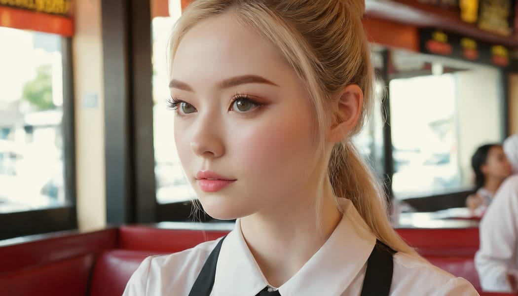 Tags: 21872187, SDXL
{"3": {"inputs": {"seed": 832750159691029, "steps": 32, "cfg": 5.64, "sampler_name": "dpmpp_2m", "scheduler": "karras", "denoise": 1.0, "model": ["27", 0], "positive": ["6", 0], "negative": ["7", 0], "latent_image": ["5", 0]}, "class_type": "KSampler"}, "4": {"inputs": {"ckpt_name": "juggernautxl.safetensors"}, "class_type": "CheckpointLoaderSimple"}, "5": {"inputs": {"width": 1344, "height": 768, "batch_size": 1}, "class_type": "EmptyLatentImage"}, "6": {"inputs": {"text": "28 year old girl, (detailed face:1.04), (blush:1.11), (cute:1.10), (pale skin:0.99), (slim:0.97), (seductive pose:0.96), (double eyelids:1.06), (temptress:1.04), (sexy lips:1.13), (seductive facial expression:1.06), (idol:1.08), (eyelashes:1.14), (perky ass:1.04), (exposed ass:0.98), (looking back:1.14), (sexy ass:0.95), (thigh gap:0.96), (a waitress in uniform:1.10) working at a restaurant, (film:1.07), (candid cinema:1.07), (soft lighting:1.09), (skin fuzz:1.08), (portra:1.01), (RAW:1.07), (textured skin:1.01), (detailed skin:1.03), (natural looking skin:1.02)", "clip": ["27", 1]}, "class_type": "CLIPTextEncode"}, "7": {"inputs": {"text": "(low resolution:1.06), (twisted:1.13), (worst quality:1.05), (bad hands:1.06), (distorted:1.05), (watermark:1.06), (open mouth:1.10)", "clip": ["27", 1]}, "class_type": "CLIPTextEncode"}, "8": {"inputs": {"samples": ["3", 0], "vae": ["4", 2]}, "class_type": "VAEDecode"}, "25": {"inputs": {"lora_name": "nudify_xl.safetensors", "strength_model": 0.27, "strength_clip": 0.01, "model": ["4", 0], "clip": ["4", 1]}, "class_type": "LoraLoader"}, "26": {"inputs": {"lora_name": "shirtlift_SDXL_v2.safetensors", "strength_model": 0.17, "strength_clip": 0.07, "model": ["25", 0], "clip": ["25", 1]}, "class_type": "LoraLoader"}, "27": {"inputs": {"lora_name": "PerfectEyesXL.safetensors", "strength_model": 0.05, "strength_clip": 0.01, "model": ["26", 0], "clip": ["26", 1]}, "class_type": "LoraLoader"}, "30": {"inputs": {"model_name": "4x_NMKD-Superscale-SP_178000_G.pth"}, "class_type": "UpscaleModelLoader"}, "31": {"inputs": {"upscale_model": ["30", 0], "image": ["8", 0]}, "class_type": "ImageUpscaleWithModel"}, "32": {"inputs": {"upscale_method": "lanczos", "scale_by": 0.5, "image": ["31", 0]}, "class_type": "ImageScaleBy"}, "33": {"inputs": {"pixels": ["32", 0], "vae": ["4", 2]}, "class_type": "VAEEncode"}, "34": {"inputs": {"seed": 832750159691029, "steps": 32, "cfg": 5.64, "sampler_name": "dpmpp_2m", "scheduler": "karras", "denoise": 0.3, "model": ["27", 0], "positive": ["6", 0], "negative": ["7", 0], "latent_image": ["33", 0]}, "class_type": "KSampler"}, "36": {"inputs": {"samples": ["34", 0], "vae": ["4", 2]}, "class_type": "VAEDecode"}, "39": {"inputs": {"filename_prefix": "comfyapi-1716074758946", "images": ["36", 0]}, "class_type": "SaveImage"}}