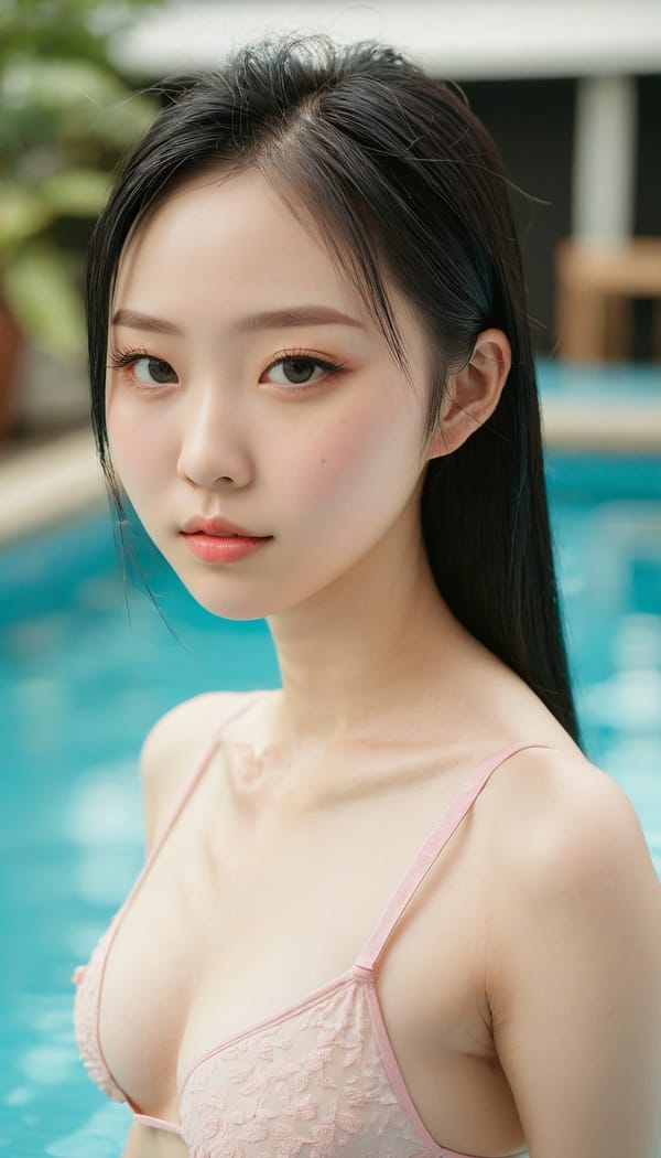 Tags: 21872187, SDXL
{"3": {"inputs": {"seed": 489931237576801, "steps": 32, "cfg": 7.68, "sampler_name": "dpmpp_2m", "scheduler": "karras", "denoise": 1.0, "model": ["27", 0], "positive": ["6", 0], "negative": ["7", 0], "latent_image": ["5", 0]}, "class_type": "KSampler"}, "4": {"inputs": {"ckpt_name": "juggernautxl.safetensors"}, "class_type": "CheckpointLoaderSimple"}, "5": {"inputs": {"width": 768, "height": 1344, "batch_size": 1}, "class_type": "EmptyLatentImage"}, "6": {"inputs": {"text": "18 year old girl, (chinese:1.13), (pale skin:0.97), (idol:1.02), (sexy lips:0.95), (seductive pose:1.00), (temptress:0.99), (blush:1.00), (seductive facial expression:0.97), (slim:1.09), (eyelashes:1.08), (cute:1.06), (double eyelids:1.10), (beautiful eyes:1.09), (detailed face:1.02), (on all fours:0.97), (spreading ass cheeks:1.10), (from behind:1.05), (backboob:0.97), (in a swimsuit:0.98) at a pool, (portra:1.08), (textured skin:1.05), (film:1.05), (detailed skin:1.06), (soft lighting:1.08), (RAW:1.00), (candid cinema:1.04), (natural looking skin:1.01), (skin fuzz:1.08)", "clip": ["27", 1]}, "class_type": "CLIPTextEncode"}, "7": {"inputs": {"text": "(watermark:1.05), (distorted:1.10), (bad hands:1.11), (twisted:1.13), (worst quality:1.05), (open mouth:1.12), (low resolution:1.11)", "clip": ["27", 1]}, "class_type": "CLIPTextEncode"}, "8": {"inputs": {"samples": ["3", 0], "vae": ["4", 2]}, "class_type": "VAEDecode"}, "25": {"inputs": {"lora_name": "nudify_xl.safetensors", "strength_model": 0.25, "strength_clip": 0.29, "model": ["4", 0], "clip": ["4", 1]}, "class_type": "LoraLoader"}, "26": {"inputs": {"lora_name": "shirtlift_SDXL_v2.safetensors", "strength_model": 0.15, "strength_clip": 0.03, "model": ["25", 0], "clip": ["25", 1]}, "class_type": "LoraLoader"}, "27": {"inputs": {"lora_name": "PerfectEyesXL.safetensors", "strength_model": 0.14, "strength_clip": 0.07, "model": ["26", 0], "clip": ["26", 1]}, "class_type": "LoraLoader"}, "30": {"inputs": {"model_name": "4x_NMKD-Superscale-SP_178000_G.pth"}, "class_type": "UpscaleModelLoader"}, "31": {"inputs": {"upscale_model": ["30", 0], "image": ["8", 0]}, "class_type": "ImageUpscaleWithModel"}, "32": {"inputs": {"upscale_method": "lanczos", "scale_by": 0.5, "image": ["31", 0]}, "class_type": "ImageScaleBy"}, "33": {"inputs": {"pixels": ["32", 0], "vae": ["4", 2]}, "class_type": "VAEEncode"}, "34": {"inputs": {"seed": 489931237576801, "steps": 32, "cfg": 7.68, "sampler_name": "dpmpp_2m", "scheduler": "karras", "denoise": 0.3, "model": ["27", 0], "positive": ["6", 0], "negative": ["7", 0], "latent_image": ["33", 0]}, "class_type": "KSampler"}, "36": {"inputs": {"samples": ["34", 0], "vae": ["4", 2]}, "class_type": "VAEDecode"}, "39": {"inputs": {"filename_prefix": "comfyapi-1732858029223", "images": ["36", 0]}, "class_type": "SaveImage"}}