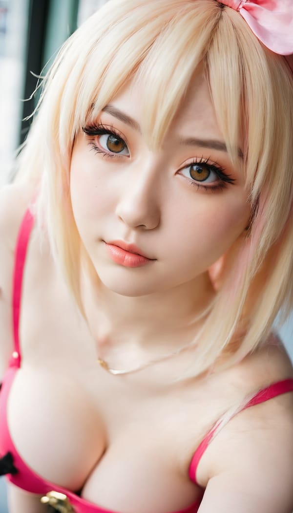 Tags: 21872187, SDXL
{"3": {"inputs": {"seed": 123813257710724, "steps": 64, "cfg": 6.66, "sampler_name": "dpmpp_2m", "scheduler": "karras", "denoise": 1.0, "model": ["27", 0], "positive": ["6", 0], "negative": ["7", 0], "latent_image": ["5", 0]}, "class_type": "KSampler"}, "4": {"inputs": {"ckpt_name": "juggernautxl.safetensors"}, "class_type": "CheckpointLoaderSimple"}, "5": {"inputs": {"width": 768, "height": 1344, "batch_size": 1}, "class_type": "EmptyLatentImage"}, "6": {"inputs": {"text": "25 year old girl, (beautiful eyes:1.03), (cute:1.11), (seductive facial expression:1.03), (blush:0.99), (idol:1.07), (seductive pose:1.12), (detailed face:1.02), (eyelashes:0.95), (sexy lips:1.02), (slim:1.01), (temptress:1.00), (pale skin:1.09), (double eyelids:1.13), (in a seductive pose:1.13), (large perky breasts:0.95), (cleavage:1.03), (thigh gap:1.07), (in a cosplay:1.11) at comiket posing for camera, (textured skin:1.06), (natural looking skin:1.08), (film:1.01), (candid cinema:1.09), (detailed skin:1.01), (skin fuzz:1.08), (portra:1.03), (soft lighting:1.05), (RAW:1.04)", "clip": ["27", 1]}, "class_type": "CLIPTextEncode"}, "7": {"inputs": {"text": "(worst quality:1.06), (twisted:1.07), (distorted:1.09), (low resolution:1.11), (bad hands:1.06), (watermark:1.09), (open mouth:1.12)", "clip": ["27", 1]}, "class_type": "CLIPTextEncode"}, "8": {"inputs": {"samples": ["3", 0], "vae": ["4", 2]}, "class_type": "VAEDecode"}, "25": {"inputs": {"lora_name": "nudify_xl.safetensors", "strength_model": 0.27, "strength_clip": 0.34, "model": ["4", 0], "clip": ["4", 1]}, "class_type": "LoraLoader"}, "26": {"inputs": {"lora_name": "shirtlift_SDXL_v2.safetensors", "strength_model": 0.0, "strength_clip": 0.09, "model": ["25", 0], "clip": ["25", 1]}, "class_type": "LoraLoader"}, "27": {"inputs": {"lora_name": "PerfectEyesXL.safetensors", "strength_model": 0.1, "strength_clip": 0.03, "model": ["26", 0], "clip": ["26", 1]}, "class_type": "LoraLoader"}, "30": {"inputs": {"model_name": "4x_NMKD-Superscale-SP_178000_G.pth"}, "class_type": "UpscaleModelLoader"}, "31": {"inputs": {"upscale_model": ["30", 0], "image": ["8", 0]}, "class_type": "ImageUpscaleWithModel"}, "32": {"inputs": {"upscale_method": "lanczos", "scale_by": 0.5, "image": ["31", 0]}, "class_type": "ImageScaleBy"}, "33": {"inputs": {"pixels": ["32", 0], "vae": ["4", 2]}, "class_type": "VAEEncode"}, "34": {"inputs": {"seed": 123813257710724, "steps": 64, "cfg": 6.66, "sampler_name": "dpmpp_2m", "scheduler": "karras", "denoise": 0.3, "model": ["27", 0], "positive": ["6", 0], "negative": ["7", 0], "latent_image": ["33", 0]}, "class_type": "KSampler"}, "36": {"inputs": {"samples": ["34", 0], "vae": ["4", 2]}, "class_type": "VAEDecode"}, "39": {"inputs": {"filename_prefix": "comfyapi-1726438624367", "images": ["36", 0]}, "class_type": "SaveImage"}}