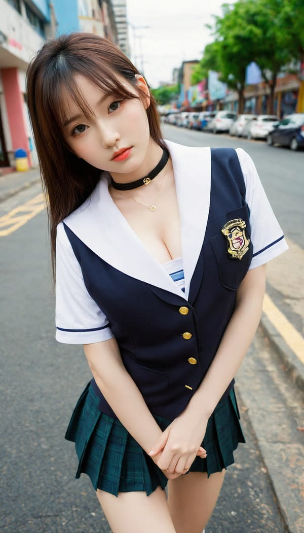 Tags: 21872187, SDXL
{"3": {"inputs": {"seed": 640457589002974, "steps": 64, "cfg": 6.0, "sampler_name": "dpmpp_2m", "scheduler": "karras", "denoise": 1.0, "model": ["27", 0], "positive": ["6", 0], "negative": ["7", 0], "latent_image": ["5", 0]}, "class_type": "KSampler"}, "4": {"inputs": {"ckpt_name": "helloworldxl.safetensors"}, "class_type": "CheckpointLoaderSimple"}, "5": {"inputs": {"width": 768, "height": 1344, "batch_size": 1}, "class_type": "EmptyLatentImage"}, "6": {"inputs": {"text": "20 year old girl, (korean:1.01), (irish:1.04), (double eyelids:0.95), (beautiful eyes:1.10), (seductive facial expression:0.99), (detailed face:0.97), (blush:1.02), (cute:1.00), (slim:1.12), (eyelashes:1.11), (pale skin:1.12), (temptress:1.13), (seductive pose:1.02), (sexy lips:1.13), (idol:1.07), (in a seductive pose:0.95), (large perky breasts:1.09), (cleavage:1.05), (thigh gap:1.10), (school uniform:1.14), choker, busy street, (detailed skin:1.02), (skin fuzz:1.04), (natural looking skin:1.02), (film:1.04), (portra:1.07), (RAW:1.03), (textured skin:1.05), (candid cinema:1.00), (soft lighting:1.00)", "clip": ["27", 1]}, "class_type": "CLIPTextEncode"}, "7": {"inputs": {"text": "(worst quality:1.12), (bad hands:1.08), (twisted:1.10), (low resolution:1.14), (distorted:1.06), (watermark:1.05), (open mouth:1.06)", "clip": ["27", 1]}, "class_type": "CLIPTextEncode"}, "8": {"inputs": {"samples": ["3", 0], "vae": ["4", 2]}, "class_type": "VAEDecode"}, "25": {"inputs": {"lora_name": "nudify_xl.safetensors", "strength_model": 0.17, "strength_clip": 0.01, "model": ["4", 0], "clip": ["4", 1]}, "class_type": "LoraLoader"}, "26": {"inputs": {"lora_name": "shirtlift_SDXL_v2.safetensors", "strength_model": 0.14, "strength_clip": 0.16, "model": ["25", 0], "clip": ["25", 1]}, "class_type": "LoraLoader"}, "27": {"inputs": {"lora_name": "PerfectEyesXL.safetensors", "strength_model": 0.15, "strength_clip": 0.1, "model": ["26", 0], "clip": ["26", 1]}, "class_type": "LoraLoader"}, "30": {"inputs": {"model_name": "4x_NMKD-Superscale-SP_178000_G.pth"}, "class_type": "UpscaleModelLoader"}, "31": {"inputs": {"upscale_model": ["30", 0], "image": ["8", 0]}, "class_type": "ImageUpscaleWithModel"}, "32": {"inputs": {"upscale_method": "lanczos", "scale_by": 0.5, "image": ["31", 0]}, "class_type": "ImageScaleBy"}, "33": {"inputs": {"pixels": ["32", 0], "vae": ["4", 2]}, "class_type": "VAEEncode"}, "34": {"inputs": {"seed": 640457589002974, "steps": 64, "cfg": 6.0, "sampler_name": "dpmpp_2m", "scheduler": "karras", "denoise": 0.3, "model": ["27", 0], "positive": ["6", 0], "negative": ["7", 0], "latent_image": ["33", 0]}, "class_type": "KSampler"}, "36": {"inputs": {"samples": ["34", 0], "vae": ["4", 2]}, "class_type": "VAEDecode"}, "39": {"inputs": {"filename_prefix": "comfyapi-1713279356114", "images": ["36", 0]}, "class_type": "SaveImage"}}