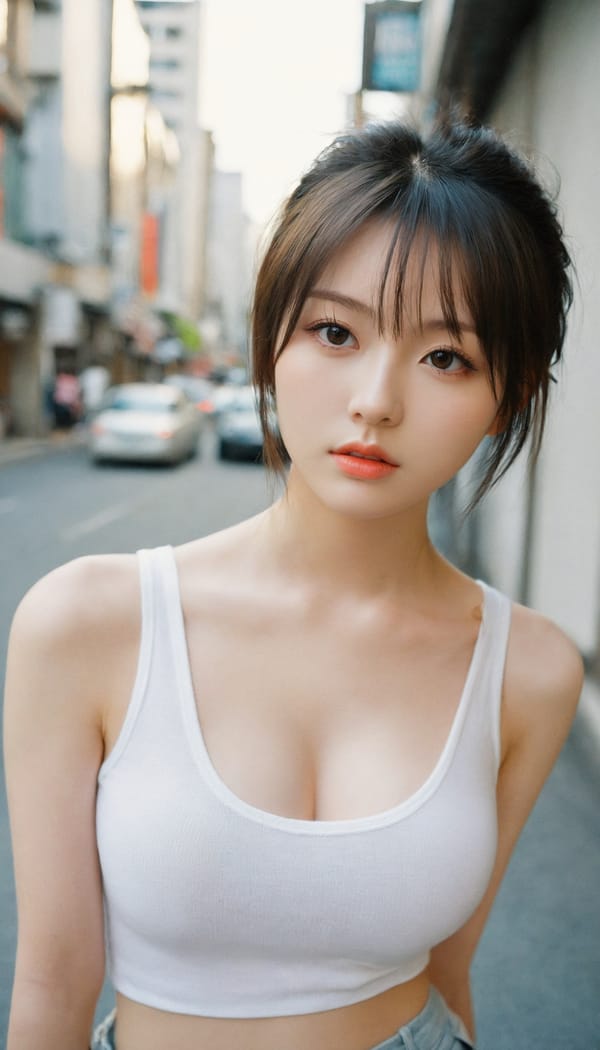 Tags: 21872187, SDXL
{"3": {"inputs": {"seed": 410896872174156, "steps": 32, "cfg": 5.1, "sampler_name": "dpmpp_2m", "scheduler": "karras", "denoise": 1.0, "model": ["27", 0], "positive": ["6", 0], "negative": ["7", 0], "latent_image": ["5", 0]}, "class_type": "KSampler"}, "4": {"inputs": {"ckpt_name": "leosamsHelloworldSDXL_helloworldSDXL32DPO.safetensors"}, "class_type": "CheckpointLoaderSimple"}, "5": {"inputs": {"width": 768, "height": 1344, "batch_size": 1}, "class_type": "EmptyLatentImage"}, "6": {"inputs": {"text": "22 year old girl, (japanese:1.08), (ukrainian:1.05), (beautiful eyes:1.07), (detailed face:1.03), (seductive facial expression:1.11), (double eyelids:1.10), (temptress:1.08), (sexy lips:1.01), (slim:0.97), (seductive pose:0.99), (cute:1.12), (idol:1.00), (pale skin:1.14), (eyelashes:1.08), (in a seductive pose:1.04), (large perky breasts:1.08), (cleavage:0.95), (thigh gap:0.95), (white tanktop:1.09), busy street, (RAW:1.05), (soft lighting:1.00), (natural looking skin:1.08), (portra:1.06), (detailed skin:1.01), (skin fuzz:1.03), (textured skin:1.04), (film:1.07), (candid cinema:1.01)", "clip": ["27", 1]}, "class_type": "CLIPTextEncode"}, "7": {"inputs": {"text": "(low resolution:1.09), (open mouth:1.12), (distorted:1.09), (watermark:1.07), (worst quality:1.09), (twisted:1.09), (bad hands:1.07)", "clip": ["27", 1]}, "class_type": "CLIPTextEncode"}, "8": {"inputs": {"samples": ["3", 0], "vae": ["4", 2]}, "class_type": "VAEDecode"}, "25": {"inputs": {"lora_name": "nudify_xl.safetensors", "strength_model": 0.29, "strength_clip": 0.15, "model": ["4", 0], "clip": ["4", 1]}, "class_type": "LoraLoader"}, "26": {"inputs": {"lora_name": "shirtlift_SDXL_v2.safetensors", "strength_model": 0.05, "strength_clip": 0.03, "model": ["25", 0], "clip": ["25", 1]}, "class_type": "LoraLoader"}, "27": {"inputs": {"lora_name": "PerfectEyesXL.safetensors", "strength_model": 0.04, "strength_clip": 0.17, "model": ["26", 0], "clip": ["26", 1]}, "class_type": "LoraLoader"}, "30": {"inputs": {"model_name": "4x_NMKD-Superscale-SP_178000_G.pth"}, "class_type": "UpscaleModelLoader"}, "31": {"inputs": {"upscale_model": ["30", 0], "image": ["8", 0]}, "class_type": "ImageUpscaleWithModel"}, "32": {"inputs": {"upscale_method": "lanczos", "scale_by": 0.5, "image": ["31", 0]}, "class_type": "ImageScaleBy"}, "33": {"inputs": {"pixels": ["32", 0], "vae": ["4", 2]}, "class_type": "VAEEncode"}, "34": {"inputs": {"seed": 410896872174156, "steps": 32, "cfg": 5.1, "sampler_name": "dpmpp_2m", "scheduler": "karras", "denoise": 0.3, "model": ["27", 0], "positive": ["6", 0], "negative": ["7", 0], "latent_image": ["33", 0]}, "class_type": "KSampler"}, "36": {"inputs": {"samples": ["34", 0], "vae": ["4", 2]}, "class_type": "VAEDecode"}, "39": {"inputs": {"filename_prefix": "comfyapi-1707993900494", "images": ["36", 0]}, "class_type": "SaveImage"}}