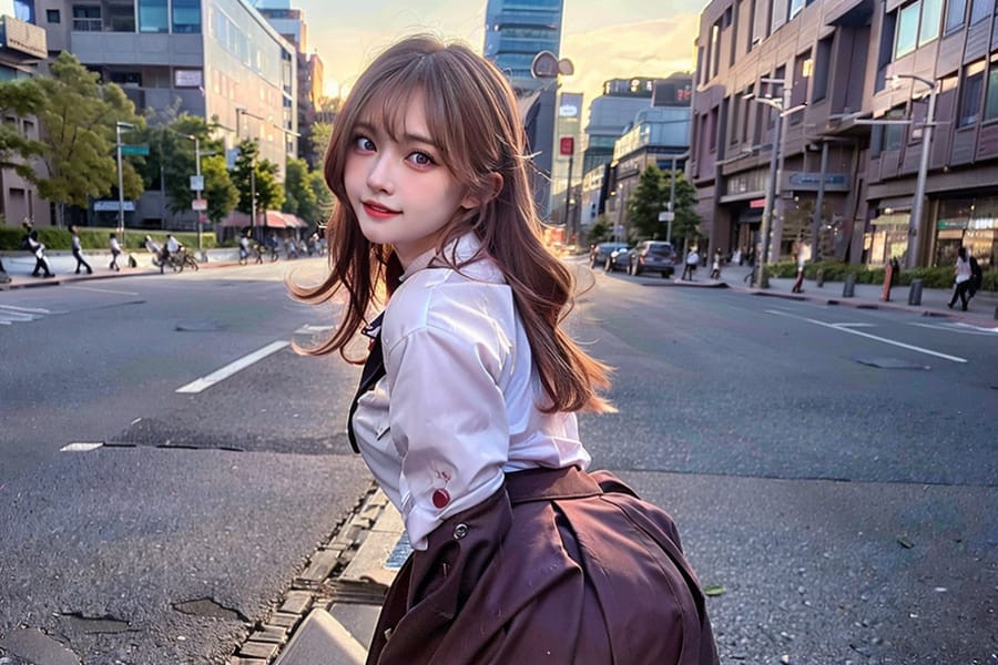 Tags: 21872187
<lora:JapaneseDollLikeness_v15:0.67>, <lora:taiwanDollLikeness_v20:0.57>, <lora:YaeMiko_Test:0.68>, (school uniform:1.03), (large breasts:1.10), choker, busy street in urban city, <lora:Mooning:0.52>, <lora:Addams:0.28>, ass, from behind, clothes pull, looking back, pants pull, anus, pussy, undressing, extremely detailed face, (photorealistic:1.00), seductive smile, double eyelids, eyelashes, perky breasts, RAW, sharp, hyper realistic, tall, 1girl, solo
Negative prompt: black and white, fat, disfigured, (worst quality:1.96)
Steps: 32, Sampler: DPM++ 2M Karras, CFG scale: 6.48, Seed: 35622718, Size: 768x512, Model hash: fc2511737a, Model: chilloutmix_NiPrunedFp32Fix, Seed resize from: -1x-1, Denoising strength: 0.4, Version: v1.2.1, Hires upscale: 2.0, Hires steps: 16, Hires upscaler: ESRGAN_4x