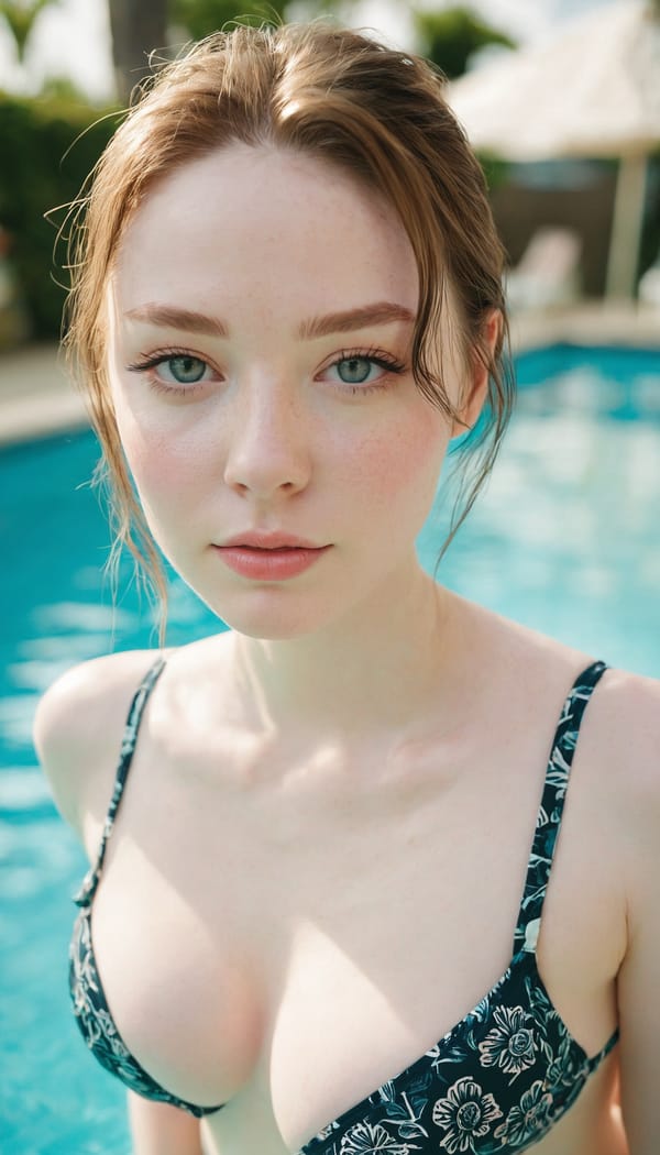 Tags: 21872187, SDXL
{"3": {"inputs": {"seed": 879618955882037, "steps": 32, "cfg": 5.85, "sampler_name": "dpmpp_2m", "scheduler": "karras", "denoise": 1.0, "model": ["27", 0], "positive": ["6", 0], "negative": ["7", 0], "latent_image": ["5", 0]}, "class_type": "KSampler"}, "4": {"inputs": {"ckpt_name": "juggernautxl.safetensors"}, "class_type": "CheckpointLoaderSimple"}, "5": {"inputs": {"width": 768, "height": 1344, "batch_size": 1}, "class_type": "EmptyLatentImage"}, "6": {"inputs": {"text": "28 year old girl, (irish:0.98), (pale skin:1.04), (detailed face:0.99), (blush:0.97), (beautiful eyes:1.07), (seductive facial expression:1.05), (seductive pose:1.04), (slim:1.10), (idol:1.05), (sexy lips:0.98), (double eyelids:0.98), (temptress:1.06), (cute:1.06), (in a seductive pose:1.14), (large perky breasts:1.01), (cleavage:1.08), (thigh gap:1.00), (in a swimsuit:1.11) at a pool, (textured skin:1.03), (portra:1.00), (skin fuzz:1.05), (candid cinema:1.02), (RAW:1.07), (film:1.06), (soft lighting:1.03), (natural looking skin:1.07), (detailed skin:1.04)", "clip": ["27", 1]}, "class_type": "CLIPTextEncode"}, "7": {"inputs": {"text": "(twisted:1.07), (bad hands:1.08), (watermark:1.12), (worst quality:1.05), (low resolution:1.05), (distorted:1.07), (open mouth:1.14)", "clip": ["27", 1]}, "class_type": "CLIPTextEncode"}, "8": {"inputs": {"samples": ["3", 0], "vae": ["4", 2]}, "class_type": "VAEDecode"}, "25": {"inputs": {"lora_name": "nudify_xl.safetensors", "strength_model": 0.1, "strength_clip": 0.2, "model": ["4", 0], "clip": ["4", 1]}, "class_type": "LoraLoader"}, "26": {"inputs": {"lora_name": "shirtlift_SDXL_v2.safetensors", "strength_model": 0.08, "strength_clip": 0.03, "model": ["25", 0], "clip": ["25", 1]}, "class_type": "LoraLoader"}, "27": {"inputs": {"lora_name": "PerfectEyesXL.safetensors", "strength_model": 0.01, "strength_clip": 0.11, "model": ["26", 0], "clip": ["26", 1]}, "class_type": "LoraLoader"}, "30": {"inputs": {"model_name": "4x_NMKD-Superscale-SP_178000_G.pth"}, "class_type": "UpscaleModelLoader"}, "31": {"inputs": {"upscale_model": ["30", 0], "image": ["8", 0]}, "class_type": "ImageUpscaleWithModel"}, "32": {"inputs": {"upscale_method": "lanczos", "scale_by": 0.5, "image": ["31", 0]}, "class_type": "ImageScaleBy"}, "33": {"inputs": {"pixels": ["32", 0], "vae": ["4", 2]}, "class_type": "VAEEncode"}, "34": {"inputs": {"seed": 879618955882037, "steps": 32, "cfg": 5.85, "sampler_name": "dpmpp_2m", "scheduler": "karras", "denoise": 0.3, "model": ["27", 0], "positive": ["6", 0], "negative": ["7", 0], "latent_image": ["33", 0]}, "class_type": "KSampler"}, "36": {"inputs": {"samples": ["34", 0], "vae": ["4", 2]}, "class_type": "VAEDecode"}, "39": {"inputs": {"filename_prefix": "comfyapi-1716348108701", "images": ["36", 0]}, "class_type": "SaveImage"}}