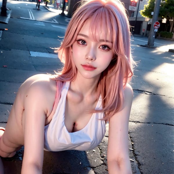 Tags: 21872187
<lora:koreanDollLikeness:0.71>, <lora:YaeMiko_Test:0.79>, (white tank top:0.91), (large breasts:1.18), busy street in urban city, (on all fours:1.06), spreading ass cheeks, (from behind:0.93), <lora:fixStandingDoggyStyle:0.35>, backboob, <lora:Addams:0.31>, extremely detailed face, cute, (photorealistic:1.00), sexy lips, seductive smile, double eyelids, eyelashes, pale skin, perky breasts, full body portrait, RAW, best quality, hyper realistic, (long slim legs:1.03), blush, delicate and beautiful girl, 1girl, solo, (dramatic:0.92)
Negative prompt: drawings, paintings, ugly, fat, (worst quality:1.95)
Steps: 64, Sampler: DPM++ 2M Karras, CFG scale: 6.86, Seed: 2587271152, Size: 768x768, Model hash: fc2511737a, Model: chilloutmix_NiPrunedFp32Fix, Seed resize from: -1x-1, Denoising strength: 0.45, Version: v1.2.1, Hires upscale: 2.5, Hires steps: 16, Hires upscaler: ESRGAN_4x