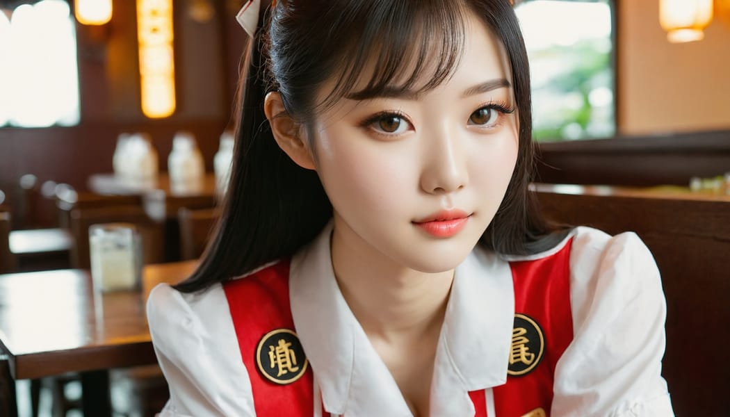 Tags: 21872187, SDXL
{"3": {"inputs": {"seed": 469386029227127, "steps": 32, "cfg": 6.41, "sampler_name": "dpmpp_2m", "scheduler": "karras", "denoise": 1.0, "model": ["27", 0], "positive": ["6", 0], "negative": ["7", 0], "latent_image": ["5", 0]}, "class_type": "KSampler"}, "4": {"inputs": {"ckpt_name": "juggernautxl.safetensors"}, "class_type": "CheckpointLoaderSimple"}, "5": {"inputs": {"width": 1344, "height": 768, "batch_size": 1}, "class_type": "EmptyLatentImage"}, "6": {"inputs": {"text": "26 year old girl, (chinese:1.06), (irish:0.95), (taiwanese:1.11), (japanese:1.07), (sexy lips:1.05), (detailed face:1.12), (beautiful eyes:1.02), (temptress:0.96), (cute:1.04), (double eyelids:1.01), (pale skin:1.10), (seductive pose:1.11), (idol:1.03), (eyelashes:1.08), (in a seductive pose:1.13), (large perky breasts:1.11), (cleavage:1.01), (thigh gap:0.99), (a waitress in uniform:1.04) working at a restaurant, (detailed skin:1.02), (RAW:1.08), (film:1.09), (textured skin:1.03), (soft lighting:1.01), (natural looking skin:1.02), (portra:1.01), (skin fuzz:1.05), (candid cinema:1.06)", "clip": ["27", 1]}, "class_type": "CLIPTextEncode"}, "7": {"inputs": {"text": "(open mouth:1.05), (distorted:1.11), (bad hands:1.11), (low resolution:1.12), (worst quality:1.09), (watermark:1.06), (twisted:1.13)", "clip": ["27", 1]}, "class_type": "CLIPTextEncode"}, "8": {"inputs": {"samples": ["3", 0], "vae": ["4", 2]}, "class_type": "VAEDecode"}, "25": {"inputs": {"lora_name": "nudify_xl.safetensors", "strength_model": 0.2, "strength_clip": 0.28, "model": ["4", 0], "clip": ["4", 1]}, "class_type": "LoraLoader"}, "26": {"inputs": {"lora_name": "shirtlift_SDXL_v2.safetensors", "strength_model": 0.0, "strength_clip": 0.06, "model": ["25", 0], "clip": ["25", 1]}, "class_type": "LoraLoader"}, "27": {"inputs": {"lora_name": "PerfectEyesXL.safetensors", "strength_model": 0.1, "strength_clip": 0.17, "model": ["26", 0], "clip": ["26", 1]}, "class_type": "LoraLoader"}, "30": {"inputs": {"model_name": "4x_NMKD-Superscale-SP_178000_G.pth"}, "class_type": "UpscaleModelLoader"}, "31": {"inputs": {"upscale_model": ["30", 0], "image": ["8", 0]}, "class_type": "ImageUpscaleWithModel"}, "32": {"inputs": {"upscale_method": "lanczos", "scale_by": 0.5, "image": ["31", 0]}, "class_type": "ImageScaleBy"}, "33": {"inputs": {"pixels": ["32", 0], "vae": ["4", 2]}, "class_type": "VAEEncode"}, "34": {"inputs": {"seed": 469386029227127, "steps": 32, "cfg": 6.41, "sampler_name": "dpmpp_2m", "scheduler": "karras", "denoise": 0.3, "model": ["27", 0], "positive": ["6", 0], "negative": ["7", 0], "latent_image": ["33", 0]}, "class_type": "KSampler"}, "36": {"inputs": {"samples": ["34", 0], "vae": ["4", 2]}, "class_type": "VAEDecode"}, "39": {"inputs": {"filename_prefix": "comfyapi-1726359615138", "images": ["36", 0]}, "class_type": "SaveImage"}}