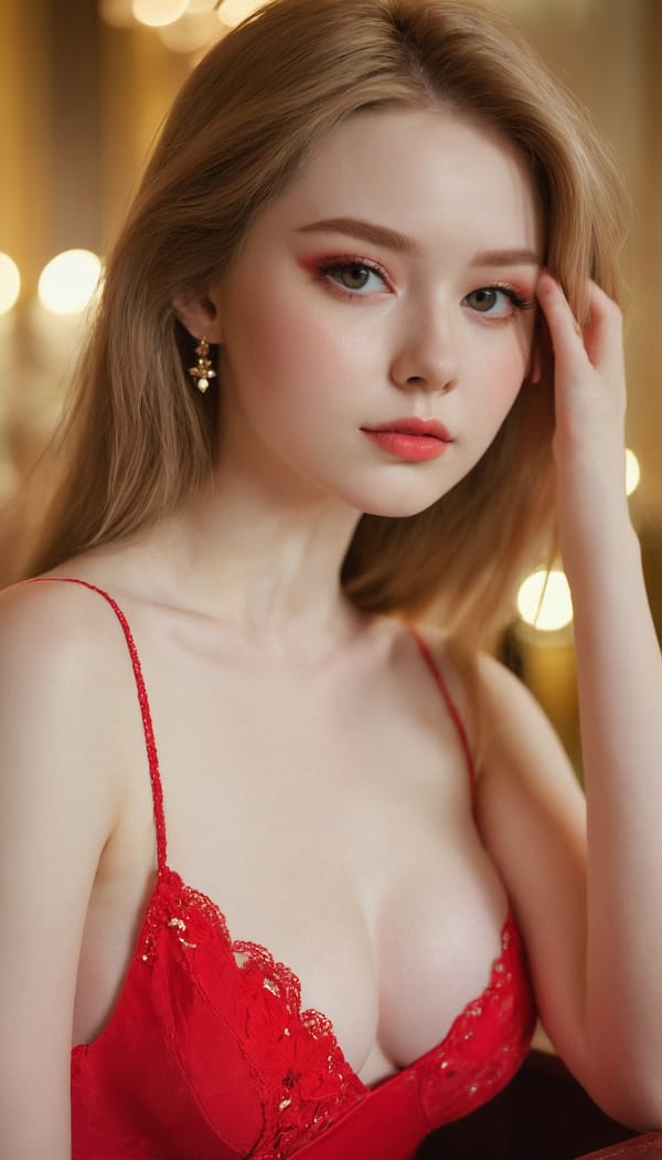 Tags: 21872187, SDXL
{"3": {"inputs": {"seed": 983325204051862, "steps": 32, "cfg": 5.1, "sampler_name": "dpmpp_2m", "scheduler": "karras", "denoise": 1.0, "model": ["27", 0], "positive": ["6", 0], "negative": ["7", 0], "latent_image": ["5", 0]}, "class_type": "KSampler"}, "4": {"inputs": {"ckpt_name": "juggernautxl.safetensors"}, "class_type": "CheckpointLoaderSimple"}, "5": {"inputs": {"width": 768, "height": 1344, "batch_size": 1}, "class_type": "EmptyLatentImage"}, "6": {"inputs": {"text": "18 year old girl, (seductive facial expression:1.01), (pale skin:1.06), (temptress:0.96), (blush:1.13), (double eyelids:1.00), (cute:1.12), (beautiful eyes:1.04), (seductive pose:1.07), (sexy lips:1.14), (slim:1.03), (detailed face:1.03), (idol:1.08), (in a seductive pose:1.04), (large perky breasts:1.03), (cleavage:1.05), (thigh gap:1.08), (wearing a low-cut red dress:1.05) at a ballroom, (film:1.01), (skin fuzz:1.01), (soft lighting:1.07), (detailed skin:1.06), (textured skin:1.01), (candid cinema:1.09), (portra:1.02), (RAW:1.04), (natural looking skin:1.08)", "clip": ["27", 1]}, "class_type": "CLIPTextEncode"}, "7": {"inputs": {"text": "(low resolution:1.12), (open mouth:1.05), (twisted:1.09), (distorted:1.12), (watermark:1.09), (worst quality:1.13), (bad hands:1.07)", "clip": ["27", 1]}, "class_type": "CLIPTextEncode"}, "8": {"inputs": {"samples": ["3", 0], "vae": ["4", 2]}, "class_type": "VAEDecode"}, "25": {"inputs": {"lora_name": "nudify_xl.safetensors", "strength_model": 0.3, "strength_clip": 0.31, "model": ["4", 0], "clip": ["4", 1]}, "class_type": "LoraLoader"}, "26": {"inputs": {"lora_name": "shirtlift_SDXL_v2.safetensors", "strength_model": 0.04, "strength_clip": 0.01, "model": ["25", 0], "clip": ["25", 1]}, "class_type": "LoraLoader"}, "27": {"inputs": {"lora_name": "PerfectEyesXL.safetensors", "strength_model": 0.01, "strength_clip": 0.02, "model": ["26", 0], "clip": ["26", 1]}, "class_type": "LoraLoader"}, "30": {"inputs": {"model_name": "4x_NMKD-Superscale-SP_178000_G.pth"}, "class_type": "UpscaleModelLoader"}, "31": {"inputs": {"upscale_model": ["30", 0], "image": ["8", 0]}, "class_type": "ImageUpscaleWithModel"}, "32": {"inputs": {"upscale_method": "lanczos", "scale_by": 0.5, "image": ["31", 0]}, "class_type": "ImageScaleBy"}, "33": {"inputs": {"pixels": ["32", 0], "vae": ["4", 2]}, "class_type": "VAEEncode"}, "34": {"inputs": {"seed": 983325204051862, "steps": 32, "cfg": 5.1, "sampler_name": "dpmpp_2m", "scheduler": "karras", "denoise": 0.3, "model": ["27", 0], "positive": ["6", 0], "negative": ["7", 0], "latent_image": ["33", 0]}, "class_type": "KSampler"}, "36": {"inputs": {"samples": ["34", 0], "vae": ["4", 2]}, "class_type": "VAEDecode"}, "39": {"inputs": {"filename_prefix": "comfyapi-1716146122183", "images": ["36", 0]}, "class_type": "SaveImage"}}