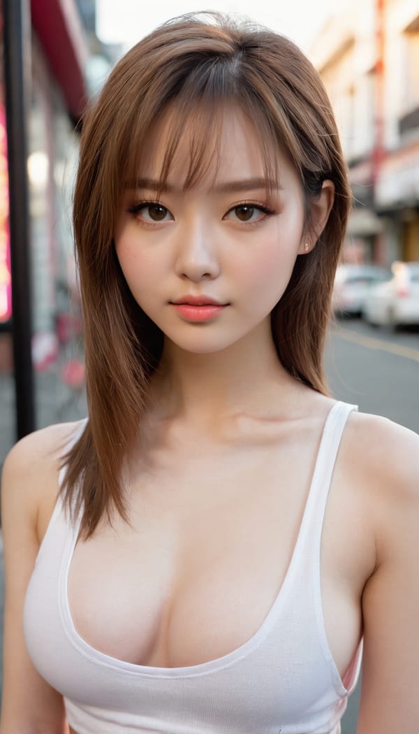 Tags: 21872187, SDXL
{"3": {"inputs": {"seed": 475900685956108, "steps": 32, "cfg": 7.49, "sampler_name": "dpmpp_2m", "scheduler": "karras", "denoise": 1.0, "model": ["27", 0], "positive": ["6", 0], "negative": ["7", 0], "latent_image": ["5", 0]}, "class_type": "KSampler"}, "4": {"inputs": {"ckpt_name": "juggernautxl.safetensors"}, "class_type": "CheckpointLoaderSimple"}, "5": {"inputs": {"width": 768, "height": 1344, "batch_size": 1}, "class_type": "EmptyLatentImage"}, "6": {"inputs": {"text": "22 year old girl, (idol:1.13), (temptress:1.00), (beautiful eyes:1.08), (double eyelids:1.00), (blush:1.14), (cute:1.03), (pale skin:0.95), (eyelashes:0.95), (seductive pose:1.09), (seductive facial expression:0.97), (detailed face:1.02), (sexy lips:1.07), (slim:0.95), (in a seductive pose:1.11), (large perky breasts:0.98), (cleavage:1.00), (thigh gap:0.99), (white tanktop:1.12), busy street, (candid cinema:1.01), (skin fuzz:1.06), (film:1.06), (natural looking skin:1.06), (RAW:1.02), (detailed skin:1.05), (portra:1.02), (textured skin:1.03), (soft lighting:1.03)", "clip": ["27", 1]}, "class_type": "CLIPTextEncode"}, "7": {"inputs": {"text": "(low resolution:1.05), (open mouth:1.05), (watermark:1.09), (distorted:1.07), (twisted:1.14), (worst quality:1.05), (bad hands:1.14)", "clip": ["27", 1]}, "class_type": "CLIPTextEncode"}, "8": {"inputs": {"samples": ["3", 0], "vae": ["4", 2]}, "class_type": "VAEDecode"}, "25": {"inputs": {"lora_name": "nudify_xl.safetensors", "strength_model": 0.16, "strength_clip": 0.11, "model": ["4", 0], "clip": ["4", 1]}, "class_type": "LoraLoader"}, "26": {"inputs": {"lora_name": "shirtlift_SDXL_v2.safetensors", "strength_model": 0.04, "strength_clip": 0.03, "model": ["25", 0], "clip": ["25", 1]}, "class_type": "LoraLoader"}, "27": {"inputs": {"lora_name": "PerfectEyesXL.safetensors", "strength_model": 0.08, "strength_clip": 0.03, "model": ["26", 0], "clip": ["26", 1]}, "class_type": "LoraLoader"}, "30": {"inputs": {"model_name": "4x_NMKD-Superscale-SP_178000_G.pth"}, "class_type": "UpscaleModelLoader"}, "31": {"inputs": {"upscale_model": ["30", 0], "image": ["8", 0]}, "class_type": "ImageUpscaleWithModel"}, "32": {"inputs": {"upscale_method": "lanczos", "scale_by": 0.5, "image": ["31", 0]}, "class_type": "ImageScaleBy"}, "33": {"inputs": {"pixels": ["32", 0], "vae": ["4", 2]}, "class_type": "VAEEncode"}, "34": {"inputs": {"seed": 475900685956108, "steps": 32, "cfg": 7.49, "sampler_name": "dpmpp_2m", "scheduler": "karras", "denoise": 0.3, "model": ["27", 0], "positive": ["6", 0], "negative": ["7", 0], "latent_image": ["33", 0]}, "class_type": "KSampler"}, "36": {"inputs": {"samples": ["34", 0], "vae": ["4", 2]}, "class_type": "VAEDecode"}, "39": {"inputs": {"filename_prefix": "comfyapi-1727104948736", "images": ["36", 0]}, "class_type": "SaveImage"}}