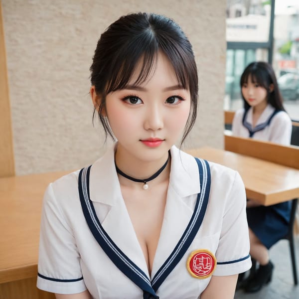 Tags: 21872187, SDXL
{"3": {"inputs": {"seed": 858581047673338, "steps": 32, "cfg": 5.87, "sampler_name": "dpmpp_2m", "scheduler": "karras", "denoise": 1.0, "model": ["27", 0], "positive": ["6", 0], "negative": ["7", 0], "latent_image": ["5", 0]}, "class_type": "KSampler"}, "4": {"inputs": {"ckpt_name": "juggernautXL_v8Rundiffusion.safetensors"}, "class_type": "CheckpointLoaderSimple"}, "5": {"inputs": {"width": 1024, "height": 1024, "batch_size": 1}, "class_type": "EmptyLatentImage"}, "6": {"inputs": {"text": "24 year old girl, (chinese:1.03), (japanese:1.11), (eyelashes:1.00), (temptress:0.95), (blush:0.95), (detailed face:1.13), (pale skin:0.97), (seductive facial expression:0.96), (cute:1.12), (slim:1.07), (idol:1.02), (beautiful eyes:1.03), (double eyelids:0.97), (sexy lips:0.96), (in a seductive pose:1.09), (large perky breasts:1.03), (cleavage:1.14), (thigh gap:0.98), (school uniform:1.12), choker, busy street, (RAW:1.05), (skin fuzz:1.06), (detailed skin:1.02), (candid cinema:1.02), (natural looking skin:1.01), (soft lighting:1.01), (portra:1.04), (film:1.05)", "clip": ["27", 1]}, "class_type": "CLIPTextEncode"}, "7": {"inputs": {"text": "(watermark:1.07), (bad hands:1.09), (low resolution:1.06), (twisted:1.12), (open mouth:1.09), (worst quality:1.08), (distorted:1.06)", "clip": ["27", 1]}, "class_type": "CLIPTextEncode"}, "8": {"inputs": {"samples": ["3", 0], "vae": ["4", 2]}, "class_type": "VAEDecode"}, "25": {"inputs": {"lora_name": "nudify_xl.safetensors", "strength_model": 0.08, "strength_clip": 0.04, "model": ["4", 0], "clip": ["4", 1]}, "class_type": "LoraLoader"}, "26": {"inputs": {"lora_name": "shirtlift_SDXL_v2.safetensors", "strength_model": 0.02, "strength_clip": 0.17, "model": ["25", 0], "clip": ["25", 1]}, "class_type": "LoraLoader"}, "27": {"inputs": {"lora_name": "PerfectEyesXL.safetensors", "strength_model": 0.0, "strength_clip": 0.17, "model": ["26", 0], "clip": ["26", 1]}, "class_type": "LoraLoader"}, "30": {"inputs": {"model_name": "4x_NMKD-Superscale-SP_178000_G.pth"}, "class_type": "UpscaleModelLoader"}, "31": {"inputs": {"upscale_model": ["30", 0], "image": ["8", 0]}, "class_type": "ImageUpscaleWithModel"}, "32": {"inputs": {"upscale_method": "lanczos", "scale_by": 0.5, "image": ["31", 0]}, "class_type": "ImageScaleBy"}, "33": {"inputs": {"pixels": ["32", 0], "vae": ["4", 2]}, "class_type": "VAEEncode"}, "34": {"inputs": {"seed": 858581047673338, "steps": 32, "cfg": 5.87, "sampler_name": "dpmpp_2m", "scheduler": "karras", "denoise": 0.3, "model": ["27", 0], "positive": ["6", 0], "negative": ["7", 0], "latent_image": ["33", 0]}, "class_type": "KSampler"}, "36": {"inputs": {"samples": ["34", 0], "vae": ["4", 2]}, "class_type": "VAEDecode"}, "39": {"inputs": {"filename_prefix": "comfyapi-1708157387244", "images": ["36", 0]}, "class_type": "SaveImage"}}