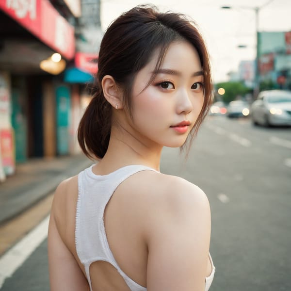 Tags: 21872187, SDXL
{"3": {"inputs": {"seed": 475999381586831, "steps": 32, "cfg": 5.04, "sampler_name": "dpmpp_2m", "scheduler": "karras", "denoise": 1.0, "model": ["27", 0], "positive": ["6", 0], "negative": ["7", 0], "latent_image": ["5", 0]}, "class_type": "KSampler"}, "4": {"inputs": {"ckpt_name": "juggernautxl.safetensors"}, "class_type": "CheckpointLoaderSimple"}, "5": {"inputs": {"width": 1024, "height": 1024, "batch_size": 1}, "class_type": "EmptyLatentImage"}, "6": {"inputs": {"text": "24 year old girl, (korean:0.97), (cute:0.99), (blush:1.04), (temptress:1.03), (seductive pose:1.02), (detailed face:1.12), (sexy lips:1.04), (pale skin:1.10), (double eyelids:1.10), (slim:1.02), (eyelashes:0.95), (seductive facial expression:1.02), (beautiful eyes:1.10), (perky ass:1.09), (exposed ass:1.08), (looking back:0.97), (sexy ass:1.10), (thigh gap:1.09), (white tanktop:0.97), busy street, (skin fuzz:1.01), (textured skin:1.05), (detailed skin:1.03), (RAW:1.07), (soft lighting:1.05), (natural looking skin:1.04), (portra:1.03), (candid cinema:1.08)", "clip": ["27", 1]}, "class_type": "CLIPTextEncode"}, "7": {"inputs": {"text": "(distorted:1.06), (open mouth:1.12), (worst quality:1.10), (watermark:1.11), (low resolution:1.10), (bad hands:1.11)", "clip": ["27", 1]}, "class_type": "CLIPTextEncode"}, "8": {"inputs": {"samples": ["3", 0], "vae": ["4", 2]}, "class_type": "VAEDecode"}, "25": {"inputs": {"lora_name": "nudify_xl.safetensors", "strength_model": 0.21, "strength_clip": 0.1, "model": ["4", 0], "clip": ["4", 1]}, "class_type": "LoraLoader"}, "26": {"inputs": {"lora_name": "shirtlift_SDXL_v2.safetensors", "strength_model": 0.02, "strength_clip": 0.06, "model": ["25", 0], "clip": ["25", 1]}, "class_type": "LoraLoader"}, "27": {"inputs": {"lora_name": "PerfectEyesXL.safetensors", "strength_model": 0.13, "strength_clip": 0.02, "model": ["26", 0], "clip": ["26", 1]}, "class_type": "LoraLoader"}, "30": {"inputs": {"model_name": "4x_NMKD-Superscale-SP_178000_G.pth"}, "class_type": "UpscaleModelLoader"}, "31": {"inputs": {"upscale_model": ["30", 0], "image": ["8", 0]}, "class_type": "ImageUpscaleWithModel"}, "32": {"inputs": {"upscale_method": "lanczos", "scale_by": 0.5, "image": ["31", 0]}, "class_type": "ImageScaleBy"}, "33": {"inputs": {"pixels": ["32", 0], "vae": ["4", 2]}, "class_type": "VAEEncode"}, "34": {"inputs": {"seed": 475999381586831, "steps": 32, "cfg": 5.04, "sampler_name": "dpmpp_2m", "scheduler": "karras", "denoise": 0.3, "model": ["27", 0], "positive": ["6", 0], "negative": ["7", 0], "latent_image": ["33", 0]}, "class_type": "KSampler"}, "36": {"inputs": {"samples": ["34", 0], "vae": ["4", 2]}, "class_type": "VAEDecode"}, "39": {"inputs": {"filename_prefix": "comfyapi-1713410760245", "images": ["36", 0]}, "class_type": "SaveImage"}}