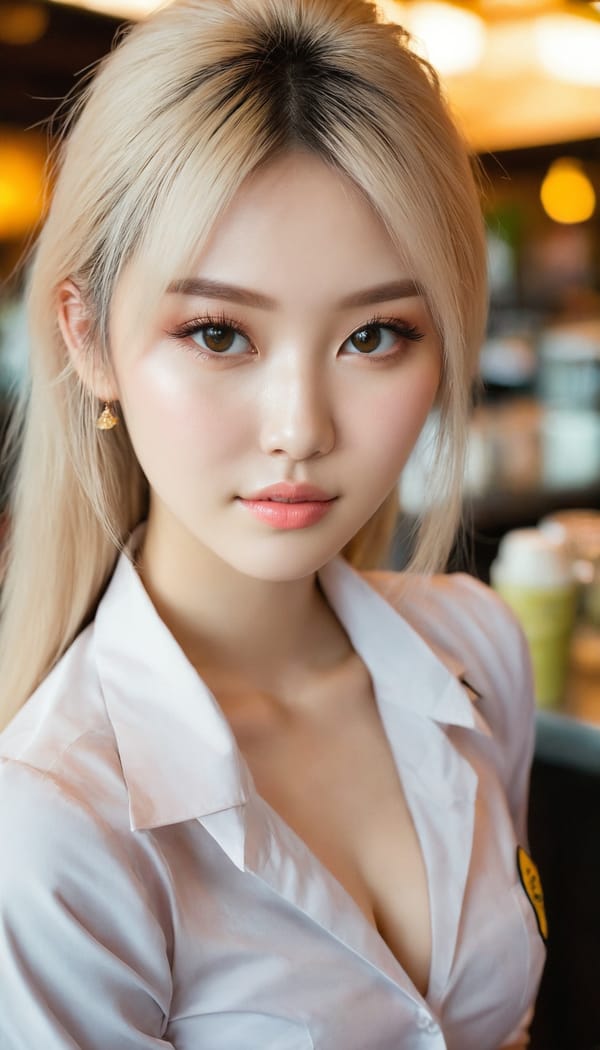 Tags: 21872187, SDXL
{"3": {"inputs": {"seed": 337345738077299, "steps": 64, "cfg": 5.83, "sampler_name": "dpmpp_2m", "scheduler": "karras", "denoise": 1.0, "model": ["27", 0], "positive": ["6", 0], "negative": ["7", 0], "latent_image": ["5", 0]}, "class_type": "KSampler"}, "4": {"inputs": {"ckpt_name": "juggernautxl.safetensors"}, "class_type": "CheckpointLoaderSimple"}, "5": {"inputs": {"width": 768, "height": 1344, "batch_size": 1}, "class_type": "EmptyLatentImage"}, "6": {"inputs": {"text": "23 year old girl, (ukrainian:1.08), (taiwanese:1.03), (cute:1.07), (temptress:1.04), (beautiful eyes:0.99), (blush:1.03), (seductive facial expression:0.95), (detailed face:1.10), (pale skin:1.11), (seductive pose:0.99), (eyelashes:1.11), (sexy lips:1.12), (slim:1.10), (double eyelids:1.00), (idol:0.99), (on all fours:1.04), (spreading ass cheeks:0.98), (from behind:1.01), (backboob:1.07), (a waitress in uniform:1.11) working at a restaurant, (detailed skin:1.06), (soft lighting:1.02), (skin fuzz:1.03), (film:1.05), (candid cinema:1.04), (portra:1.03), (RAW:1.03), (natural looking skin:1.00), (textured skin:1.02)", "clip": ["27", 1]}, "class_type": "CLIPTextEncode"}, "7": {"inputs": {"text": "(worst quality:1.08), (low resolution:1.13), (twisted:1.08), (open mouth:1.08), (distorted:1.12), (watermark:1.14), (bad hands:1.12)", "clip": ["27", 1]}, "class_type": "CLIPTextEncode"}, "8": {"inputs": {"samples": ["3", 0], "vae": ["4", 2]}, "class_type": "VAEDecode"}, "25": {"inputs": {"lora_name": "nudify_xl.safetensors", "strength_model": 0.28, "strength_clip": 0.09, "model": ["4", 0], "clip": ["4", 1]}, "class_type": "LoraLoader"}, "26": {"inputs": {"lora_name": "shirtlift_SDXL_v2.safetensors", "strength_model": 0.12, "strength_clip": 0.18, "model": ["25", 0], "clip": ["25", 1]}, "class_type": "LoraLoader"}, "27": {"inputs": {"lora_name": "PerfectEyesXL.safetensors", "strength_model": 0.09, "strength_clip": 0.11, "model": ["26", 0], "clip": ["26", 1]}, "class_type": "LoraLoader"}, "30": {"inputs": {"model_name": "4x_NMKD-Superscale-SP_178000_G.pth"}, "class_type": "UpscaleModelLoader"}, "31": {"inputs": {"upscale_model": ["30", 0], "image": ["8", 0]}, "class_type": "ImageUpscaleWithModel"}, "32": {"inputs": {"upscale_method": "lanczos", "scale_by": 0.5, "image": ["31", 0]}, "class_type": "ImageScaleBy"}, "33": {"inputs": {"pixels": ["32", 0], "vae": ["4", 2]}, "class_type": "VAEEncode"}, "34": {"inputs": {"seed": 337345738077299, "steps": 64, "cfg": 5.83, "sampler_name": "dpmpp_2m", "scheduler": "karras", "denoise": 0.3, "model": ["27", 0], "positive": ["6", 0], "negative": ["7", 0], "latent_image": ["33", 0]}, "class_type": "KSampler"}, "36": {"inputs": {"samples": ["34", 0], "vae": ["4", 2]}, "class_type": "VAEDecode"}, "39": {"inputs": {"filename_prefix": "comfyapi-1713690998312", "images": ["36", 0]}, "class_type": "SaveImage"}}