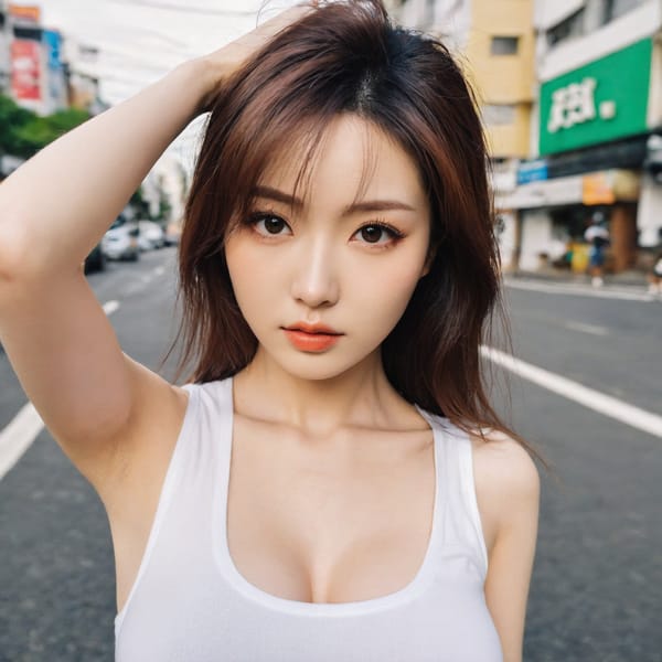 Tags: 21872187, SDXL
{"3": {"inputs": {"seed": 236572334117935, "steps": 32, "cfg": 5.76, "sampler_name": "dpmpp_2m", "scheduler": "karras", "denoise": 1.0, "model": ["27", 0], "positive": ["6", 0], "negative": ["7", 0], "latent_image": ["5", 0]}, "class_type": "KSampler"}, "4": {"inputs": {"ckpt_name": "helloworldxl.safetensors"}, "class_type": "CheckpointLoaderSimple"}, "5": {"inputs": {"width": 1024, "height": 1024, "batch_size": 1}, "class_type": "EmptyLatentImage"}, "6": {"inputs": {"text": "26 year old girl, (japanese:1.09), (ukrainian:0.98), (korean:1.03), (seductive facial expression:0.96), (temptress:1.07), (idol:0.98), (slim:0.95), (eyelashes:1.10), (detailed face:1.13), (sexy lips:1.05), (seductive pose:1.14), (beautiful eyes:1.00), (pale skin:0.97), (blush:1.03), (double eyelids:0.98), (in a seductive pose:1.07), (large perky breasts:1.02), (cleavage:1.14), (thigh gap:1.05), (white tanktop:1.13), busy street, (natural looking skin:1.03), (skin fuzz:1.01), (portra:1.09), (soft lighting:1.03), (film:1.09), (RAW:1.08), (detailed skin:1.09), (candid cinema:1.09), (textured skin:1.07)", "clip": ["27", 1]}, "class_type": "CLIPTextEncode"}, "7": {"inputs": {"text": "(worst quality:1.13), (bad hands:1.13), (twisted:1.08), (distorted:1.09), (watermark:1.08), (low resolution:1.09), (open mouth:1.07)", "clip": ["27", 1]}, "class_type": "CLIPTextEncode"}, "8": {"inputs": {"samples": ["3", 0], "vae": ["4", 2]}, "class_type": "VAEDecode"}, "25": {"inputs": {"lora_name": "nudify_xl.safetensors", "strength_model": 0.31, "strength_clip": 0.01, "model": ["4", 0], "clip": ["4", 1]}, "class_type": "LoraLoader"}, "26": {"inputs": {"lora_name": "shirtlift_SDXL_v2.safetensors", "strength_model": 0.14, "strength_clip": 0.0, "model": ["25", 0], "clip": ["25", 1]}, "class_type": "LoraLoader"}, "27": {"inputs": {"lora_name": "PerfectEyesXL.safetensors", "strength_model": 0.16, "strength_clip": 0.15, "model": ["26", 0], "clip": ["26", 1]}, "class_type": "LoraLoader"}, "30": {"inputs": {"model_name": "4x_NMKD-Superscale-SP_178000_G.pth"}, "class_type": "UpscaleModelLoader"}, "31": {"inputs": {"upscale_model": ["30", 0], "image": ["8", 0]}, "class_type": "ImageUpscaleWithModel"}, "32": {"inputs": {"upscale_method": "lanczos", "scale_by": 0.5, "image": ["31", 0]}, "class_type": "ImageScaleBy"}, "33": {"inputs": {"pixels": ["32", 0], "vae": ["4", 2]}, "class_type": "VAEEncode"}, "34": {"inputs": {"seed": 236572334117935, "steps": 32, "cfg": 5.76, "sampler_name": "dpmpp_2m", "scheduler": "karras", "denoise": 0.3, "model": ["27", 0], "positive": ["6", 0], "negative": ["7", 0], "latent_image": ["33", 0]}, "class_type": "KSampler"}, "36": {"inputs": {"samples": ["34", 0], "vae": ["4", 2]}, "class_type": "VAEDecode"}, "39": {"inputs": {"filename_prefix": "comfyapi-1732377048553", "images": ["36", 0]}, "class_type": "SaveImage"}}