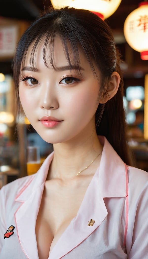 Tags: 21872187, SDXL
{"3": {"inputs": {"seed": 896984286417678, "steps": 32, "cfg": 6.59, "sampler_name": "dpmpp_2m", "scheduler": "karras", "denoise": 1.0, "model": ["27", 0], "positive": ["6", 0], "negative": ["7", 0], "latent_image": ["5", 0]}, "class_type": "KSampler"}, "4": {"inputs": {"ckpt_name": "juggernautxl.safetensors"}, "class_type": "CheckpointLoaderSimple"}, "5": {"inputs": {"width": 768, "height": 1344, "batch_size": 1}, "class_type": "EmptyLatentImage"}, "6": {"inputs": {"text": "20 year old girl, (chinese:0.95), (sexy lips:0.95), (idol:1.13), (seductive pose:1.09), (cute:1.05), (beautiful eyes:0.96), (seductive facial expression:0.95), (slim:0.95), (eyelashes:1.02), (pale skin:1.08), (blush:1.09), (temptress:1.03), (double eyelids:0.95), (detailed face:0.98), (in a seductive pose:1.01), (large perky breasts:1.08), (cleavage:0.95), (thigh gap:0.99), (a waitress in uniform:1.06) working at a restaurant, (soft lighting:1.08), (detailed skin:1.05), (skin fuzz:1.06), (textured skin:1.08), (portra:1.00), (natural looking skin:1.08), (RAW:1.01), (film:1.09), (candid cinema:1.01)", "clip": ["27", 1]}, "class_type": "CLIPTextEncode"}, "7": {"inputs": {"text": "(low resolution:1.14), (worst quality:1.09), (twisted:1.14), (open mouth:1.07), (watermark:1.09), (distorted:1.14), (bad hands:1.08)", "clip": ["27", 1]}, "class_type": "CLIPTextEncode"}, "8": {"inputs": {"samples": ["3", 0], "vae": ["4", 2]}, "class_type": "VAEDecode"}, "25": {"inputs": {"lora_name": "nudify_xl.safetensors", "strength_model": 0.02, "strength_clip": 0.39, "model": ["4", 0], "clip": ["4", 1]}, "class_type": "LoraLoader"}, "26": {"inputs": {"lora_name": "shirtlift_SDXL_v2.safetensors", "strength_model": 0.06, "strength_clip": 0.08, "model": ["25", 0], "clip": ["25", 1]}, "class_type": "LoraLoader"}, "27": {"inputs": {"lora_name": "PerfectEyesXL.safetensors", "strength_model": 0.0, "strength_clip": 0.14, "model": ["26", 0], "clip": ["26", 1]}, "class_type": "LoraLoader"}, "30": {"inputs": {"model_name": "4x_NMKD-Superscale-SP_178000_G.pth"}, "class_type": "UpscaleModelLoader"}, "31": {"inputs": {"upscale_model": ["30", 0], "image": ["8", 0]}, "class_type": "ImageUpscaleWithModel"}, "32": {"inputs": {"upscale_method": "lanczos", "scale_by": 0.5, "image": ["31", 0]}, "class_type": "ImageScaleBy"}, "33": {"inputs": {"pixels": ["32", 0], "vae": ["4", 2]}, "class_type": "VAEEncode"}, "34": {"inputs": {"seed": 896984286417678, "steps": 32, "cfg": 6.59, "sampler_name": "dpmpp_2m", "scheduler": "karras", "denoise": 0.3, "model": ["27", 0], "positive": ["6", 0], "negative": ["7", 0], "latent_image": ["33", 0]}, "class_type": "KSampler"}, "36": {"inputs": {"samples": ["34", 0], "vae": ["4", 2]}, "class_type": "VAEDecode"}, "39": {"inputs": {"filename_prefix": "comfyapi-1735118013634", "images": ["36", 0]}, "class_type": "SaveImage"}}