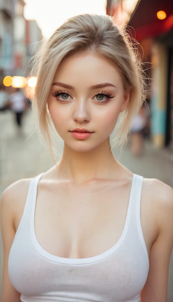 Tags: 21872187, SDXL
{"3": {"inputs": {"seed": 977068759798263, "steps": 64, "cfg": 6.83, "sampler_name": "dpmpp_2m", "scheduler": "karras", "denoise": 1.0, "model": ["27", 0], "positive": ["6", 0], "negative": ["7", 0], "latent_image": ["5", 0]}, "class_type": "KSampler"}, "4": {"inputs": {"ckpt_name": "juggernautxl.safetensors"}, "class_type": "CheckpointLoaderSimple"}, "5": {"inputs": {"width": 768, "height": 1344, "batch_size": 1}, "class_type": "EmptyLatentImage"}, "6": {"inputs": {"text": "21 year old girl, (ukrainian:0.99), (eyelashes:1.13), (detailed face:1.09), (slim:0.96), (cute:1.03), (sexy lips:1.09), (beautiful eyes:0.99), (seductive pose:0.95), (double eyelids:1.02), (blush:0.95), (pale skin:1.02), (temptress:0.95), (seductive facial expression:1.13), (idol:1.14), (perky ass:1.00), (exposed ass:1.06), (looking back:1.02), (sexy ass:0.96), (thigh gap:1.10), (white tanktop:1.03), busy street, (textured skin:1.02), (detailed skin:1.02), (natural looking skin:1.06), (soft lighting:1.09), (RAW:1.03), (candid cinema:1.08), (skin fuzz:1.06), (portra:1.01), (film:1.03)", "clip": ["27", 1]}, "class_type": "CLIPTextEncode"}, "7": {"inputs": {"text": "(twisted:1.05), (watermark:1.11), (bad hands:1.09), (low resolution:1.13), (distorted:1.12), (open mouth:1.12), (worst quality:1.05)", "clip": ["27", 1]}, "class_type": "CLIPTextEncode"}, "8": {"inputs": {"samples": ["3", 0], "vae": ["4", 2]}, "class_type": "VAEDecode"}, "25": {"inputs": {"lora_name": "nudify_xl.safetensors", "strength_model": 0.27, "strength_clip": 0.27, "model": ["4", 0], "clip": ["4", 1]}, "class_type": "LoraLoader"}, "26": {"inputs": {"lora_name": "shirtlift_SDXL_v2.safetensors", "strength_model": 0.04, "strength_clip": 0.08, "model": ["25", 0], "clip": ["25", 1]}, "class_type": "LoraLoader"}, "27": {"inputs": {"lora_name": "PerfectEyesXL.safetensors", "strength_model": 0.15, "strength_clip": 0.14, "model": ["26", 0], "clip": ["26", 1]}, "class_type": "LoraLoader"}, "30": {"inputs": {"model_name": "4x_NMKD-Superscale-SP_178000_G.pth"}, "class_type": "UpscaleModelLoader"}, "31": {"inputs": {"upscale_model": ["30", 0], "image": ["8", 0]}, "class_type": "ImageUpscaleWithModel"}, "32": {"inputs": {"upscale_method": "lanczos", "scale_by": 0.5, "image": ["31", 0]}, "class_type": "ImageScaleBy"}, "33": {"inputs": {"pixels": ["32", 0], "vae": ["4", 2]}, "class_type": "VAEEncode"}, "34": {"inputs": {"seed": 977068759798263, "steps": 64, "cfg": 6.83, "sampler_name": "dpmpp_2m", "scheduler": "karras", "denoise": 0.3, "model": ["27", 0], "positive": ["6", 0], "negative": ["7", 0], "latent_image": ["33", 0]}, "class_type": "KSampler"}, "36": {"inputs": {"samples": ["34", 0], "vae": ["4", 2]}, "class_type": "VAEDecode"}, "39": {"inputs": {"filename_prefix": "comfyapi-1731315863190", "images": ["36", 0]}, "class_type": "SaveImage"}}