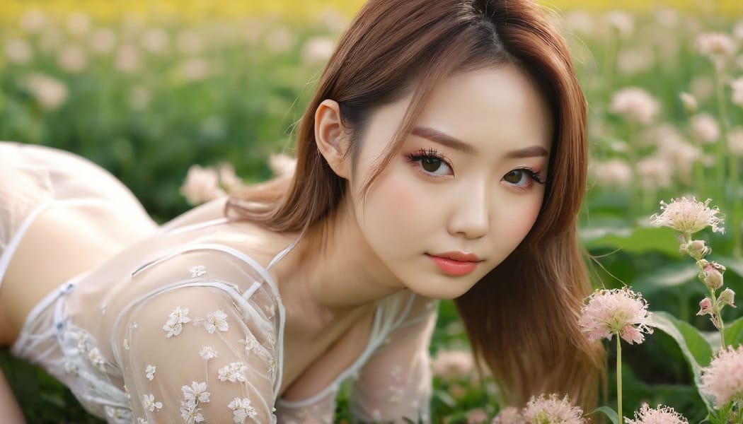 Tags: 21872187, SDXL
{"3": {"inputs": {"seed": 652593181153161, "steps": 64, "cfg": 7.69, "sampler_name": "dpmpp_2m", "scheduler": "karras", "denoise": 1.0, "model": ["27", 0], "positive": ["6", 0], "negative": ["7", 0], "latent_image": ["5", 0]}, "class_type": "KSampler"}, "4": {"inputs": {"ckpt_name": "juggernautxl.safetensors"}, "class_type": "CheckpointLoaderSimple"}, "5": {"inputs": {"width": 1344, "height": 768, "batch_size": 1}, "class_type": "EmptyLatentImage"}, "6": {"inputs": {"text": "27 year old girl, (japanese:0.98), (russian:0.98), (beautiful eyes:0.98), (slim:0.96), (eyelashes:1.14), (blush:0.97), (temptress:0.99), (pale skin:0.98), (sexy lips:1.11), (double eyelids:0.95), (seductive pose:1.00), (seductive facial expression:0.95), (cute:1.06), (on all fours:1.00), (spreading ass cheeks:0.99), (from behind:0.96), (backboob:1.03), wearing (translucent clothes:1.11) on a flower field, (textured skin:1.00), (candid cinema:1.00), (skin fuzz:1.03), (detailed skin:1.06), (natural looking skin:1.00), (RAW:1.01), (portra:1.09), (film:1.08), (soft lighting:1.00)", "clip": ["27", 1]}, "class_type": "CLIPTextEncode"}, "7": {"inputs": {"text": "(watermark:1.06), (twisted:1.09), (distorted:1.13), (worst quality:1.10), (bad hands:1.07), (low resolution:1.11), (open mouth:1.12)", "clip": ["27", 1]}, "class_type": "CLIPTextEncode"}, "8": {"inputs": {"samples": ["3", 0], "vae": ["4", 2]}, "class_type": "VAEDecode"}, "25": {"inputs": {"lora_name": "nudify_xl.safetensors", "strength_model": 0.03, "strength_clip": 0.15, "model": ["4", 0], "clip": ["4", 1]}, "class_type": "LoraLoader"}, "26": {"inputs": {"lora_name": "shirtlift_SDXL_v2.safetensors", "strength_model": 0.06, "strength_clip": 0.03, "model": ["25", 0], "clip": ["25", 1]}, "class_type": "LoraLoader"}, "27": {"inputs": {"lora_name": "PerfectEyesXL.safetensors", "strength_model": 0.09, "strength_clip": 0.08, "model": ["26", 0], "clip": ["26", 1]}, "class_type": "LoraLoader"}, "30": {"inputs": {"model_name": "4x_NMKD-Superscale-SP_178000_G.pth"}, "class_type": "UpscaleModelLoader"}, "31": {"inputs": {"upscale_model": ["30", 0], "image": ["8", 0]}, "class_type": "ImageUpscaleWithModel"}, "32": {"inputs": {"upscale_method": "lanczos", "scale_by": 0.5, "image": ["31", 0]}, "class_type": "ImageScaleBy"}, "33": {"inputs": {"pixels": ["32", 0], "vae": ["4", 2]}, "class_type": "VAEEncode"}, "34": {"inputs": {"seed": 652593181153161, "steps": 64, "cfg": 7.69, "sampler_name": "dpmpp_2m", "scheduler": "karras", "denoise": 0.3, "model": ["27", 0], "positive": ["6", 0], "negative": ["7", 0], "latent_image": ["33", 0]}, "class_type": "KSampler"}, "36": {"inputs": {"samples": ["34", 0], "vae": ["4", 2]}, "class_type": "VAEDecode"}, "39": {"inputs": {"filename_prefix": "comfyapi-1715037222561", "images": ["36", 0]}, "class_type": "SaveImage"}}