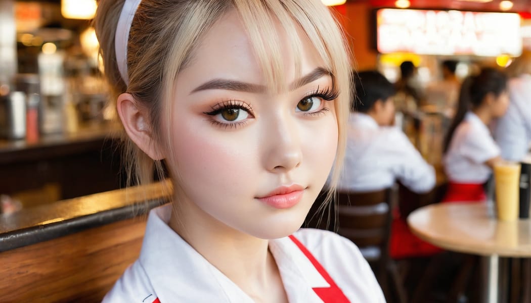 Tags: 21872187, SDXL
{"3": {"inputs": {"seed": 718608053494118, "steps": 64, "cfg": 7.73, "sampler_name": "dpmpp_2m", "scheduler": "karras", "denoise": 1.0, "model": ["27", 0], "positive": ["6", 0], "negative": ["7", 0], "latent_image": ["5", 0]}, "class_type": "KSampler"}, "4": {"inputs": {"ckpt_name": "juggernautxl.safetensors"}, "class_type": "CheckpointLoaderSimple"}, "5": {"inputs": {"width": 1344, "height": 768, "batch_size": 1}, "class_type": "EmptyLatentImage"}, "6": {"inputs": {"text": "19 year old girl, (blush:1.14), (slim:1.07), (temptress:0.95), (idol:0.99), (seductive facial expression:1.14), (eyelashes:1.14), (beautiful eyes:1.13), (seductive pose:1.11), (pale skin:0.97), (cute:0.96), (detailed face:1.04), (sexy lips:1.10), (double eyelids:1.03), (perky ass:1.11), (exposed ass:1.01), (looking back:1.10), (sexy ass:1.13), (thigh gap:1.12), (a waitress in uniform:1.11) working at a restaurant, (textured skin:1.04), (natural looking skin:1.01), (detailed skin:1.06), (RAW:1.01), (film:1.04), (portra:1.05), (soft lighting:1.02), (skin fuzz:1.07), (candid cinema:1.06)", "clip": ["27", 1]}, "class_type": "CLIPTextEncode"}, "7": {"inputs": {"text": "(worst quality:1.14), (twisted:1.08), (low resolution:1.10), (open mouth:1.06), (distorted:1.09), (bad hands:1.08), (watermark:1.08)", "clip": ["27", 1]}, "class_type": "CLIPTextEncode"}, "8": {"inputs": {"samples": ["3", 0], "vae": ["4", 2]}, "class_type": "VAEDecode"}, "25": {"inputs": {"lora_name": "nudify_xl.safetensors", "strength_model": 0.24, "strength_clip": 0.31, "model": ["4", 0], "clip": ["4", 1]}, "class_type": "LoraLoader"}, "26": {"inputs": {"lora_name": "shirtlift_SDXL_v2.safetensors", "strength_model": 0.0, "strength_clip": 0.02, "model": ["25", 0], "clip": ["25", 1]}, "class_type": "LoraLoader"}, "27": {"inputs": {"lora_name": "PerfectEyesXL.safetensors", "strength_model": 0.13, "strength_clip": 0.16, "model": ["26", 0], "clip": ["26", 1]}, "class_type": "LoraLoader"}, "30": {"inputs": {"model_name": "4x_NMKD-Superscale-SP_178000_G.pth"}, "class_type": "UpscaleModelLoader"}, "31": {"inputs": {"upscale_model": ["30", 0], "image": ["8", 0]}, "class_type": "ImageUpscaleWithModel"}, "32": {"inputs": {"upscale_method": "lanczos", "scale_by": 0.5, "image": ["31", 0]}, "class_type": "ImageScaleBy"}, "33": {"inputs": {"pixels": ["32", 0], "vae": ["4", 2]}, "class_type": "VAEEncode"}, "34": {"inputs": {"seed": 718608053494118, "steps": 64, "cfg": 7.73, "sampler_name": "dpmpp_2m", "scheduler": "karras", "denoise": 0.3, "model": ["27", 0], "positive": ["6", 0], "negative": ["7", 0], "latent_image": ["33", 0]}, "class_type": "KSampler"}, "36": {"inputs": {"samples": ["34", 0], "vae": ["4", 2]}, "class_type": "VAEDecode"}, "39": {"inputs": {"filename_prefix": "comfyapi-1733693329900", "images": ["36", 0]}, "class_type": "SaveImage"}}