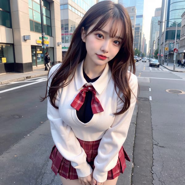 Tags: 21872187
<lora:mix4:0.36>, <lora:JapaneseDollLikeness_v15:0.41>, <lora:koreanDollLikeness:0.48>, (russian:1.01), (ukrainian:1.03), (school uniform:1.03), (large breasts:0.94), choker, busy street in urban city, (seductive pose:1.00), extremely detailed eyes, cute, (photorealistic:1.14), sexy lips, seductive smile, double eyelids, perky breasts, textured skin, tall, (thigh gap:1.02), blush, delicate and beautiful girl, (dramatic:1.14)
Negative prompt: sketches, paintings, black and white, (worst quality:2.17)
Steps: 48, Sampler: DPM++ 2M Karras, CFG scale: 6.32, Seed: 4092012456, Size: 768x768, Model hash: fc2511737a, Model: chilloutmix_NiPrunedFp32Fix, Seed resize from: -1x-1, Denoising strength: 0.4, Version: v1.2.1, Hires upscale: 2.0, Hires steps: 48, Hires upscaler: ESRGAN_4x