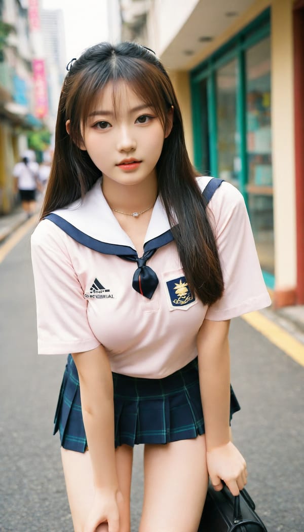 Tags: 21872187, SDXL
{"3": {"inputs": {"seed": 680414149883256, "steps": 64, "cfg": 6.37, "sampler_name": "dpmpp_2m", "scheduler": "karras", "denoise": 1.0, "model": ["27", 0], "positive": ["6", 0], "negative": ["7", 0], "latent_image": ["5", 0]}, "class_type": "KSampler"}, "4": {"inputs": {"ckpt_name": "leosamsHelloworldSDXL_helloworldSDXL32DPO.safetensors"}, "class_type": "CheckpointLoaderSimple"}, "5": {"inputs": {"width": 768, "height": 1344, "batch_size": 1}, "class_type": "EmptyLatentImage"}, "6": {"inputs": {"text": "19 year old girl, (taiwanese:0.97), (cute:1.01), (detailed face:1.13), (idol:0.99), (seductive facial expression:1.04), (blush:1.00), (double eyelids:1.02), (beautiful eyes:0.97), (eyelashes:0.98), (pale skin:1.05), (temptress:1.14), (slim:1.09), (seductive pose:1.09), (in a seductive pose:1.08), (large perky breasts:1.08), (cleavage:0.97), (thigh gap:1.11), (school uniform:1.09), choker, busy street, (candid cinema:1.02), (detailed skin:1.03), (soft lighting:1.04), (portra:1.08), (film:1.05), (natural looking skin:1.03), (RAW:1.01), (textured skin:1.00), (skin fuzz:1.04)", "clip": ["27", 1]}, "class_type": "CLIPTextEncode"}, "7": {"inputs": {"text": "(distorted:1.12), (twisted:1.13), (low resolution:1.14), (bad hands:1.05), (worst quality:1.08), (watermark:1.09), (open mouth:1.05)", "clip": ["27", 1]}, "class_type": "CLIPTextEncode"}, "8": {"inputs": {"samples": ["3", 0], "vae": ["4", 2]}, "class_type": "VAEDecode"}, "25": {"inputs": {"lora_name": "nudify_xl.safetensors", "strength_model": 0.37, "strength_clip": 0.23, "model": ["4", 0], "clip": ["4", 1]}, "class_type": "LoraLoader"}, "26": {"inputs": {"lora_name": "shirtlift_SDXL_v2.safetensors", "strength_model": 0.15, "strength_clip": 0.17, "model": ["25", 0], "clip": ["25", 1]}, "class_type": "LoraLoader"}, "27": {"inputs": {"lora_name": "PerfectEyesXL.safetensors", "strength_model": 0.14, "strength_clip": 0.19, "model": ["26", 0], "clip": ["26", 1]}, "class_type": "LoraLoader"}, "30": {"inputs": {"model_name": "4x_NMKD-Superscale-SP_178000_G.pth"}, "class_type": "UpscaleModelLoader"}, "31": {"inputs": {"upscale_model": ["30", 0], "image": ["8", 0]}, "class_type": "ImageUpscaleWithModel"}, "32": {"inputs": {"upscale_method": "lanczos", "scale_by": 0.5, "image": ["31", 0]}, "class_type": "ImageScaleBy"}, "33": {"inputs": {"pixels": ["32", 0], "vae": ["4", 2]}, "class_type": "VAEEncode"}, "34": {"inputs": {"seed": 680414149883256, "steps": 64, "cfg": 6.37, "sampler_name": "dpmpp_2m", "scheduler": "karras", "denoise": 0.3, "model": ["27", 0], "positive": ["6", 0], "negative": ["7", 0], "latent_image": ["33", 0]}, "class_type": "KSampler"}, "36": {"inputs": {"samples": ["34", 0], "vae": ["4", 2]}, "class_type": "VAEDecode"}, "39": {"inputs": {"filename_prefix": "comfyapi-1708166299486", "images": ["36", 0]}, "class_type": "SaveImage"}}