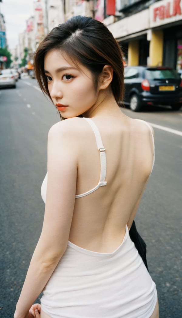 Tags: 21872187, SDXL
{"3": {"inputs": {"seed": 786541299139334, "steps": 32, "cfg": 7.64, "sampler_name": "dpmpp_2m", "scheduler": "karras", "denoise": 1.0, "model": ["27", 0], "positive": ["6", 0], "negative": ["7", 0], "latent_image": ["5", 0]}, "class_type": "KSampler"}, "4": {"inputs": {"ckpt_name": "helloworldxl.safetensors"}, "class_type": "CheckpointLoaderSimple"}, "5": {"inputs": {"width": 768, "height": 1344, "batch_size": 1}, "class_type": "EmptyLatentImage"}, "6": {"inputs": {"text": "25 year old girl, (sexy lips:0.95), (beautiful eyes:0.98), (slim:1.13), (eyelashes:1.10), (double eyelids:1.07), (cute:0.96), (temptress:0.98), (pale skin:0.96), (seductive facial expression:1.11), (blush:1.01), (seductive pose:1.10), (detailed face:1.12), (on all fours:1.05), (spreading ass cheeks:1.03), (from behind:1.07), (backboob:1.04), (white tanktop:1.05), busy street, (skin fuzz:1.09), (candid cinema:1.09), (film:1.04), (portra:1.03), (natural looking skin:1.07), (soft lighting:1.01), (RAW:1.07), (textured skin:1.04), (detailed skin:1.03)", "clip": ["27", 1]}, "class_type": "CLIPTextEncode"}, "7": {"inputs": {"text": "(worst quality:1.07), (open mouth:1.14), (watermark:1.14), (twisted:1.05), (bad hands:1.06), (low resolution:1.08), (distorted:1.07)", "clip": ["27", 1]}, "class_type": "CLIPTextEncode"}, "8": {"inputs": {"samples": ["3", 0], "vae": ["4", 2]}, "class_type": "VAEDecode"}, "25": {"inputs": {"lora_name": "nudify_xl.safetensors", "strength_model": 0.34, "strength_clip": 0.39, "model": ["4", 0], "clip": ["4", 1]}, "class_type": "LoraLoader"}, "26": {"inputs": {"lora_name": "shirtlift_SDXL_v2.safetensors", "strength_model": 0.09, "strength_clip": 0.16, "model": ["25", 0], "clip": ["25", 1]}, "class_type": "LoraLoader"}, "27": {"inputs": {"lora_name": "PerfectEyesXL.safetensors", "strength_model": 0.13, "strength_clip": 0.17, "model": ["26", 0], "clip": ["26", 1]}, "class_type": "LoraLoader"}, "30": {"inputs": {"model_name": "4x_NMKD-Superscale-SP_178000_G.pth"}, "class_type": "UpscaleModelLoader"}, "31": {"inputs": {"upscale_model": ["30", 0], "image": ["8", 0]}, "class_type": "ImageUpscaleWithModel"}, "32": {"inputs": {"upscale_method": "lanczos", "scale_by": 0.5, "image": ["31", 0]}, "class_type": "ImageScaleBy"}, "33": {"inputs": {"pixels": ["32", 0], "vae": ["4", 2]}, "class_type": "VAEEncode"}, "34": {"inputs": {"seed": 786541299139334, "steps": 32, "cfg": 7.64, "sampler_name": "dpmpp_2m", "scheduler": "karras", "denoise": 0.3, "model": ["27", 0], "positive": ["6", 0], "negative": ["7", 0], "latent_image": ["33", 0]}, "class_type": "KSampler"}, "36": {"inputs": {"samples": ["34", 0], "vae": ["4", 2]}, "class_type": "VAEDecode"}, "39": {"inputs": {"filename_prefix": "comfyapi-1715949014943", "images": ["36", 0]}, "class_type": "SaveImage"}}