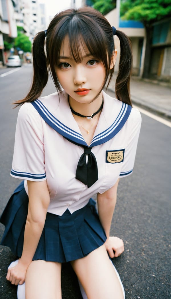 Tags: 21872187, SDXL
{"3": {"inputs": {"seed": 461323828243605, "steps": 64, "cfg": 7.47, "sampler_name": "dpmpp_2m", "scheduler": "karras", "denoise": 1.0, "model": ["27", 0], "positive": ["6", 0], "negative": ["7", 0], "latent_image": ["5", 0]}, "class_type": "KSampler"}, "4": {"inputs": {"ckpt_name": "helloworldxl.safetensors"}, "class_type": "CheckpointLoaderSimple"}, "5": {"inputs": {"width": 768, "height": 1344, "batch_size": 1}, "class_type": "EmptyLatentImage"}, "6": {"inputs": {"text": "26 year old girl, (japanese:1.04), (cute:1.04), (beautiful eyes:1.10), (slim:0.95), (double eyelids:1.12), (temptress:1.00), (blush:0.98), (eyelashes:1.02), (sexy lips:1.13), (idol:1.11), (seductive facial expression:1.11), (pale skin:1.09), (seductive pose:0.99), (in a seductive pose:1.10), (large perky breasts:0.95), (cleavage:1.04), (thigh gap:1.01), (school uniform:1.08), choker, busy street, (natural looking skin:1.05), (candid cinema:1.00), (soft lighting:1.09), (skin fuzz:1.08), (portra:1.02), (RAW:1.06), (detailed skin:1.02), (textured skin:1.02), (film:1.03)", "clip": ["27", 1]}, "class_type": "CLIPTextEncode"}, "7": {"inputs": {"text": "(watermark:1.12), (worst quality:1.09), (open mouth:1.11), (twisted:1.05), (bad hands:1.13), (distorted:1.09), (low resolution:1.11)", "clip": ["27", 1]}, "class_type": "CLIPTextEncode"}, "8": {"inputs": {"samples": ["3", 0], "vae": ["4", 2]}, "class_type": "VAEDecode"}, "25": {"inputs": {"lora_name": "nudify_xl.safetensors", "strength_model": 0.19, "strength_clip": 0.33, "model": ["4", 0], "clip": ["4", 1]}, "class_type": "LoraLoader"}, "26": {"inputs": {"lora_name": "shirtlift_SDXL_v2.safetensors", "strength_model": 0.03, "strength_clip": 0.17, "model": ["25", 0], "clip": ["25", 1]}, "class_type": "LoraLoader"}, "27": {"inputs": {"lora_name": "PerfectEyesXL.safetensors", "strength_model": 0.1, "strength_clip": 0.17, "model": ["26", 0], "clip": ["26", 1]}, "class_type": "LoraLoader"}, "30": {"inputs": {"model_name": "4x_NMKD-Superscale-SP_178000_G.pth"}, "class_type": "UpscaleModelLoader"}, "31": {"inputs": {"upscale_model": ["30", 0], "image": ["8", 0]}, "class_type": "ImageUpscaleWithModel"}, "32": {"inputs": {"upscale_method": "lanczos", "scale_by": 0.5, "image": ["31", 0]}, "class_type": "ImageScaleBy"}, "33": {"inputs": {"pixels": ["32", 0], "vae": ["4", 2]}, "class_type": "VAEEncode"}, "34": {"inputs": {"seed": 461323828243605, "steps": 64, "cfg": 7.47, "sampler_name": "dpmpp_2m", "scheduler": "karras", "denoise": 0.3, "model": ["27", 0], "positive": ["6", 0], "negative": ["7", 0], "latent_image": ["33", 0]}, "class_type": "KSampler"}, "36": {"inputs": {"samples": ["34", 0], "vae": ["4", 2]}, "class_type": "VAEDecode"}, "39": {"inputs": {"filename_prefix": "comfyapi-1718916497385", "images": ["36", 0]}, "class_type": "SaveImage"}}