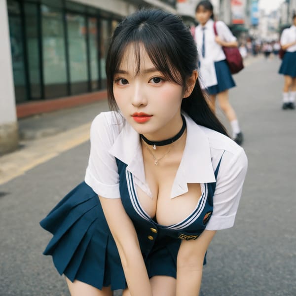 Tags: 21872187, SDXL
{"3": {"inputs": {"seed": 649014033381058, "steps": 64, "cfg": 5.08, "sampler_name": "dpmpp_2m", "scheduler": "karras", "denoise": 1.0, "model": ["27", 0], "positive": ["6", 0], "negative": ["7", 0], "latent_image": ["5", 0]}, "class_type": "KSampler"}, "4": {"inputs": {"ckpt_name": "helloworldxl.safetensors"}, "class_type": "CheckpointLoaderSimple"}, "5": {"inputs": {"width": 1024, "height": 1024, "batch_size": 1}, "class_type": "EmptyLatentImage"}, "6": {"inputs": {"text": "28 year old girl, (korean:1.11), (double eyelids:1.06), (blush:1.08), (cute:1.01), (temptress:1.04), (idol:1.14), (pale skin:1.05), (seductive pose:0.95), (seductive facial expression:1.03), (sexy lips:1.11), (slim:0.98), (beautiful eyes:1.05), (eyelashes:1.07), (detailed face:1.09), (in a seductive pose:1.00), (large perky breasts:1.03), (cleavage:1.00), (thigh gap:1.02), (school uniform:1.09), choker, busy street, (candid cinema:1.02), (textured skin:1.09), (skin fuzz:1.09), (soft lighting:1.03), (detailed skin:1.01), (RAW:1.02), (portra:1.08), (natural looking skin:1.04), (film:1.04)", "clip": ["27", 1]}, "class_type": "CLIPTextEncode"}, "7": {"inputs": {"text": "(twisted:1.08), (bad hands:1.09), (low resolution:1.08), (open mouth:1.12), (distorted:1.07), (watermark:1.09), (worst quality:1.13)", "clip": ["27", 1]}, "class_type": "CLIPTextEncode"}, "8": {"inputs": {"samples": ["3", 0], "vae": ["4", 2]}, "class_type": "VAEDecode"}, "25": {"inputs": {"lora_name": "nudify_xl.safetensors", "strength_model": 0.17, "strength_clip": 0.34, "model": ["4", 0], "clip": ["4", 1]}, "class_type": "LoraLoader"}, "26": {"inputs": {"lora_name": "shirtlift_SDXL_v2.safetensors", "strength_model": 0.11, "strength_clip": 0.09, "model": ["25", 0], "clip": ["25", 1]}, "class_type": "LoraLoader"}, "27": {"inputs": {"lora_name": "PerfectEyesXL.safetensors", "strength_model": 0.04, "strength_clip": 0.14, "model": ["26", 0], "clip": ["26", 1]}, "class_type": "LoraLoader"}, "30": {"inputs": {"model_name": "4x_NMKD-Superscale-SP_178000_G.pth"}, "class_type": "UpscaleModelLoader"}, "31": {"inputs": {"upscale_model": ["30", 0], "image": ["8", 0]}, "class_type": "ImageUpscaleWithModel"}, "32": {"inputs": {"upscale_method": "lanczos", "scale_by": 0.5, "image": ["31", 0]}, "class_type": "ImageScaleBy"}, "33": {"inputs": {"pixels": ["32", 0], "vae": ["4", 2]}, "class_type": "VAEEncode"}, "34": {"inputs": {"seed": 649014033381058, "steps": 64, "cfg": 5.08, "sampler_name": "dpmpp_2m", "scheduler": "karras", "denoise": 0.3, "model": ["27", 0], "positive": ["6", 0], "negative": ["7", 0], "latent_image": ["33", 0]}, "class_type": "KSampler"}, "36": {"inputs": {"samples": ["34", 0], "vae": ["4", 2]}, "class_type": "VAEDecode"}, "39": {"inputs": {"filename_prefix": "comfyapi-1723758764739", "images": ["36", 0]}, "class_type": "SaveImage"}}