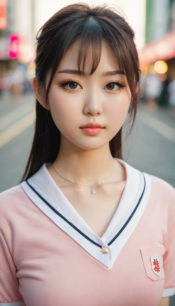 Tags: 21872187, SDXL
{"3": {"inputs": {"seed": 686267464925951, "steps": 32, "cfg": 5.64, "sampler_name": "dpmpp_2m", "scheduler": "karras", "denoise": 1.0, "model": ["27", 0], "positive": ["6", 0], "negative": ["7", 0], "latent_image": ["5", 0]}, "class_type": "KSampler"}, "4": {"inputs": {"ckpt_name": "juggernautxl.safetensors"}, "class_type": "CheckpointLoaderSimple"}, "5": {"inputs": {"width": 768, "height": 1344, "batch_size": 1}, "class_type": "EmptyLatentImage"}, "6": {"inputs": {"text": "27 year old girl, (japanese:1.11), (russian:1.11), (taiwanese:1.07), (korean:1.02), (slim:0.97), (blush:1.08), (eyelashes:0.98), (detailed face:1.07), (cute:1.02), (seductive facial expression:1.10), (seductive pose:1.06), (double eyelids:1.13), (pale skin:1.08), (beautiful eyes:1.04), (in a seductive pose:0.97), (large perky breasts:1.03), (cleavage:1.00), (thigh gap:1.02), (school uniform:1.06), choker, busy street, (skin fuzz:1.00), (detailed skin:1.04), (textured skin:1.04), (film:1.02), (natural looking skin:1.00), (soft lighting:1.03), (RAW:1.03), (candid cinema:1.07), (portra:1.03)", "clip": ["27", 1]}, "class_type": "CLIPTextEncode"}, "7": {"inputs": {"text": "(distorted:1.06), (low resolution:1.08), (open mouth:1.14), (twisted:1.10), (bad hands:1.05), (worst quality:1.08), (watermark:1.05)", "clip": ["27", 1]}, "class_type": "CLIPTextEncode"}, "8": {"inputs": {"samples": ["3", 0], "vae": ["4", 2]}, "class_type": "VAEDecode"}, "25": {"inputs": {"lora_name": "nudify_xl.safetensors", "strength_model": 0.07, "strength_clip": 0.22, "model": ["4", 0], "clip": ["4", 1]}, "class_type": "LoraLoader"}, "26": {"inputs": {"lora_name": "shirtlift_SDXL_v2.safetensors", "strength_model": 0.02, "strength_clip": 0.17, "model": ["25", 0], "clip": ["25", 1]}, "class_type": "LoraLoader"}, "27": {"inputs": {"lora_name": "PerfectEyesXL.safetensors", "strength_model": 0.17, "strength_clip": 0.18, "model": ["26", 0], "clip": ["26", 1]}, "class_type": "LoraLoader"}, "30": {"inputs": {"model_name": "4x_NMKD-Superscale-SP_178000_G.pth"}, "class_type": "UpscaleModelLoader"}, "31": {"inputs": {"upscale_model": ["30", 0], "image": ["8", 0]}, "class_type": "ImageUpscaleWithModel"}, "32": {"inputs": {"upscale_method": "lanczos", "scale_by": 0.5, "image": ["31", 0]}, "class_type": "ImageScaleBy"}, "33": {"inputs": {"pixels": ["32", 0], "vae": ["4", 2]}, "class_type": "VAEEncode"}, "34": {"inputs": {"seed": 686267464925951, "steps": 32, "cfg": 5.64, "sampler_name": "dpmpp_2m", "scheduler": "karras", "denoise": 0.3, "model": ["27", 0], "positive": ["6", 0], "negative": ["7", 0], "latent_image": ["33", 0]}, "class_type": "KSampler"}, "36": {"inputs": {"samples": ["34", 0], "vae": ["4", 2]}, "class_type": "VAEDecode"}, "39": {"inputs": {"filename_prefix": "comfyapi-1728230985613", "images": ["36", 0]}, "class_type": "SaveImage"}}