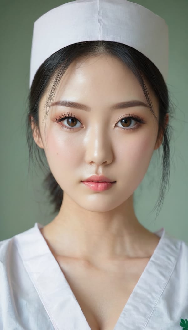 Tags: 21872187, SDXL
{"3": {"inputs": {"seed": 601476944280475, "steps": 64, "cfg": 6.13, "sampler_name": "dpmpp_2m", "scheduler": "karras", "denoise": 1.0, "model": ["27", 0], "positive": ["6", 0], "negative": ["7", 0], "latent_image": ["5", 0]}, "class_type": "KSampler"}, "4": {"inputs": {"ckpt_name": "juggernautxl.safetensors"}, "class_type": "CheckpointLoaderSimple"}, "5": {"inputs": {"width": 768, "height": 1344, "batch_size": 1}, "class_type": "EmptyLatentImage"}, "6": {"inputs": {"text": "28 year old girl, (irish:1.12), (korean:1.10), (slim:1.01), (beautiful eyes:1.07), (blush:0.97), (double eyelids:1.11), (idol:1.00), (seductive facial expression:0.97), (seductive pose:1.13), (pale skin:0.99), (detailed face:0.98), (eyelashes:1.10), (sexy lips:1.08), (temptress:1.11), (in a seductive pose:1.01), (large perky breasts:1.02), (cleavage:1.03), (thigh gap:1.04), (nurse in uniform:0.96) working in a hospital ward, (portra:1.02), (film:1.03), (RAW:1.00), (candid cinema:1.07), (detailed skin:1.06), (soft lighting:1.02), (skin fuzz:1.01), (natural looking skin:1.03), (textured skin:1.01)", "clip": ["27", 1]}, "class_type": "CLIPTextEncode"}, "7": {"inputs": {"text": "(low resolution:1.09), (bad hands:1.11), (distorted:1.08), (open mouth:1.10), (watermark:1.14), (worst quality:1.08), (twisted:1.08)", "clip": ["27", 1]}, "class_type": "CLIPTextEncode"}, "8": {"inputs": {"samples": ["3", 0], "vae": ["4", 2]}, "class_type": "VAEDecode"}, "25": {"inputs": {"lora_name": "nudify_xl.safetensors", "strength_model": 0.36, "strength_clip": 0.09, "model": ["4", 0], "clip": ["4", 1]}, "class_type": "LoraLoader"}, "26": {"inputs": {"lora_name": "shirtlift_SDXL_v2.safetensors", "strength_model": 0.02, "strength_clip": 0.07, "model": ["25", 0], "clip": ["25", 1]}, "class_type": "LoraLoader"}, "27": {"inputs": {"lora_name": "PerfectEyesXL.safetensors", "strength_model": 0.07, "strength_clip": 0.13, "model": ["26", 0], "clip": ["26", 1]}, "class_type": "LoraLoader"}, "30": {"inputs": {"model_name": "4x_NMKD-Superscale-SP_178000_G.pth"}, "class_type": "UpscaleModelLoader"}, "31": {"inputs": {"upscale_model": ["30", 0], "image": ["8", 0]}, "class_type": "ImageUpscaleWithModel"}, "32": {"inputs": {"upscale_method": "lanczos", "scale_by": 0.5, "image": ["31", 0]}, "class_type": "ImageScaleBy"}, "33": {"inputs": {"pixels": ["32", 0], "vae": ["4", 2]}, "class_type": "VAEEncode"}, "34": {"inputs": {"seed": 601476944280475, "steps": 64, "cfg": 6.13, "sampler_name": "dpmpp_2m", "scheduler": "karras", "denoise": 0.3, "model": ["27", 0], "positive": ["6", 0], "negative": ["7", 0], "latent_image": ["33", 0]}, "class_type": "KSampler"}, "36": {"inputs": {"samples": ["34", 0], "vae": ["4", 2]}, "class_type": "VAEDecode"}, "39": {"inputs": {"filename_prefix": "comfyapi-1716377393197", "images": ["36", 0]}, "class_type": "SaveImage"}}